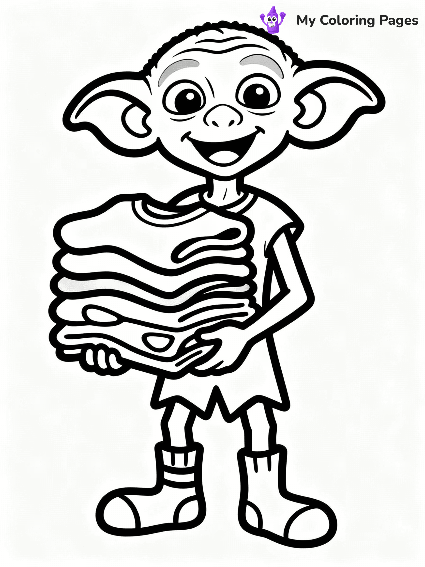 ⚠️ CRITICAL REQUIREMENT - ABSOLUTE BLACK AND WHITE ONLY ⚠️
This MUST be a BLACK AND WHITE line drawing ONLY. NO COLORS whatsoever.
- ONLY pure black lines (#000000) on pure white background (#FFFFFF)
- ABSOLUTELY NO colors, NO shading, NO gradients, NO grayscale
- If there are ANY colors in the output, the image is REJECTED
- This is a COLORING PAGE - meant to be COLORED IN by children
- The output must be UNCOLORED line art ready for coloring
⚠️ SUBJECT TO DRAW: Dobby from Harry Potter in illustrated style, wearing mismatched socks, holding a stack of clothes, big ears prominent, happy expression
(REMEMBER: Output must be BLACK AND WHITE line art only, NOT colored!)
# COLORING PAGE: BLACK OUTLINES ONLY - WHITE BACKGROUND MANDATORY
Create a **coloring book page** using EXACTLY two values: black lines, white space.
## NON-NEGOTIABLE BINARY RULES
- **ONLY #000000 (black) and #FFFFFF (white)** - NO other values exist
- **EVERY PIXEL = BLACK OR WHITE** - no gray/shading/antialiasing
- **WHITE BACKGROUND MANDATORY** - entire canvas stays white
- **ALL SHAPES HOLLOW** - everything is empty outlines waiting to be colored
- **FORBIDDEN:** fills, shading, gradients, patterns, textures, colors
- **NO SOLID REGIONS** - if it's not a thin line, it's wrong
## Universal Line Standards
- Black outlines ONLY - thin, uniform weight
- Every shape completely empty inside
- Closed contours suitable for coloring
- Simple flat illustration - zero depth/3D/realism
- **Style:** Whimsical Doodle Art Alley - rounded, friendly outlines (unless specified)
## Everything = Outline Only
- Characters/animals: hollow shapes
- Objects/clothing: empty contours
- Backgrounds/scenery: line work only
- Natural elements: outlined forms
- Dark/night areas: don't exist (use outlined symbols)
- Textures/patterns: convert to simple lines
## The Test
Can a child color EVERY white space with crayons? If any area is pre-filled/shaded/gray or colored in, it FAILS. Every shape must be waiting to receive color.
**FINAL OUTPUT**: Binary coloring page. Black lines define shapes. White spaces ready for coloring. Nothing else exists. No exceptions. Print-ready.
⚠️ FINAL REMINDER: Draw the subject "Dobby from Harry Potter in illustrated style, wearing mismatched socks, holding a stack of clothes, big ears prominent, happy expression" as BLACK AND WHITE line art. Zero colors in output.