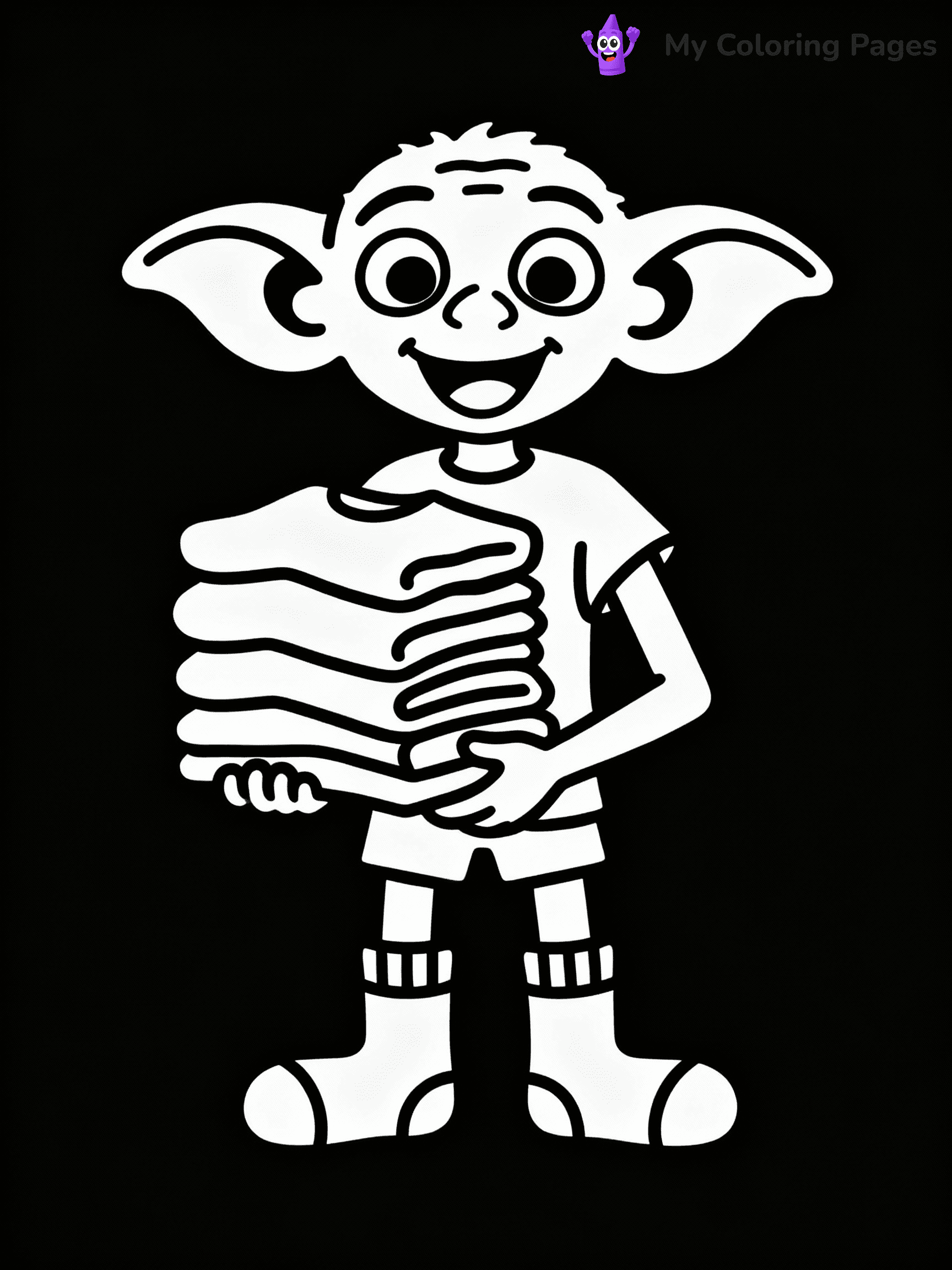 ⚠️ CRITICAL REQUIREMENT - ABSOLUTE BLACK AND WHITE ONLY ⚠️
This MUST be a BLACK AND WHITE line drawing ONLY. NO COLORS whatsoever.
- ONLY pure black lines (#000000) on pure white background (#FFFFFF)
- ABSOLUTELY NO colors, NO shading, NO gradients, NO grayscale
- If there are ANY colors in the output, the image is REJECTED
- This is a COLORING PAGE - meant to be COLORED IN by children
- The output must be UNCOLORED line art ready for coloring
⚠️ SUBJECT TO DRAW: Dobby from Harry Potter in illustrated style, wearing mismatched socks, holding a stack of clothes, big ears prominent, happy expression
(REMEMBER: Output must be BLACK AND WHITE line art only, NOT colored!)
# COLORING PAGE: BLACK OUTLINES ONLY - WHITE BACKGROUND MANDATORY
Create a **coloring book page** using EXACTLY two values: black lines, white space.
## NON-NEGOTIABLE BINARY RULES
- **ONLY #000000 (black) and #FFFFFF (white)** - NO other values exist
- **EVERY PIXEL = BLACK OR WHITE** - no gray/shading/antialiasing
- **WHITE BACKGROUND MANDATORY** - entire canvas stays white
- **ALL SHAPES HOLLOW** - everything is empty outlines waiting to be colored
- **FORBIDDEN:** fills, shading, gradients, patterns, textures, colors
- **NO SOLID REGIONS** - if it's not a thin line, it's wrong
## Universal Line Standards
- Black outlines ONLY - thin, uniform weight
- Every shape completely empty inside
- Closed contours suitable for coloring
- Simple flat illustration - zero depth/3D/realism
- **Style:** Whimsical Doodle Art Alley - rounded, friendly outlines (unless specified)
## Everything = Outline Only
- Characters/animals: hollow shapes
- Objects/clothing: empty contours
- Backgrounds/scenery: line work only
- Natural elements: outlined forms
- Dark/night areas: don't exist (use outlined symbols)
- Textures/patterns: convert to simple lines
## The Test
Can a child color EVERY white space with crayons? If any area is pre-filled/shaded/gray or colored in, it FAILS. Every shape must be waiting to receive color.
**FINAL OUTPUT**: Binary coloring page. Black lines define shapes. White spaces ready for coloring. Nothing else exists. No exceptions. Print-ready.
⚠️ FINAL REMINDER: Draw the subject "Dobby from Harry Potter in illustrated style, wearing mismatched socks, holding a stack of clothes, big ears prominent, happy expression" as BLACK AND WHITE line art. Zero colors in output.