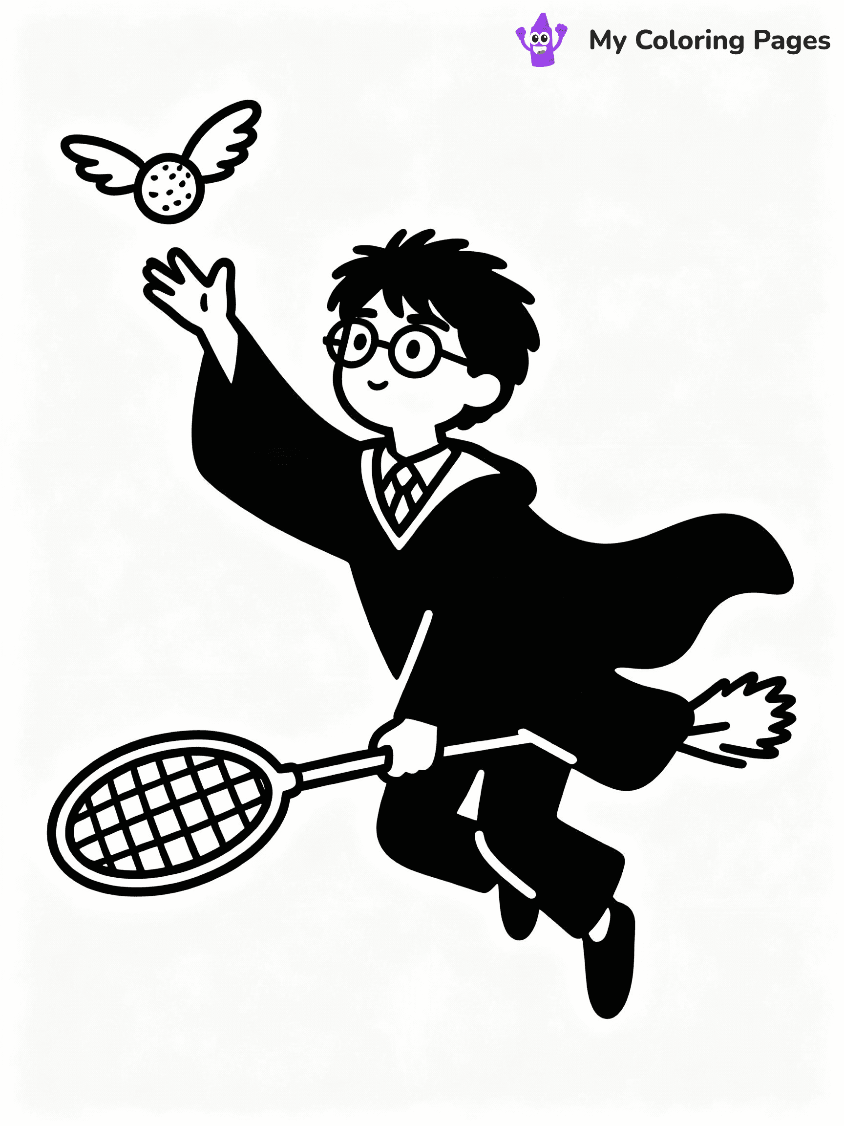 ⚠️ CRITICAL REQUIREMENT - ABSOLUTE BLACK AND WHITE ONLY ⚠️
This MUST be a BLACK AND WHITE line drawing ONLY. NO COLORS whatsoever.
- ONLY pure black lines (#000000) on pure white background (#FFFFFF)
- ABSOLUTELY NO colors, NO shading, NO gradients, NO grayscale
- If there are ANY colors in the output, the image is REJECTED
- This is a COLORING PAGE - meant to be COLORED IN by children
- The output must be UNCOLORED line art ready for coloring
⚠️ SUBJECT TO DRAW: Harry Potter in illustrated style, playing Quidditch as Seeker, reaching for Golden Snitch, flying on Nimbus 2000, robes flowing in wind
(REMEMBER: Output must be BLACK AND WHITE line art only, NOT colored!)
# COLORING PAGE: BLACK OUTLINES ONLY - WHITE BACKGROUND MANDATORY
Create a **coloring book page** using EXACTLY two values: black lines, white space.
## NON-NEGOTIABLE BINARY RULES
- **ONLY #000000 (black) and #FFFFFF (white)** - NO other values exist
- **EVERY PIXEL = BLACK OR WHITE** - no gray/shading/antialiasing
- **WHITE BACKGROUND MANDATORY** - entire canvas stays white
- **ALL SHAPES HOLLOW** - everything is empty outlines waiting to be colored
- **FORBIDDEN:** fills, shading, gradients, patterns, textures, colors
- **NO SOLID REGIONS** - if it's not a thin line, it's wrong
## Universal Line Standards
- Black outlines ONLY - thin, uniform weight
- Every shape completely empty inside
- Closed contours suitable for coloring
- Simple flat illustration - zero depth/3D/realism
- **Style:** Whimsical Doodle Art Alley - rounded, friendly outlines (unless specified)
## Everything = Outline Only
- Characters/animals: hollow shapes
- Objects/clothing: empty contours
- Backgrounds/scenery: line work only
- Natural elements: outlined forms
- Dark/night areas: don't exist (use outlined symbols)
- Textures/patterns: convert to simple lines
## The Test
Can a child color EVERY white space with crayons? If any area is pre-filled/shaded/gray or colored in, it FAILS. Every shape must be waiting to receive color.
**FINAL OUTPUT**: Binary coloring page. Black lines define shapes. White spaces ready for coloring. Nothing else exists. No exceptions. Print-ready.
⚠️ FINAL REMINDER: Draw the subject "Harry Potter in illustrated style, playing Quidditch as Seeker, reaching for Golden Snitch, flying on Nimbus 2000, robes flowing in wind" as BLACK AND WHITE line art. Zero colors in output.