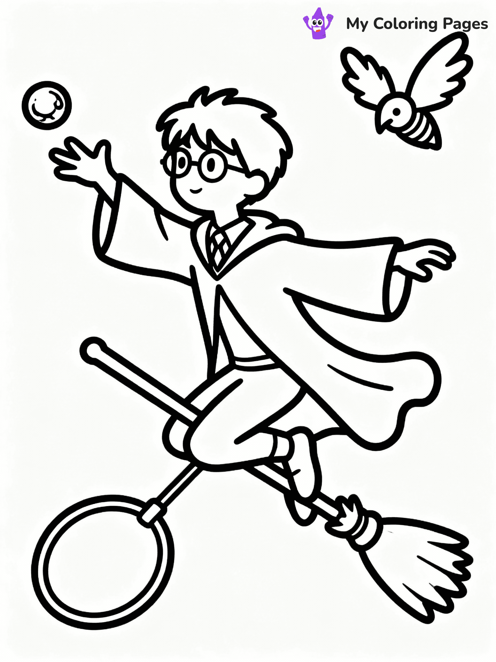 ⚠️ CRITICAL REQUIREMENT - ABSOLUTE BLACK AND WHITE ONLY ⚠️
This MUST be a BLACK AND WHITE line drawing ONLY. NO COLORS whatsoever.
- ONLY pure black lines (#000000) on pure white background (#FFFFFF)
- ABSOLUTELY NO colors, NO shading, NO gradients, NO grayscale
- If there are ANY colors in the output, the image is REJECTED
- This is a COLORING PAGE - meant to be COLORED IN by children
- The output must be UNCOLORED line art ready for coloring
⚠️ SUBJECT TO DRAW: Harry Potter in illustrated style, playing Quidditch as Seeker, reaching for Golden Snitch, flying on Nimbus 2000, robes flowing in wind
(REMEMBER: Output must be BLACK AND WHITE line art only, NOT colored!)
# COLORING PAGE: BLACK OUTLINES ONLY - WHITE BACKGROUND MANDATORY
Create a **coloring book page** using EXACTLY two values: black lines, white space.
## NON-NEGOTIABLE BINARY RULES
- **ONLY #000000 (black) and #FFFFFF (white)** - NO other values exist
- **EVERY PIXEL = BLACK OR WHITE** - no gray/shading/antialiasing
- **WHITE BACKGROUND MANDATORY** - entire canvas stays white
- **ALL SHAPES HOLLOW** - everything is empty outlines waiting to be colored
- **FORBIDDEN:** fills, shading, gradients, patterns, textures, colors
- **NO SOLID REGIONS** - if it's not a thin line, it's wrong
## Universal Line Standards
- Black outlines ONLY - thin, uniform weight
- Every shape completely empty inside
- Closed contours suitable for coloring
- Simple flat illustration - zero depth/3D/realism
- **Style:** Whimsical Doodle Art Alley - rounded, friendly outlines (unless specified)
## Everything = Outline Only
- Characters/animals: hollow shapes
- Objects/clothing: empty contours
- Backgrounds/scenery: line work only
- Natural elements: outlined forms
- Dark/night areas: don't exist (use outlined symbols)
- Textures/patterns: convert to simple lines
## The Test
Can a child color EVERY white space with crayons? If any area is pre-filled/shaded/gray or colored in, it FAILS. Every shape must be waiting to receive color.
**FINAL OUTPUT**: Binary coloring page. Black lines define shapes. White spaces ready for coloring. Nothing else exists. No exceptions. Print-ready.
⚠️ FINAL REMINDER: Draw the subject "Harry Potter in illustrated style, playing Quidditch as Seeker, reaching for Golden Snitch, flying on Nimbus 2000, robes flowing in wind" as BLACK AND WHITE line art. Zero colors in output.