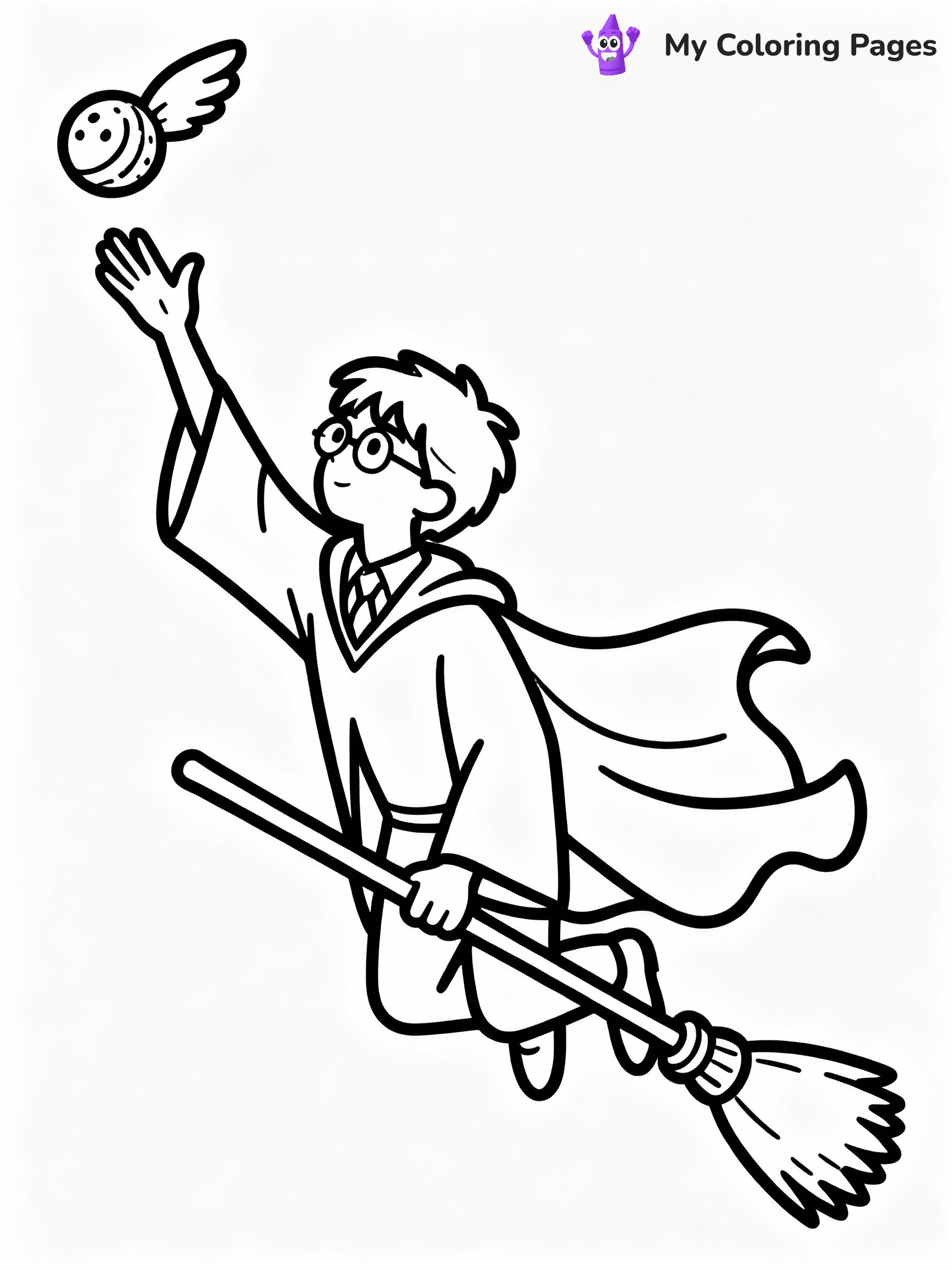 ⚠️ CRITICAL REQUIREMENT - ABSOLUTE BLACK AND WHITE ONLY ⚠️
This MUST be a BLACK AND WHITE line drawing ONLY. NO COLORS whatsoever.
- ONLY pure black lines (#000000) on pure white background (#FFFFFF)
- ABSOLUTELY NO colors, NO shading, NO gradients, NO grayscale
- If there are ANY colors in the output, the image is REJECTED
- This is a COLORING PAGE - meant to be COLORED IN by children
- The output must be UNCOLORED line art ready for coloring
⚠️ SUBJECT TO DRAW: Harry Potter in illustrated style, playing Quidditch as Seeker, reaching for Golden Snitch, flying on Nimbus 2000, robes flowing in wind
(REMEMBER: Output must be BLACK AND WHITE line art only, NOT colored!)
# COLORING PAGE: BLACK OUTLINES ONLY - WHITE BACKGROUND MANDATORY
Create a **coloring book page** using EXACTLY two values: black lines, white space.
## NON-NEGOTIABLE BINARY RULES
- **ONLY #000000 (black) and #FFFFFF (white)** - NO other values exist
- **EVERY PIXEL = BLACK OR WHITE** - no gray/shading/antialiasing
- **WHITE BACKGROUND MANDATORY** - entire canvas stays white
- **ALL SHAPES HOLLOW** - everything is empty outlines waiting to be colored
- **FORBIDDEN:** fills, shading, gradients, patterns, textures, colors
- **NO SOLID REGIONS** - if it's not a thin line, it's wrong
## Universal Line Standards
- Black outlines ONLY - thin, uniform weight
- Every shape completely empty inside
- Closed contours suitable for coloring
- Simple flat illustration - zero depth/3D/realism
- **Style:** Whimsical Doodle Art Alley - rounded, friendly outlines (unless specified)
## Everything = Outline Only
- Characters/animals: hollow shapes
- Objects/clothing: empty contours
- Backgrounds/scenery: line work only
- Natural elements: outlined forms
- Dark/night areas: don't exist (use outlined symbols)
- Textures/patterns: convert to simple lines
## The Test
Can a child color EVERY white space with crayons? If any area is pre-filled/shaded/gray or colored in, it FAILS. Every shape must be waiting to receive color.
**FINAL OUTPUT**: Binary coloring page. Black lines define shapes. White spaces ready for coloring. Nothing else exists. No exceptions. Print-ready.
⚠️ FINAL REMINDER: Draw the subject "Harry Potter in illustrated style, playing Quidditch as Seeker, reaching for Golden Snitch, flying on Nimbus 2000, robes flowing in wind" as BLACK AND WHITE line art. Zero colors in output.