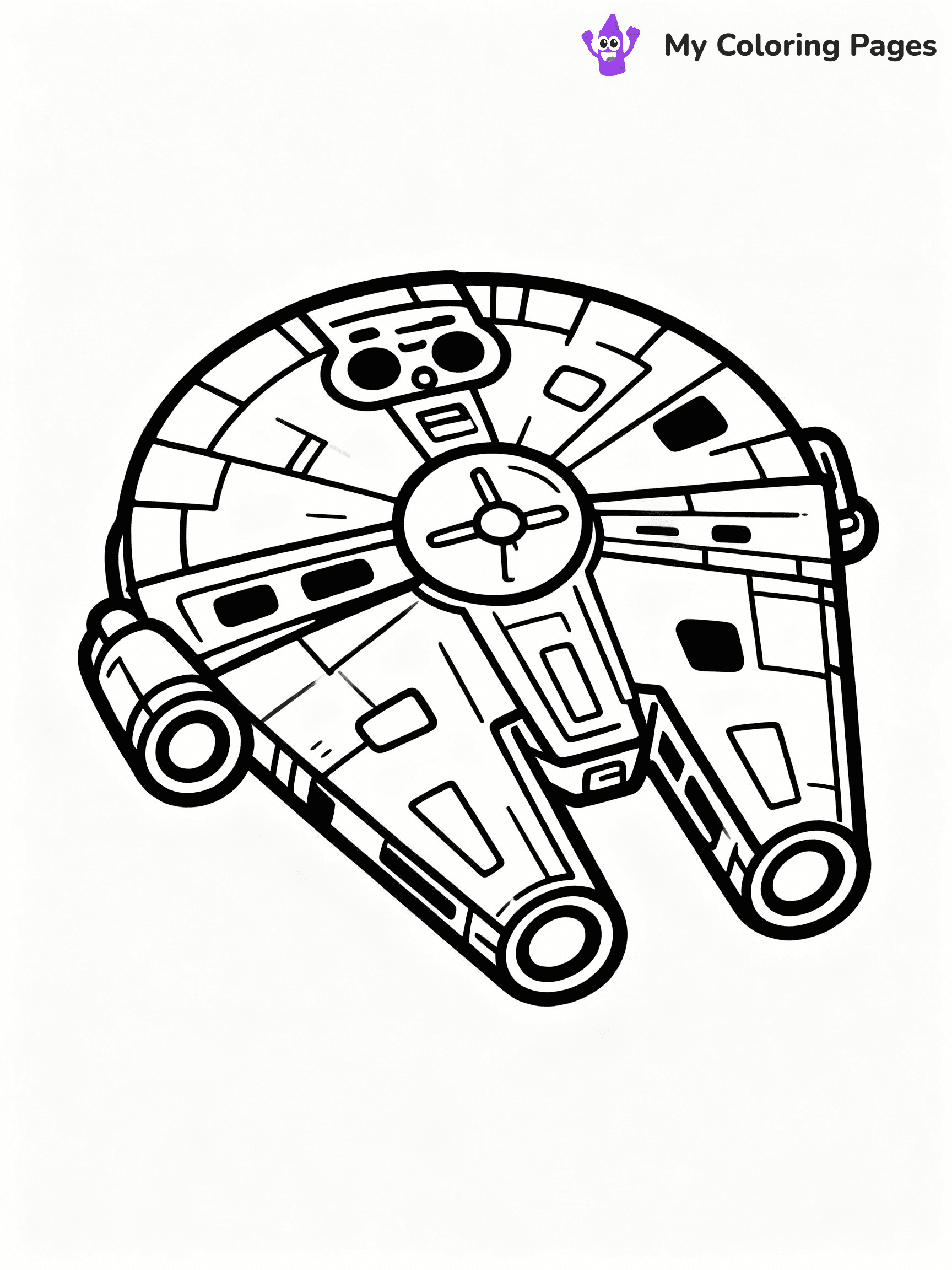 ⚠️ CRITICAL REQUIREMENT - ABSOLUTE BLACK AND WHITE ONLY ⚠️
This MUST be a BLACK AND WHITE line drawing ONLY. NO COLORS whatsoever.
- ONLY pure black lines (#000000) on pure white background (#FFFFFF)
- ABSOLUTELY NO colors, NO shading, NO gradients, NO grayscale
- If there are ANY colors in the output, the image is REJECTED
- This is a COLORING PAGE - meant to be COLORED IN by children
- The output must be UNCOLORED line art ready for coloring
⚠️ SUBJECT TO DRAW: Millennium Falcon from Star Wars in sci-fi outline style, flying through space, engines glowing
(REMEMBER: Output must be BLACK AND WHITE line art only, NOT colored!)
# COLORING PAGE: BLACK OUTLINES ONLY - WHITE BACKGROUND MANDATORY
Create a **coloring book page** using EXACTLY two values: black lines, white space.
## NON-NEGOTIABLE BINARY RULES
- **ONLY #000000 (black) and #FFFFFF (white)** - NO other values exist
- **EVERY PIXEL = BLACK OR WHITE** - no gray/shading/antialiasing
- **WHITE BACKGROUND MANDATORY** - entire canvas stays white
- **ALL SHAPES HOLLOW** - everything is empty outlines waiting to be colored
- **FORBIDDEN:** fills, shading, gradients, patterns, textures, colors
- **NO SOLID REGIONS** - if it's not a thin line, it's wrong
## Universal Line Standards
- Black outlines ONLY - thin, uniform weight
- Every shape completely empty inside
- Closed contours suitable for coloring
- Simple flat illustration - zero depth/3D/realism
- **Style:** Whimsical Doodle Art Alley - rounded, friendly outlines (unless specified)
## Everything = Outline Only
- Characters/animals: hollow shapes
- Objects/clothing: empty contours
- Backgrounds/scenery: line work only
- Natural elements: outlined forms
- Dark/night areas: don't exist (use outlined symbols)
- Textures/patterns: convert to simple lines
## The Test
Can a child color EVERY white space with crayons? If any area is pre-filled/shaded/gray or colored in, it FAILS. Every shape must be waiting to receive color.
**FINAL OUTPUT**: Binary coloring page. Black lines define shapes. White spaces ready for coloring. Nothing else exists. No exceptions. Print-ready.
⚠️ FINAL REMINDER: Draw the subject "Millennium Falcon from Star Wars in sci-fi outline style, flying through space, engines glowing" as BLACK AND WHITE line art. Zero colors in output.