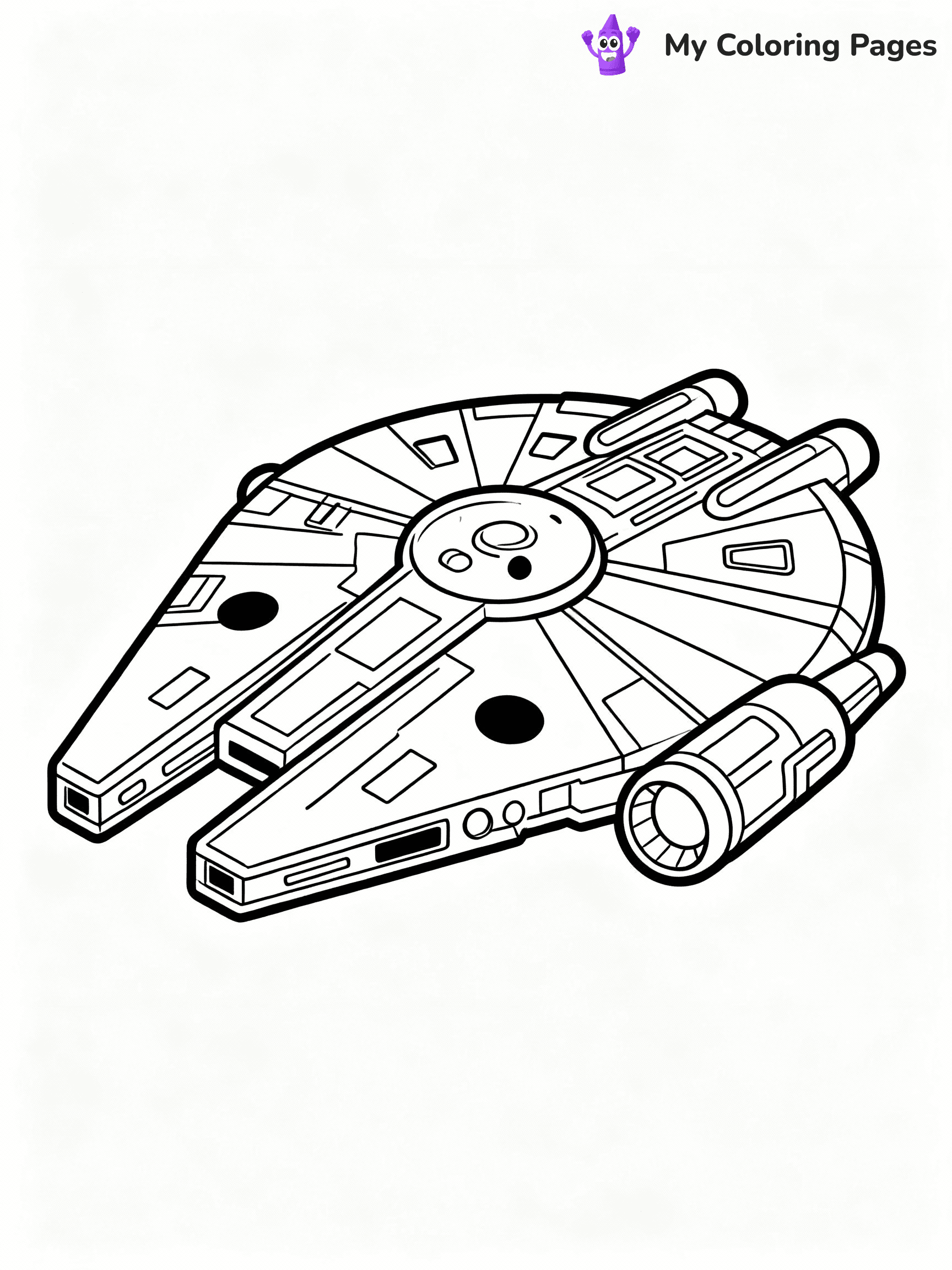 ⚠️ CRITICAL REQUIREMENT - ABSOLUTE BLACK AND WHITE ONLY ⚠️
This MUST be a BLACK AND WHITE line drawing ONLY. NO COLORS whatsoever.
- ONLY pure black lines (#000000) on pure white background (#FFFFFF)
- ABSOLUTELY NO colors, NO shading, NO gradients, NO grayscale
- If there are ANY colors in the output, the image is REJECTED
- This is a COLORING PAGE - meant to be COLORED IN by children
- The output must be UNCOLORED line art ready for coloring
⚠️ SUBJECT TO DRAW: Millennium Falcon from Star Wars in sci-fi outline style, flying through space, engines glowing
(REMEMBER: Output must be BLACK AND WHITE line art only, NOT colored!)
# COLORING PAGE: BLACK OUTLINES ONLY - WHITE BACKGROUND MANDATORY
Create a **coloring book page** using EXACTLY two values: black lines, white space.
## NON-NEGOTIABLE BINARY RULES
- **ONLY #000000 (black) and #FFFFFF (white)** - NO other values exist
- **EVERY PIXEL = BLACK OR WHITE** - no gray/shading/antialiasing
- **WHITE BACKGROUND MANDATORY** - entire canvas stays white
- **ALL SHAPES HOLLOW** - everything is empty outlines waiting to be colored
- **FORBIDDEN:** fills, shading, gradients, patterns, textures, colors
- **NO SOLID REGIONS** - if it's not a thin line, it's wrong
## Universal Line Standards
- Black outlines ONLY - thin, uniform weight
- Every shape completely empty inside
- Closed contours suitable for coloring
- Simple flat illustration - zero depth/3D/realism
- **Style:** Whimsical Doodle Art Alley - rounded, friendly outlines (unless specified)
## Everything = Outline Only
- Characters/animals: hollow shapes
- Objects/clothing: empty contours
- Backgrounds/scenery: line work only
- Natural elements: outlined forms
- Dark/night areas: don't exist (use outlined symbols)
- Textures/patterns: convert to simple lines
## The Test
Can a child color EVERY white space with crayons? If any area is pre-filled/shaded/gray or colored in, it FAILS. Every shape must be waiting to receive color.
**FINAL OUTPUT**: Binary coloring page. Black lines define shapes. White spaces ready for coloring. Nothing else exists. No exceptions. Print-ready.
⚠️ FINAL REMINDER: Draw the subject "Millennium Falcon from Star Wars in sci-fi outline style, flying through space, engines glowing" as BLACK AND WHITE line art. Zero colors in output.