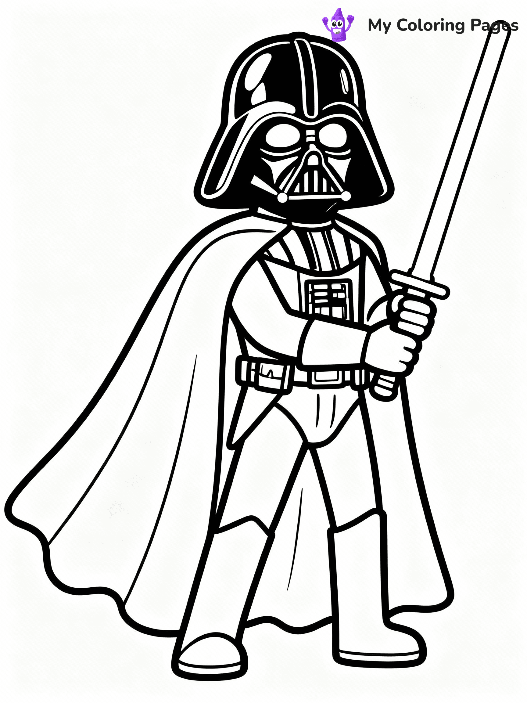 ⚠️ CRITICAL REQUIREMENT - ABSOLUTE BLACK AND WHITE ONLY ⚠️
This MUST be a BLACK AND WHITE line drawing ONLY. NO COLORS whatsoever.
- ONLY pure black lines (#000000) on pure white background (#FFFFFF)
- ABSOLUTELY NO colors, NO shading, NO gradients, NO grayscale
- If there are ANY colors in the output, the image is REJECTED
- This is a COLORING PAGE - meant to be COLORED IN by children
- The output must be UNCOLORED line art ready for coloring
⚠️ SUBJECT TO DRAW: Darth Vader from Star Wars in iconic Star Wars style, wielding lightsaber, cape flowing, helmet reflective
(REMEMBER: Output must be BLACK AND WHITE line art only, NOT colored!)
# COLORING PAGE: BLACK OUTLINES ONLY - WHITE BACKGROUND MANDATORY
Create a **coloring book page** using EXACTLY two values: black lines, white space.
## NON-NEGOTIABLE BINARY RULES
- **ONLY #000000 (black) and #FFFFFF (white)** - NO other values exist
- **EVERY PIXEL = BLACK OR WHITE** - no gray/shading/antialiasing
- **WHITE BACKGROUND MANDATORY** - entire canvas stays white
- **ALL SHAPES HOLLOW** - everything is empty outlines waiting to be colored
- **FORBIDDEN:** fills, shading, gradients, patterns, textures, colors
- **NO SOLID REGIONS** - if it's not a thin line, it's wrong
## Universal Line Standards
- Black outlines ONLY - thin, uniform weight
- Every shape completely empty inside
- Closed contours suitable for coloring
- Simple flat illustration - zero depth/3D/realism
- **Style:** Whimsical Doodle Art Alley - rounded, friendly outlines (unless specified)
## Everything = Outline Only
- Characters/animals: hollow shapes
- Objects/clothing: empty contours
- Backgrounds/scenery: line work only
- Natural elements: outlined forms
- Dark/night areas: don't exist (use outlined symbols)
- Textures/patterns: convert to simple lines
## The Test
Can a child color EVERY white space with crayons? If any area is pre-filled/shaded/gray or colored in, it FAILS. Every shape must be waiting to receive color.
**FINAL OUTPUT**: Binary coloring page. Black lines define shapes. White spaces ready for coloring. Nothing else exists. No exceptions. Print-ready.
⚠️ FINAL REMINDER: Draw the subject "Darth Vader from Star Wars in iconic Star Wars style, wielding lightsaber, cape flowing, helmet reflective" as BLACK AND WHITE line art. Zero colors in output.