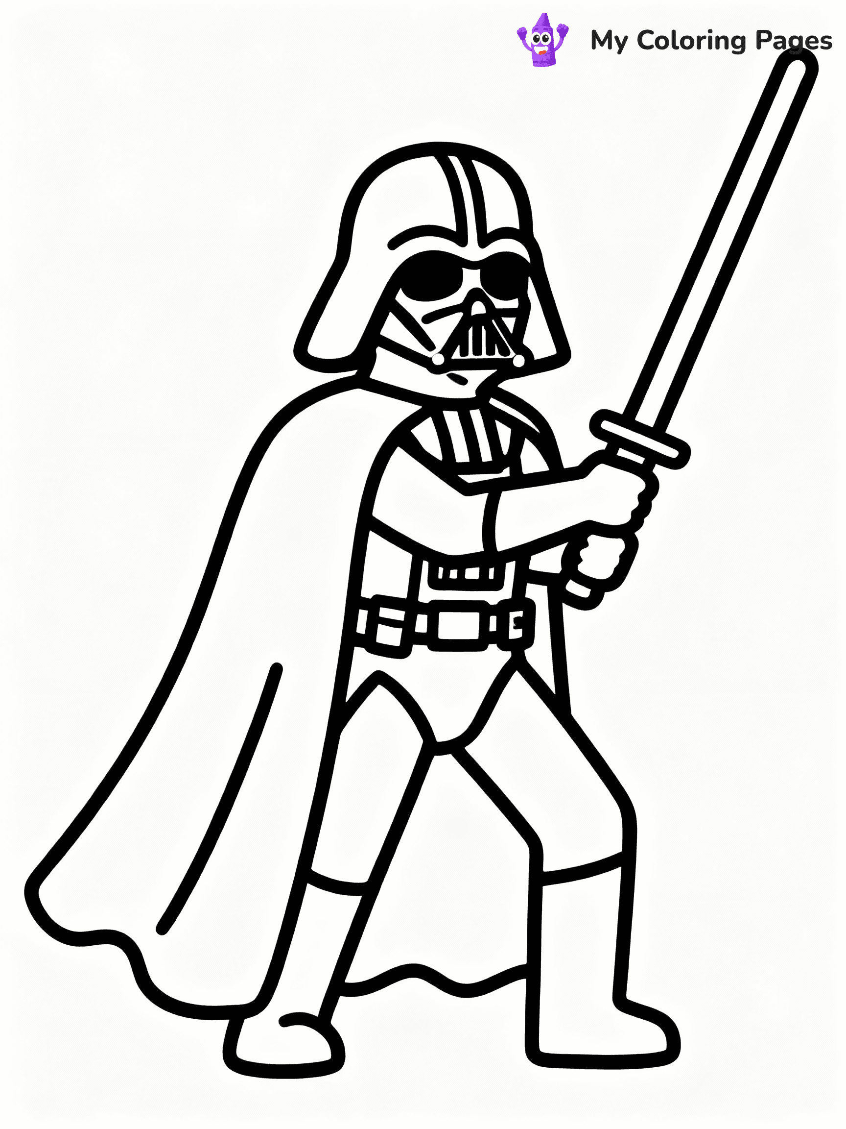 ⚠️ CRITICAL REQUIREMENT - ABSOLUTE BLACK AND WHITE ONLY ⚠️
This MUST be a BLACK AND WHITE line drawing ONLY. NO COLORS whatsoever.
- ONLY pure black lines (#000000) on pure white background (#FFFFFF)
- ABSOLUTELY NO colors, NO shading, NO gradients, NO grayscale
- If there are ANY colors in the output, the image is REJECTED
- This is a COLORING PAGE - meant to be COLORED IN by children
- The output must be UNCOLORED line art ready for coloring
⚠️ SUBJECT TO DRAW: Darth Vader from Star Wars in iconic Star Wars style, wielding lightsaber, cape flowing, helmet reflective
(REMEMBER: Output must be BLACK AND WHITE line art only, NOT colored!)
# COLORING PAGE: BLACK OUTLINES ONLY - WHITE BACKGROUND MANDATORY
Create a **coloring book page** using EXACTLY two values: black lines, white space.
## NON-NEGOTIABLE BINARY RULES
- **ONLY #000000 (black) and #FFFFFF (white)** - NO other values exist
- **EVERY PIXEL = BLACK OR WHITE** - no gray/shading/antialiasing
- **WHITE BACKGROUND MANDATORY** - entire canvas stays white
- **ALL SHAPES HOLLOW** - everything is empty outlines waiting to be colored
- **FORBIDDEN:** fills, shading, gradients, patterns, textures, colors
- **NO SOLID REGIONS** - if it's not a thin line, it's wrong
## Universal Line Standards
- Black outlines ONLY - thin, uniform weight
- Every shape completely empty inside
- Closed contours suitable for coloring
- Simple flat illustration - zero depth/3D/realism
- **Style:** Whimsical Doodle Art Alley - rounded, friendly outlines (unless specified)
## Everything = Outline Only
- Characters/animals: hollow shapes
- Objects/clothing: empty contours
- Backgrounds/scenery: line work only
- Natural elements: outlined forms
- Dark/night areas: don't exist (use outlined symbols)
- Textures/patterns: convert to simple lines
## The Test
Can a child color EVERY white space with crayons? If any area is pre-filled/shaded/gray or colored in, it FAILS. Every shape must be waiting to receive color.
**FINAL OUTPUT**: Binary coloring page. Black lines define shapes. White spaces ready for coloring. Nothing else exists. No exceptions. Print-ready.
⚠️ FINAL REMINDER: Draw the subject "Darth Vader from Star Wars in iconic Star Wars style, wielding lightsaber, cape flowing, helmet reflective" as BLACK AND WHITE line art. Zero colors in output.