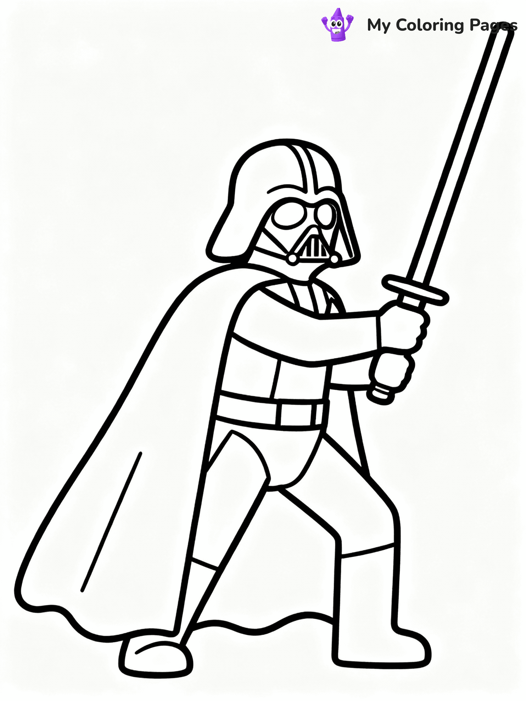 ⚠️ CRITICAL REQUIREMENT - ABSOLUTE BLACK AND WHITE ONLY ⚠️
This MUST be a BLACK AND WHITE line drawing ONLY. NO COLORS whatsoever.
- ONLY pure black lines (#000000) on pure white background (#FFFFFF)
- ABSOLUTELY NO colors, NO shading, NO gradients, NO grayscale
- If there are ANY colors in the output, the image is REJECTED
- This is a COLORING PAGE - meant to be COLORED IN by children
- The output must be UNCOLORED line art ready for coloring
⚠️ SUBJECT TO DRAW: Darth Vader from Star Wars in iconic Star Wars style, wielding lightsaber, cape flowing, helmet reflective
(REMEMBER: Output must be BLACK AND WHITE line art only, NOT colored!)
# COLORING PAGE: BLACK OUTLINES ONLY - WHITE BACKGROUND MANDATORY
Create a **coloring book page** using EXACTLY two values: black lines, white space.
## NON-NEGOTIABLE BINARY RULES
- **ONLY #000000 (black) and #FFFFFF (white)** - NO other values exist
- **EVERY PIXEL = BLACK OR WHITE** - no gray/shading/antialiasing
- **WHITE BACKGROUND MANDATORY** - entire canvas stays white
- **ALL SHAPES HOLLOW** - everything is empty outlines waiting to be colored
- **FORBIDDEN:** fills, shading, gradients, patterns, textures, colors
- **NO SOLID REGIONS** - if it's not a thin line, it's wrong
## Universal Line Standards
- Black outlines ONLY - thin, uniform weight
- Every shape completely empty inside
- Closed contours suitable for coloring
- Simple flat illustration - zero depth/3D/realism
- **Style:** Whimsical Doodle Art Alley - rounded, friendly outlines (unless specified)
## Everything = Outline Only
- Characters/animals: hollow shapes
- Objects/clothing: empty contours
- Backgrounds/scenery: line work only
- Natural elements: outlined forms
- Dark/night areas: don't exist (use outlined symbols)
- Textures/patterns: convert to simple lines
## The Test
Can a child color EVERY white space with crayons? If any area is pre-filled/shaded/gray or colored in, it FAILS. Every shape must be waiting to receive color.
**FINAL OUTPUT**: Binary coloring page. Black lines define shapes. White spaces ready for coloring. Nothing else exists. No exceptions. Print-ready.
⚠️ FINAL REMINDER: Draw the subject "Darth Vader from Star Wars in iconic Star Wars style, wielding lightsaber, cape flowing, helmet reflective" as BLACK AND WHITE line art. Zero colors in output.