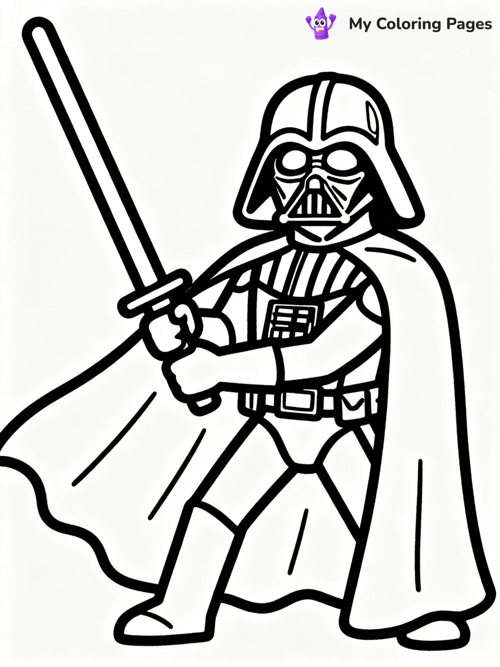 ⚠️ CRITICAL REQUIREMENT - ABSOLUTE BLACK AND WHITE ONLY ⚠️
This MUST be a BLACK AND WHITE line drawing ONLY. NO COLORS whatsoever.
- ONLY pure black lines (#000000) on pure white background (#FFFFFF)
- ABSOLUTELY NO colors, NO shading, NO gradients, NO grayscale
- If there are ANY colors in the output, the image is REJECTED
- This is a COLORING PAGE - meant to be COLORED IN by children
- The output must be UNCOLORED line art ready for coloring
⚠️ SUBJECT TO DRAW: Darth Vader from Star Wars in iconic Star Wars style, wielding lightsaber, cape flowing, helmet reflective
(REMEMBER: Output must be BLACK AND WHITE line art only, NOT colored!)
# COLORING PAGE: BLACK OUTLINES ONLY - WHITE BACKGROUND MANDATORY
Create a **coloring book page** using EXACTLY two values: black lines, white space.
## NON-NEGOTIABLE BINARY RULES
- **ONLY #000000 (black) and #FFFFFF (white)** - NO other values exist
- **EVERY PIXEL = BLACK OR WHITE** - no gray/shading/antialiasing
- **WHITE BACKGROUND MANDATORY** - entire canvas stays white
- **ALL SHAPES HOLLOW** - everything is empty outlines waiting to be colored
- **FORBIDDEN:** fills, shading, gradients, patterns, textures, colors
- **NO SOLID REGIONS** - if it's not a thin line, it's wrong
## Universal Line Standards
- Black outlines ONLY - thin, uniform weight
- Every shape completely empty inside
- Closed contours suitable for coloring
- Simple flat illustration - zero depth/3D/realism
- **Style:** Whimsical Doodle Art Alley - rounded, friendly outlines (unless specified)
## Everything = Outline Only
- Characters/animals: hollow shapes
- Objects/clothing: empty contours
- Backgrounds/scenery: line work only
- Natural elements: outlined forms
- Dark/night areas: don't exist (use outlined symbols)
- Textures/patterns: convert to simple lines
## The Test
Can a child color EVERY white space with crayons? If any area is pre-filled/shaded/gray or colored in, it FAILS. Every shape must be waiting to receive color.
**FINAL OUTPUT**: Binary coloring page. Black lines define shapes. White spaces ready for coloring. Nothing else exists. No exceptions. Print-ready.
⚠️ FINAL REMINDER: Draw the subject "Darth Vader from Star Wars in iconic Star Wars style, wielding lightsaber, cape flowing, helmet reflective" as BLACK AND WHITE line art. Zero colors in output.