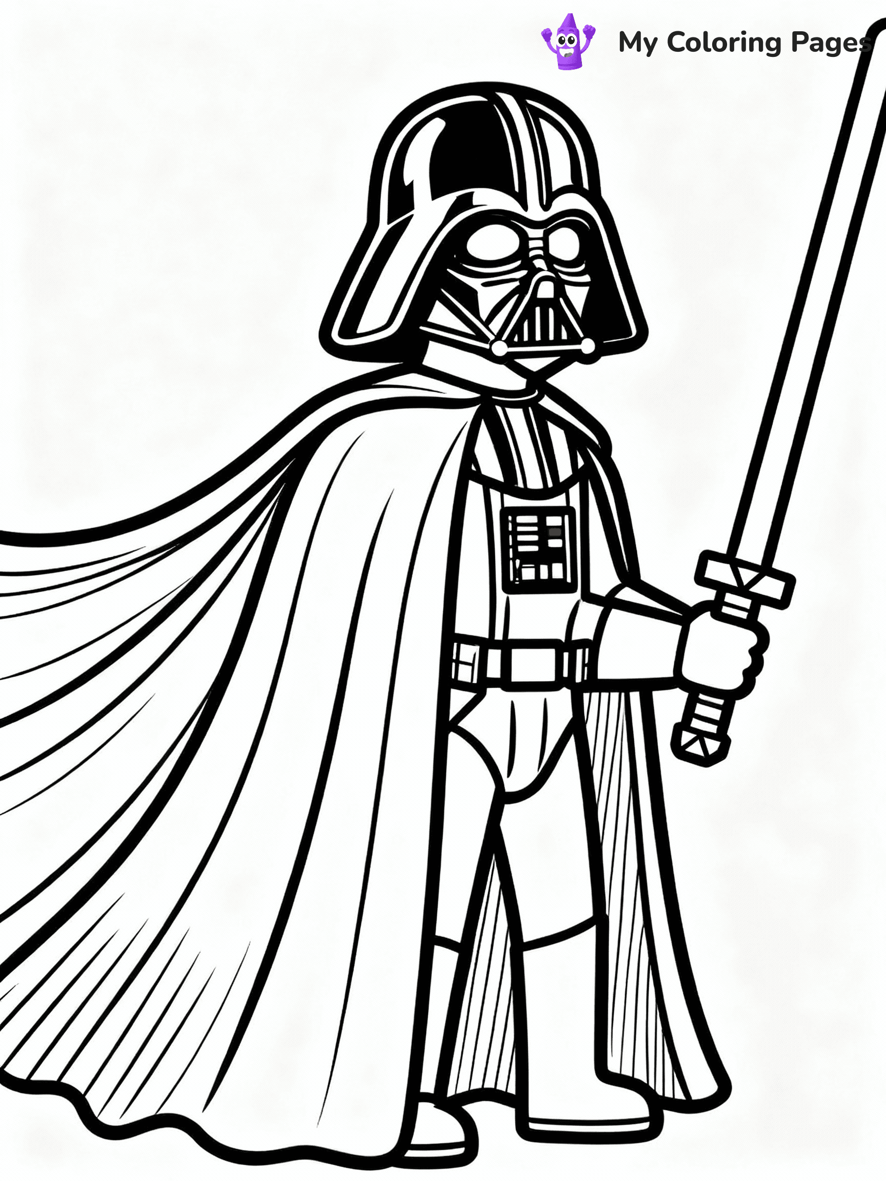 ⚠️ CRITICAL REQUIREMENT - ABSOLUTE BLACK AND WHITE ONLY ⚠️
This MUST be a BLACK AND WHITE line drawing ONLY. NO COLORS whatsoever.
- ONLY pure black lines (#000000) on pure white background (#FFFFFF)
- ABSOLUTELY NO colors, NO shading, NO gradients, NO grayscale
- If there are ANY colors in the output, the image is REJECTED
- This is a COLORING PAGE - meant to be COLORED IN by children
- The output must be UNCOLORED line art ready for coloring
⚠️ SUBJECT TO DRAW: Darth Vader from Star Wars in iconic Star Wars style, wielding lightsaber, cape flowing, helmet reflective
(REMEMBER: Output must be BLACK AND WHITE line art only, NOT colored!)
# COLORING PAGE: BLACK OUTLINES ONLY - WHITE BACKGROUND MANDATORY
Create a **coloring book page** using EXACTLY two values: black lines, white space.
## NON-NEGOTIABLE BINARY RULES
- **ONLY #000000 (black) and #FFFFFF (white)** - NO other values exist
- **EVERY PIXEL = BLACK OR WHITE** - no gray/shading/antialiasing
- **WHITE BACKGROUND MANDATORY** - entire canvas stays white
- **ALL SHAPES HOLLOW** - everything is empty outlines waiting to be colored
- **FORBIDDEN:** fills, shading, gradients, patterns, textures, colors
- **NO SOLID REGIONS** - if it's not a thin line, it's wrong
## Universal Line Standards
- Black outlines ONLY - thin, uniform weight
- Every shape completely empty inside
- Closed contours suitable for coloring
- Simple flat illustration - zero depth/3D/realism
- **Style:** Whimsical Doodle Art Alley - rounded, friendly outlines (unless specified)
## Everything = Outline Only
- Characters/animals: hollow shapes
- Objects/clothing: empty contours
- Backgrounds/scenery: line work only
- Natural elements: outlined forms
- Dark/night areas: don't exist (use outlined symbols)
- Textures/patterns: convert to simple lines
## The Test
Can a child color EVERY white space with crayons? If any area is pre-filled/shaded/gray or colored in, it FAILS. Every shape must be waiting to receive color.
**FINAL OUTPUT**: Binary coloring page. Black lines define shapes. White spaces ready for coloring. Nothing else exists. No exceptions. Print-ready.
⚠️ FINAL REMINDER: Draw the subject "Darth Vader from Star Wars in iconic Star Wars style, wielding lightsaber, cape flowing, helmet reflective" as BLACK AND WHITE line art. Zero colors in output.