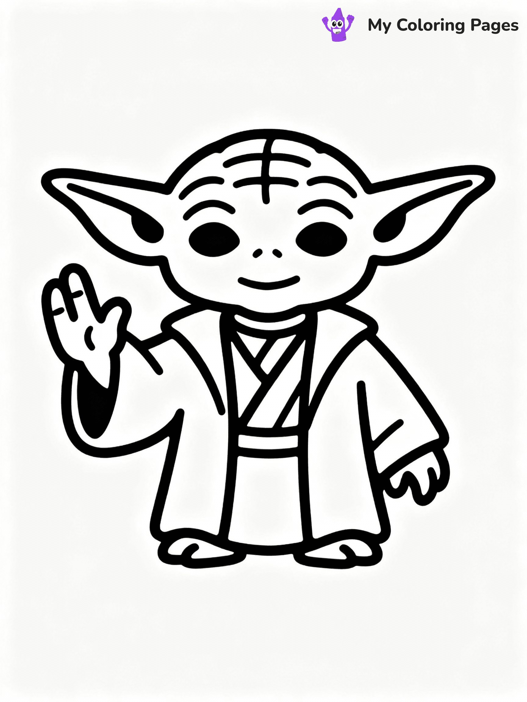 ⚠️ CRITICAL REQUIREMENT - ABSOLUTE BLACK AND WHITE ONLY ⚠️
This MUST be a BLACK AND WHITE line drawing ONLY. NO COLORS whatsoever.
- ONLY pure black lines (#000000) on pure white background (#FFFFFF)
- ABSOLUTELY NO colors, NO shading, NO gradients, NO grayscale
- If there are ANY colors in the output, the image is REJECTED
- This is a COLORING PAGE - meant to be COLORED IN by children
- The output must be UNCOLORED line art ready for coloring
⚠️ SUBJECT TO DRAW: Yoda from Star Wars in classic Star Wars style, using Force, hand raised, ears prominent, wise expression
(REMEMBER: Output must be BLACK AND WHITE line art only, NOT colored!)
# COLORING PAGE: BLACK OUTLINES ONLY - WHITE BACKGROUND MANDATORY
Create a **coloring book page** using EXACTLY two values: black lines, white space.
## NON-NEGOTIABLE BINARY RULES
- **ONLY #000000 (black) and #FFFFFF (white)** - NO other values exist
- **EVERY PIXEL = BLACK OR WHITE** - no gray/shading/antialiasing
- **WHITE BACKGROUND MANDATORY** - entire canvas stays white
- **ALL SHAPES HOLLOW** - everything is empty outlines waiting to be colored
- **FORBIDDEN:** fills, shading, gradients, patterns, textures, colors
- **NO SOLID REGIONS** - if it's not a thin line, it's wrong
## Universal Line Standards
- Black outlines ONLY - thin, uniform weight
- Every shape completely empty inside
- Closed contours suitable for coloring
- Simple flat illustration - zero depth/3D/realism
- **Style:** Whimsical Doodle Art Alley - rounded, friendly outlines (unless specified)
## Everything = Outline Only
- Characters/animals: hollow shapes
- Objects/clothing: empty contours
- Backgrounds/scenery: line work only
- Natural elements: outlined forms
- Dark/night areas: don't exist (use outlined symbols)
- Textures/patterns: convert to simple lines
## The Test
Can a child color EVERY white space with crayons? If any area is pre-filled/shaded/gray or colored in, it FAILS. Every shape must be waiting to receive color.
**FINAL OUTPUT**: Binary coloring page. Black lines define shapes. White spaces ready for coloring. Nothing else exists. No exceptions. Print-ready.
⚠️ FINAL REMINDER: Draw the subject "Yoda from Star Wars in classic Star Wars style, using Force, hand raised, ears prominent, wise expression" as BLACK AND WHITE line art. Zero colors in output.