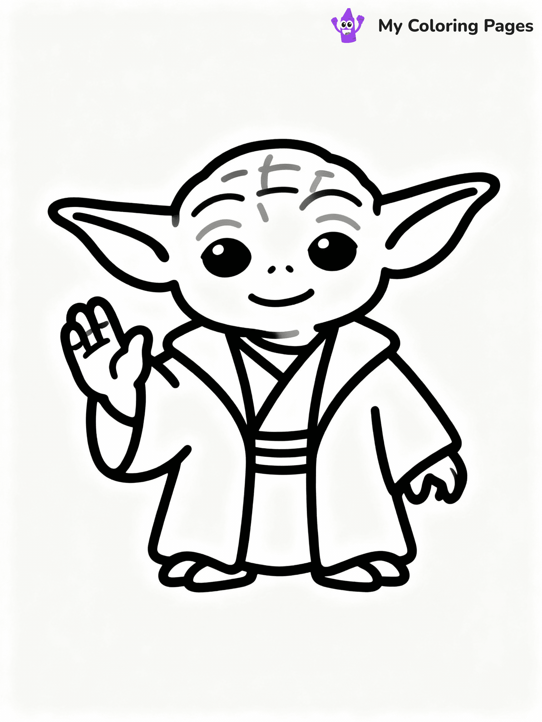 ⚠️ CRITICAL REQUIREMENT - ABSOLUTE BLACK AND WHITE ONLY ⚠️
This MUST be a BLACK AND WHITE line drawing ONLY. NO COLORS whatsoever.
- ONLY pure black lines (#000000) on pure white background (#FFFFFF)
- ABSOLUTELY NO colors, NO shading, NO gradients, NO grayscale
- If there are ANY colors in the output, the image is REJECTED
- This is a COLORING PAGE - meant to be COLORED IN by children
- The output must be UNCOLORED line art ready for coloring
⚠️ SUBJECT TO DRAW: Yoda from Star Wars in classic Star Wars style, using Force, hand raised, ears prominent, wise expression
(REMEMBER: Output must be BLACK AND WHITE line art only, NOT colored!)
# COLORING PAGE: BLACK OUTLINES ONLY - WHITE BACKGROUND MANDATORY
Create a **coloring book page** using EXACTLY two values: black lines, white space.
## NON-NEGOTIABLE BINARY RULES
- **ONLY #000000 (black) and #FFFFFF (white)** - NO other values exist
- **EVERY PIXEL = BLACK OR WHITE** - no gray/shading/antialiasing
- **WHITE BACKGROUND MANDATORY** - entire canvas stays white
- **ALL SHAPES HOLLOW** - everything is empty outlines waiting to be colored
- **FORBIDDEN:** fills, shading, gradients, patterns, textures, colors
- **NO SOLID REGIONS** - if it's not a thin line, it's wrong
## Universal Line Standards
- Black outlines ONLY - thin, uniform weight
- Every shape completely empty inside
- Closed contours suitable for coloring
- Simple flat illustration - zero depth/3D/realism
- **Style:** Whimsical Doodle Art Alley - rounded, friendly outlines (unless specified)
## Everything = Outline Only
- Characters/animals: hollow shapes
- Objects/clothing: empty contours
- Backgrounds/scenery: line work only
- Natural elements: outlined forms
- Dark/night areas: don't exist (use outlined symbols)
- Textures/patterns: convert to simple lines
## The Test
Can a child color EVERY white space with crayons? If any area is pre-filled/shaded/gray or colored in, it FAILS. Every shape must be waiting to receive color.
**FINAL OUTPUT**: Binary coloring page. Black lines define shapes. White spaces ready for coloring. Nothing else exists. No exceptions. Print-ready.
⚠️ FINAL REMINDER: Draw the subject "Yoda from Star Wars in classic Star Wars style, using Force, hand raised, ears prominent, wise expression" as BLACK AND WHITE line art. Zero colors in output.