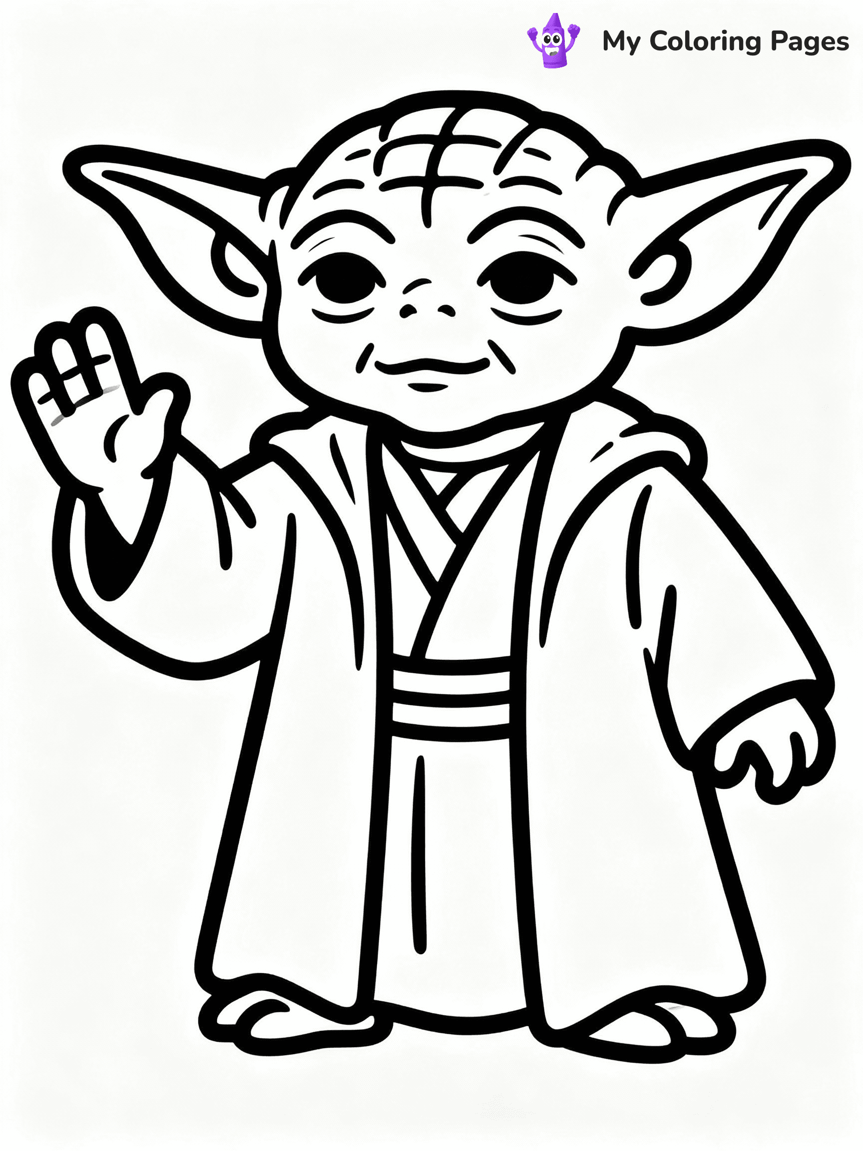 ⚠️ CRITICAL REQUIREMENT - ABSOLUTE BLACK AND WHITE ONLY ⚠️
This MUST be a BLACK AND WHITE line drawing ONLY. NO COLORS whatsoever.
- ONLY pure black lines (#000000) on pure white background (#FFFFFF)
- ABSOLUTELY NO colors, NO shading, NO gradients, NO grayscale
- If there are ANY colors in the output, the image is REJECTED
- This is a COLORING PAGE - meant to be COLORED IN by children
- The output must be UNCOLORED line art ready for coloring
⚠️ SUBJECT TO DRAW: Yoda from Star Wars in classic Star Wars style, using Force, hand raised, ears prominent, wise expression
(REMEMBER: Output must be BLACK AND WHITE line art only, NOT colored!)
# COLORING PAGE: BLACK OUTLINES ONLY - WHITE BACKGROUND MANDATORY
Create a **coloring book page** using EXACTLY two values: black lines, white space.
## NON-NEGOTIABLE BINARY RULES
- **ONLY #000000 (black) and #FFFFFF (white)** - NO other values exist
- **EVERY PIXEL = BLACK OR WHITE** - no gray/shading/antialiasing
- **WHITE BACKGROUND MANDATORY** - entire canvas stays white
- **ALL SHAPES HOLLOW** - everything is empty outlines waiting to be colored
- **FORBIDDEN:** fills, shading, gradients, patterns, textures, colors
- **NO SOLID REGIONS** - if it's not a thin line, it's wrong
## Universal Line Standards
- Black outlines ONLY - thin, uniform weight
- Every shape completely empty inside
- Closed contours suitable for coloring
- Simple flat illustration - zero depth/3D/realism
- **Style:** Whimsical Doodle Art Alley - rounded, friendly outlines (unless specified)
## Everything = Outline Only
- Characters/animals: hollow shapes
- Objects/clothing: empty contours
- Backgrounds/scenery: line work only
- Natural elements: outlined forms
- Dark/night areas: don't exist (use outlined symbols)
- Textures/patterns: convert to simple lines
## The Test
Can a child color EVERY white space with crayons? If any area is pre-filled/shaded/gray or colored in, it FAILS. Every shape must be waiting to receive color.
**FINAL OUTPUT**: Binary coloring page. Black lines define shapes. White spaces ready for coloring. Nothing else exists. No exceptions. Print-ready.
⚠️ FINAL REMINDER: Draw the subject "Yoda from Star Wars in classic Star Wars style, using Force, hand raised, ears prominent, wise expression" as BLACK AND WHITE line art. Zero colors in output.