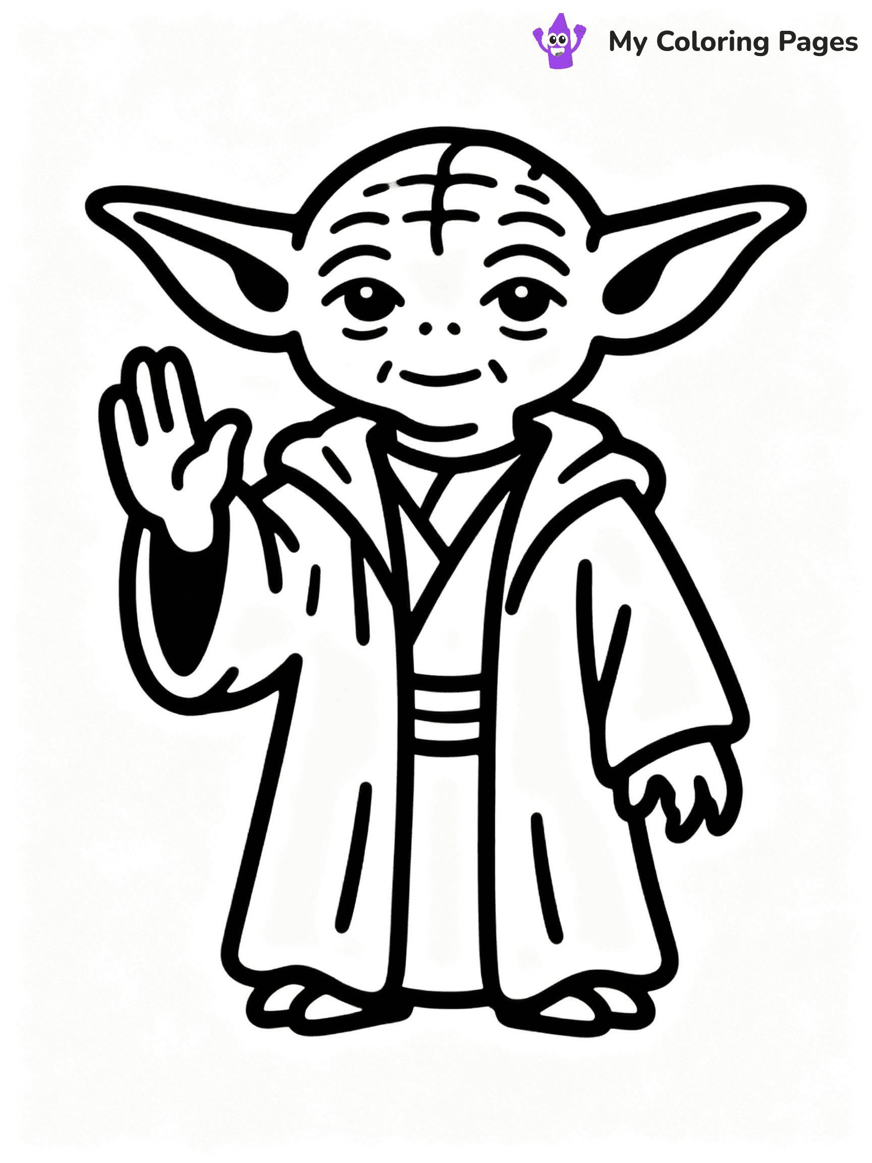 ⚠️ CRITICAL REQUIREMENT - ABSOLUTE BLACK AND WHITE ONLY ⚠️
This MUST be a BLACK AND WHITE line drawing ONLY. NO COLORS whatsoever.
- ONLY pure black lines (#000000) on pure white background (#FFFFFF)
- ABSOLUTELY NO colors, NO shading, NO gradients, NO grayscale
- If there are ANY colors in the output, the image is REJECTED
- This is a COLORING PAGE - meant to be COLORED IN by children
- The output must be UNCOLORED line art ready for coloring
⚠️ SUBJECT TO DRAW: Yoda from Star Wars in classic Star Wars style, using Force, hand raised, ears prominent, wise expression
(REMEMBER: Output must be BLACK AND WHITE line art only, NOT colored!)
# COLORING PAGE: BLACK OUTLINES ONLY - WHITE BACKGROUND MANDATORY
Create a **coloring book page** using EXACTLY two values: black lines, white space.
## NON-NEGOTIABLE BINARY RULES
- **ONLY #000000 (black) and #FFFFFF (white)** - NO other values exist
- **EVERY PIXEL = BLACK OR WHITE** - no gray/shading/antialiasing
- **WHITE BACKGROUND MANDATORY** - entire canvas stays white
- **ALL SHAPES HOLLOW** - everything is empty outlines waiting to be colored
- **FORBIDDEN:** fills, shading, gradients, patterns, textures, colors
- **NO SOLID REGIONS** - if it's not a thin line, it's wrong
## Universal Line Standards
- Black outlines ONLY - thin, uniform weight
- Every shape completely empty inside
- Closed contours suitable for coloring
- Simple flat illustration - zero depth/3D/realism
- **Style:** Whimsical Doodle Art Alley - rounded, friendly outlines (unless specified)
## Everything = Outline Only
- Characters/animals: hollow shapes
- Objects/clothing: empty contours
- Backgrounds/scenery: line work only
- Natural elements: outlined forms
- Dark/night areas: don't exist (use outlined symbols)
- Textures/patterns: convert to simple lines
## The Test
Can a child color EVERY white space with crayons? If any area is pre-filled/shaded/gray or colored in, it FAILS. Every shape must be waiting to receive color.
**FINAL OUTPUT**: Binary coloring page. Black lines define shapes. White spaces ready for coloring. Nothing else exists. No exceptions. Print-ready.
⚠️ FINAL REMINDER: Draw the subject "Yoda from Star Wars in classic Star Wars style, using Force, hand raised, ears prominent, wise expression" as BLACK AND WHITE line art. Zero colors in output.