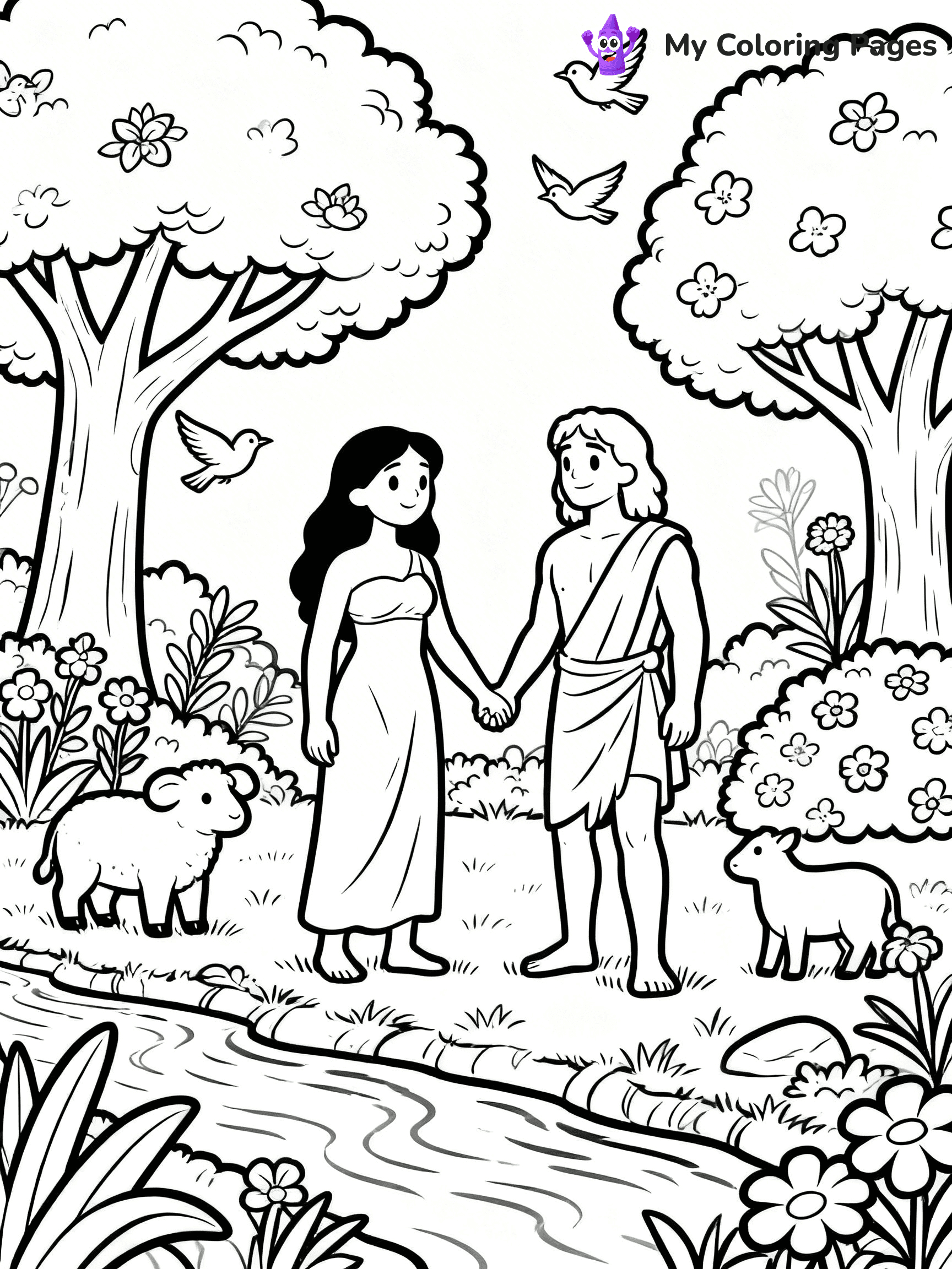 Adam And Eve Coloring Pages - 3