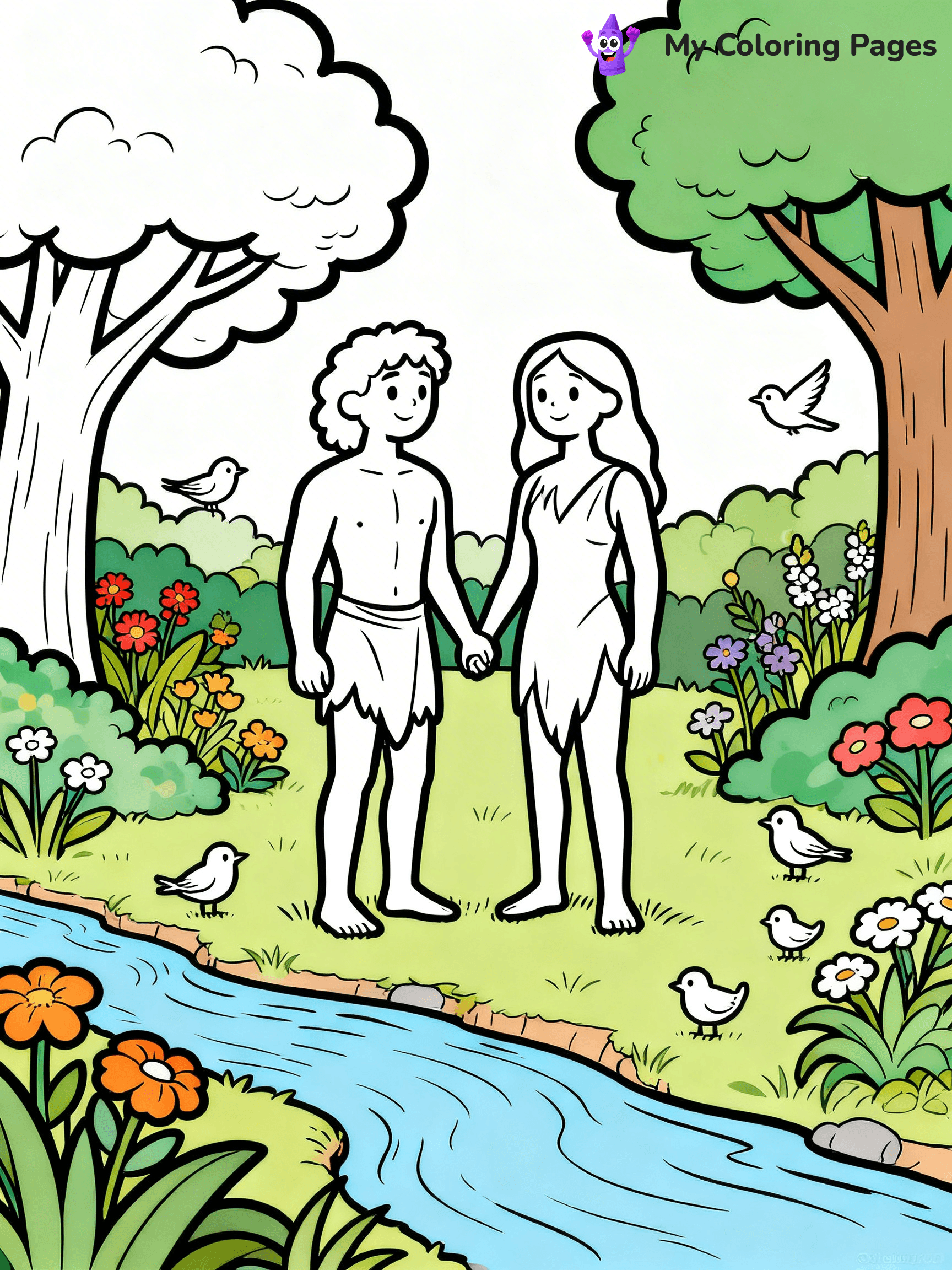 Adam And Eve Coloring Pages - 2