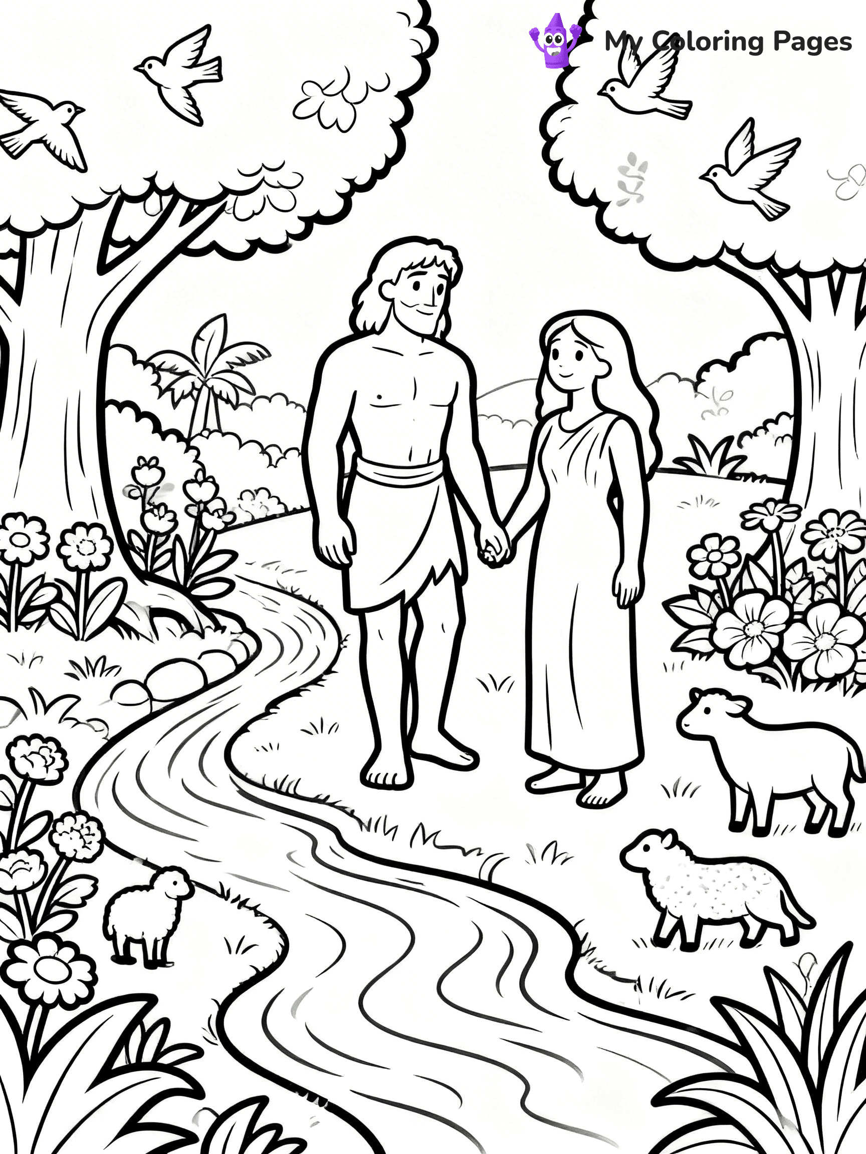 Adam And Eve Coloring Pages - 1