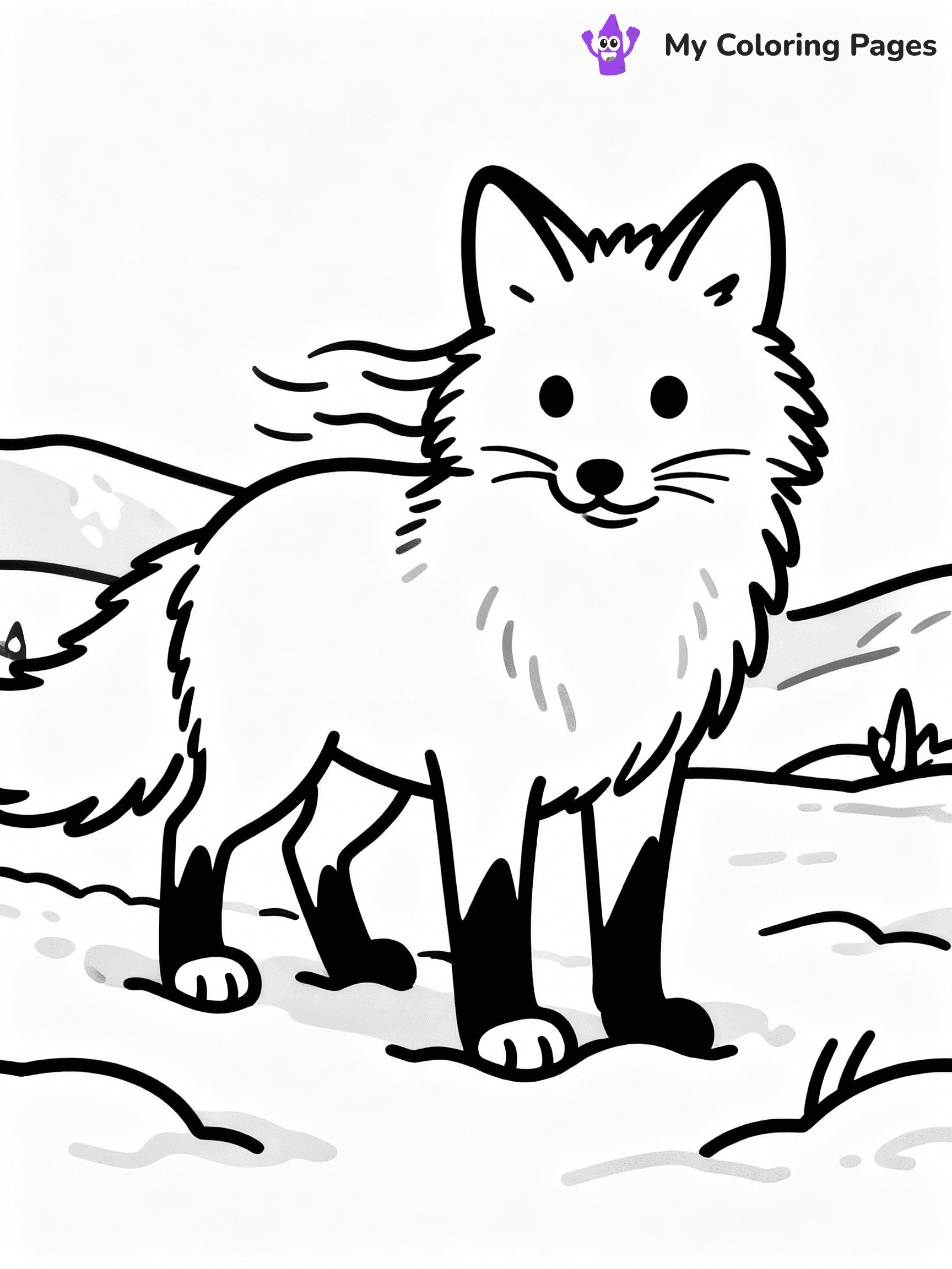 ⚠️ CRITICAL REQUIREMENT - ABSOLUTE BLACK AND WHITE ONLY ⚠️
This MUST be a BLACK AND WHITE line drawing ONLY. NO COLORS whatsoever.
- ONLY pure black lines (#000000) on pure white background (#FFFFFF)
- ABSOLUTELY NO colors, NO shading, NO gradients, NO grayscale
- If there are ANY colors in the output, the image is REJECTED
- This is a COLORING PAGE - meant to be COLORED IN by children
- The output must be UNCOLORED line art ready for coloring
⚠️ SUBJECT TO DRAW: Arctic fox in a snowy landscape, fluffy fur ruffled by wind, paws in the snow, alert expression
(REMEMBER: Output must be BLACK AND WHITE line art only, NOT colored!)
# COLORING PAGE: BLACK OUTLINES ONLY - WHITE BACKGROUND MANDATORY
Create a **coloring book page** using EXACTLY two values: black lines, white space.
## NON-NEGOTIABLE BINARY RULES
- **ONLY #000000 (black) and #FFFFFF (white)** - NO other values exist
- **EVERY PIXEL = BLACK OR WHITE** - no gray/shading/antialiasing
- **WHITE BACKGROUND MANDATORY** - entire canvas stays white
- **ALL SHAPES HOLLOW** - everything is empty outlines waiting to be colored
- **FORBIDDEN:** fills, shading, gradients, patterns, textures, colors
- **NO SOLID REGIONS** - if it's not a thin line, it's wrong
## Universal Line Standards
- Black outlines ONLY - thin, uniform weight
- Every shape completely empty inside
- Closed contours suitable for coloring
- Simple flat illustration - zero depth/3D/realism
- **Style:** Whimsical Doodle Art Alley - rounded, friendly outlines (unless specified)
## Everything = Outline Only
- Characters/animals: hollow shapes
- Objects/clothing: empty contours
- Backgrounds/scenery: line work only
- Natural elements: outlined forms
- Dark/night areas: don't exist (use outlined symbols)
- Textures/patterns: convert to simple lines
## The Test
Can a child color EVERY white space with crayons? If any area is pre-filled/shaded/gray or colored in, it FAILS. Every shape must be waiting to receive color.
**FINAL OUTPUT**: Binary coloring page. Black lines define shapes. White spaces ready for coloring. Nothing else exists. No exceptions. Print-ready.
⚠️ FINAL REMINDER: Draw the subject "Arctic fox in a snowy landscape, fluffy fur ruffled by wind, paws in the snow, alert expression" as BLACK AND WHITE line art. Zero colors in output.