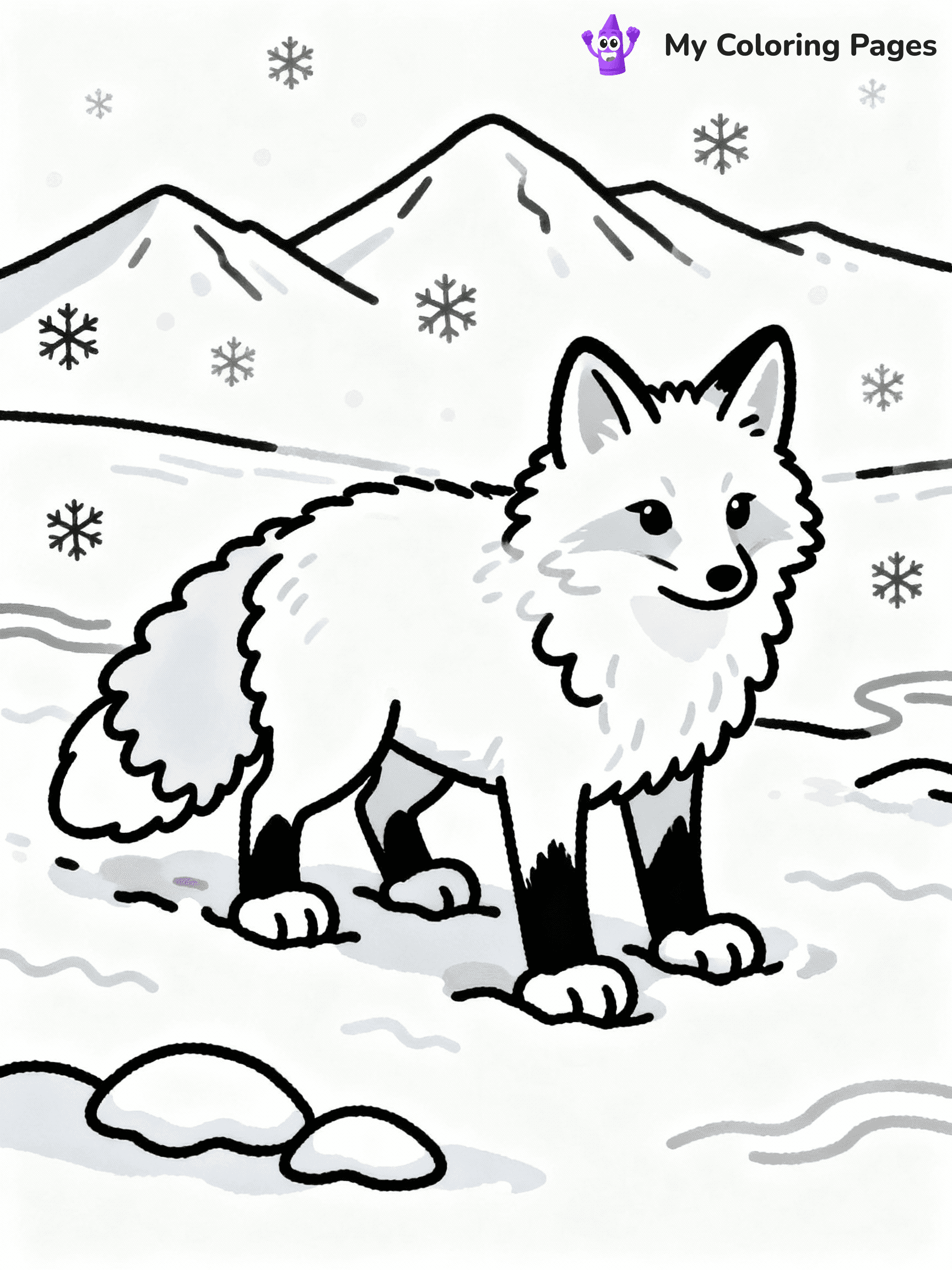 ⚠️ CRITICAL REQUIREMENT - ABSOLUTE BLACK AND WHITE ONLY ⚠️
This MUST be a BLACK AND WHITE line drawing ONLY. NO COLORS whatsoever.
- ONLY pure black lines (#000000) on pure white background (#FFFFFF)
- ABSOLUTELY NO colors, NO shading, NO gradients, NO grayscale
- If there are ANY colors in the output, the image is REJECTED
- This is a COLORING PAGE - meant to be COLORED IN by children
- The output must be UNCOLORED line art ready for coloring
⚠️ SUBJECT TO DRAW: Arctic fox in a snowy landscape, fluffy fur ruffled by wind, paws in the snow, alert expression
(REMEMBER: Output must be BLACK AND WHITE line art only, NOT colored!)
# COLORING PAGE: BLACK OUTLINES ONLY - WHITE BACKGROUND MANDATORY
Create a **coloring book page** using EXACTLY two values: black lines, white space.
## NON-NEGOTIABLE BINARY RULES
- **ONLY #000000 (black) and #FFFFFF (white)** - NO other values exist
- **EVERY PIXEL = BLACK OR WHITE** - no gray/shading/antialiasing
- **WHITE BACKGROUND MANDATORY** - entire canvas stays white
- **ALL SHAPES HOLLOW** - everything is empty outlines waiting to be colored
- **FORBIDDEN:** fills, shading, gradients, patterns, textures, colors
- **NO SOLID REGIONS** - if it's not a thin line, it's wrong
## Universal Line Standards
- Black outlines ONLY - thin, uniform weight
- Every shape completely empty inside
- Closed contours suitable for coloring
- Simple flat illustration - zero depth/3D/realism
- **Style:** Whimsical Doodle Art Alley - rounded, friendly outlines (unless specified)
## Everything = Outline Only
- Characters/animals: hollow shapes
- Objects/clothing: empty contours
- Backgrounds/scenery: line work only
- Natural elements: outlined forms
- Dark/night areas: don't exist (use outlined symbols)
- Textures/patterns: convert to simple lines
## The Test
Can a child color EVERY white space with crayons? If any area is pre-filled/shaded/gray or colored in, it FAILS. Every shape must be waiting to receive color.
**FINAL OUTPUT**: Binary coloring page. Black lines define shapes. White spaces ready for coloring. Nothing else exists. No exceptions. Print-ready.
⚠️ FINAL REMINDER: Draw the subject "Arctic fox in a snowy landscape, fluffy fur ruffled by wind, paws in the snow, alert expression" as BLACK AND WHITE line art. Zero colors in output.