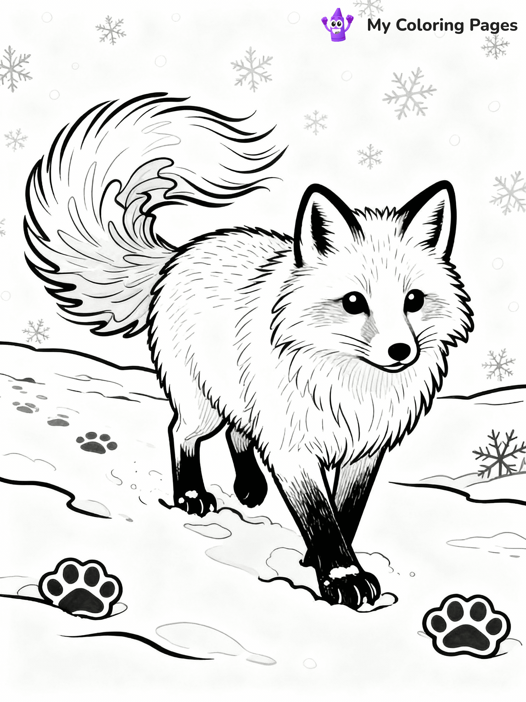 ⚠️ CRITICAL REQUIREMENT - ABSOLUTE BLACK AND WHITE ONLY ⚠️
This MUST be a BLACK AND WHITE line drawing ONLY. NO COLORS whatsoever.
- ONLY pure black lines (#000000) on pure white background (#FFFFFF)
- ABSOLUTELY NO colors, NO shading, NO gradients, NO grayscale
- If there are ANY colors in the output, the image is REJECTED
- This is a COLORING PAGE - meant to be COLORED IN by children
- The output must be UNCOLORED line art ready for coloring
⚠️ SUBJECT TO DRAW: Arctic fox in a snowy landscape, fluffy fur ruffled by wind, paws in the snow, alert expression
(REMEMBER: Output must be BLACK AND WHITE line art only, NOT colored!)
# COLORING PAGE: BLACK OUTLINES ONLY - WHITE BACKGROUND MANDATORY
Create a **coloring book page** using EXACTLY two values: black lines, white space.
## NON-NEGOTIABLE BINARY RULES
- **ONLY #000000 (black) and #FFFFFF (white)** - NO other values exist
- **EVERY PIXEL = BLACK OR WHITE** - no gray/shading/antialiasing
- **WHITE BACKGROUND MANDATORY** - entire canvas stays white
- **ALL SHAPES HOLLOW** - everything is empty outlines waiting to be colored
- **FORBIDDEN:** fills, shading, gradients, patterns, textures, colors
- **NO SOLID REGIONS** - if it's not a thin line, it's wrong
## Universal Line Standards
- Black outlines ONLY - thin, uniform weight
- Every shape completely empty inside
- Closed contours suitable for coloring
- Simple flat illustration - zero depth/3D/realism
- **Style:** Whimsical Doodle Art Alley - rounded, friendly outlines (unless specified)
## Everything = Outline Only
- Characters/animals: hollow shapes
- Objects/clothing: empty contours
- Backgrounds/scenery: line work only
- Natural elements: outlined forms
- Dark/night areas: don't exist (use outlined symbols)
- Textures/patterns: convert to simple lines
## The Test
Can a child color EVERY white space with crayons? If any area is pre-filled/shaded/gray or colored in, it FAILS. Every shape must be waiting to receive color.
**FINAL OUTPUT**: Binary coloring page. Black lines define shapes. White spaces ready for coloring. Nothing else exists. No exceptions. Print-ready.
⚠️ FINAL REMINDER: Draw the subject "Arctic fox in a snowy landscape, fluffy fur ruffled by wind, paws in the snow, alert expression" as BLACK AND WHITE line art. Zero colors in output.