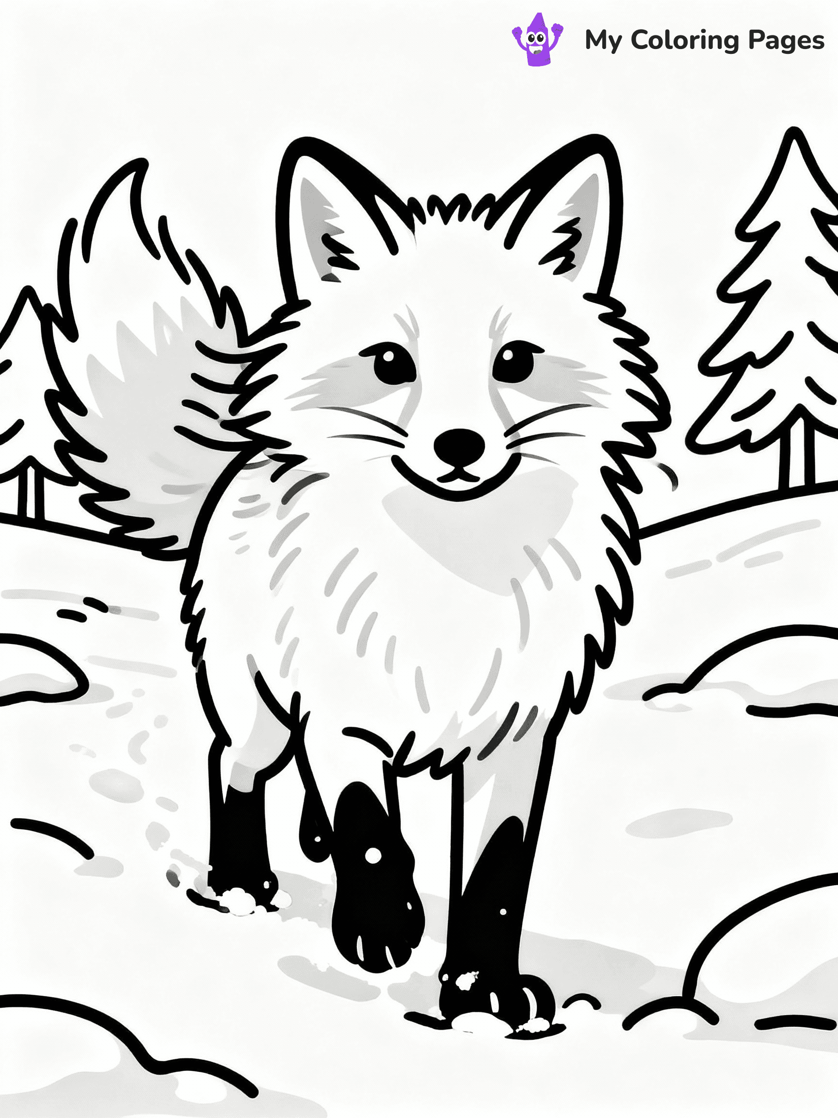 ⚠️ CRITICAL REQUIREMENT - ABSOLUTE BLACK AND WHITE ONLY ⚠️
This MUST be a BLACK AND WHITE line drawing ONLY. NO COLORS whatsoever.
- ONLY pure black lines (#000000) on pure white background (#FFFFFF)
- ABSOLUTELY NO colors, NO shading, NO gradients, NO grayscale
- If there are ANY colors in the output, the image is REJECTED
- This is a COLORING PAGE - meant to be COLORED IN by children
- The output must be UNCOLORED line art ready for coloring
⚠️ SUBJECT TO DRAW: Arctic fox in a snowy landscape, fluffy fur ruffled by wind, paws in the snow, alert expression
(REMEMBER: Output must be BLACK AND WHITE line art only, NOT colored!)
# COLORING PAGE: BLACK OUTLINES ONLY - WHITE BACKGROUND MANDATORY
Create a **coloring book page** using EXACTLY two values: black lines, white space.
## NON-NEGOTIABLE BINARY RULES
- **ONLY #000000 (black) and #FFFFFF (white)** - NO other values exist
- **EVERY PIXEL = BLACK OR WHITE** - no gray/shading/antialiasing
- **WHITE BACKGROUND MANDATORY** - entire canvas stays white
- **ALL SHAPES HOLLOW** - everything is empty outlines waiting to be colored
- **FORBIDDEN:** fills, shading, gradients, patterns, textures, colors
- **NO SOLID REGIONS** - if it's not a thin line, it's wrong
## Universal Line Standards
- Black outlines ONLY - thin, uniform weight
- Every shape completely empty inside
- Closed contours suitable for coloring
- Simple flat illustration - zero depth/3D/realism
- **Style:** Whimsical Doodle Art Alley - rounded, friendly outlines (unless specified)
## Everything = Outline Only
- Characters/animals: hollow shapes
- Objects/clothing: empty contours
- Backgrounds/scenery: line work only
- Natural elements: outlined forms
- Dark/night areas: don't exist (use outlined symbols)
- Textures/patterns: convert to simple lines
## The Test
Can a child color EVERY white space with crayons? If any area is pre-filled/shaded/gray or colored in, it FAILS. Every shape must be waiting to receive color.
**FINAL OUTPUT**: Binary coloring page. Black lines define shapes. White spaces ready for coloring. Nothing else exists. No exceptions. Print-ready.
⚠️ FINAL REMINDER: Draw the subject "Arctic fox in a snowy landscape, fluffy fur ruffled by wind, paws in the snow, alert expression" as BLACK AND WHITE line art. Zero colors in output.