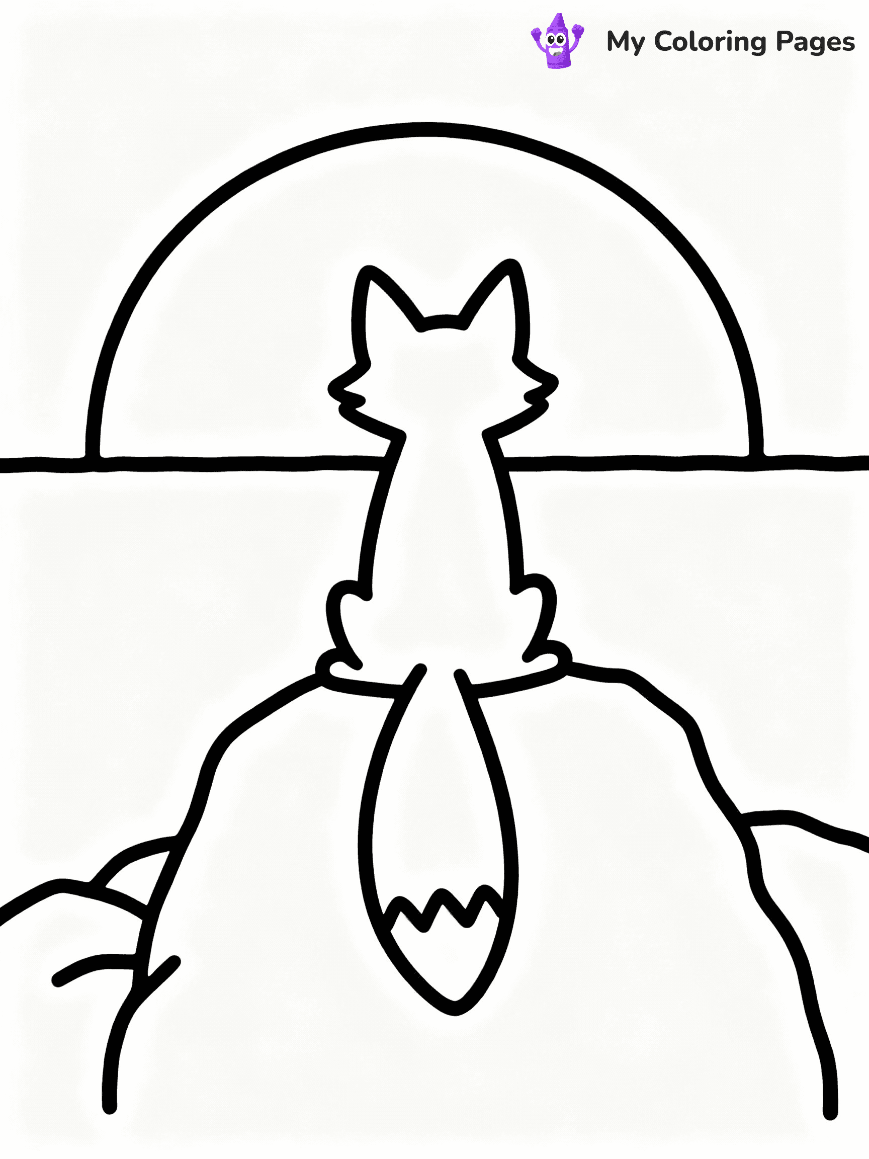 ⚠️ CRITICAL REQUIREMENT - ABSOLUTE BLACK AND WHITE ONLY ⚠️
This MUST be a BLACK AND WHITE line drawing ONLY. NO COLORS whatsoever.
- ONLY pure black lines (#000000) on pure white background (#FFFFFF)
- ABSOLUTELY NO colors, NO shading, NO gradients, NO grayscale
- If there are ANY colors in the output, the image is REJECTED
- This is a COLORING PAGE - meant to be COLORED IN by children
- The output must be UNCOLORED line art ready for coloring
⚠️ SUBJECT TO DRAW: Fox sitting on a rock, watching a sunset, silhouette against the sky, tail hanging down
(REMEMBER: Output must be BLACK AND WHITE line art only, NOT colored!)
# COLORING PAGE: BLACK OUTLINES ONLY - WHITE BACKGROUND MANDATORY
Create a **coloring book page** using EXACTLY two values: black lines, white space.
## NON-NEGOTIABLE BINARY RULES
- **ONLY #000000 (black) and #FFFFFF (white)** - NO other values exist
- **EVERY PIXEL = BLACK OR WHITE** - no gray/shading/antialiasing
- **WHITE BACKGROUND MANDATORY** - entire canvas stays white
- **ALL SHAPES HOLLOW** - everything is empty outlines waiting to be colored
- **FORBIDDEN:** fills, shading, gradients, patterns, textures, colors
- **NO SOLID REGIONS** - if it's not a thin line, it's wrong
## Universal Line Standards
- Black outlines ONLY - thin, uniform weight
- Every shape completely empty inside
- Closed contours suitable for coloring
- Simple flat illustration - zero depth/3D/realism
- **Style:** Whimsical Doodle Art Alley - rounded, friendly outlines (unless specified)
## Everything = Outline Only
- Characters/animals: hollow shapes
- Objects/clothing: empty contours
- Backgrounds/scenery: line work only
- Natural elements: outlined forms
- Dark/night areas: don't exist (use outlined symbols)
- Textures/patterns: convert to simple lines
## The Test
Can a child color EVERY white space with crayons? If any area is pre-filled/shaded/gray or colored in, it FAILS. Every shape must be waiting to receive color.
**FINAL OUTPUT**: Binary coloring page. Black lines define shapes. White spaces ready for coloring. Nothing else exists. No exceptions. Print-ready.
⚠️ FINAL REMINDER: Draw the subject "Fox sitting on a rock, watching a sunset, silhouette against the sky, tail hanging down" as BLACK AND WHITE line art. Zero colors in output.