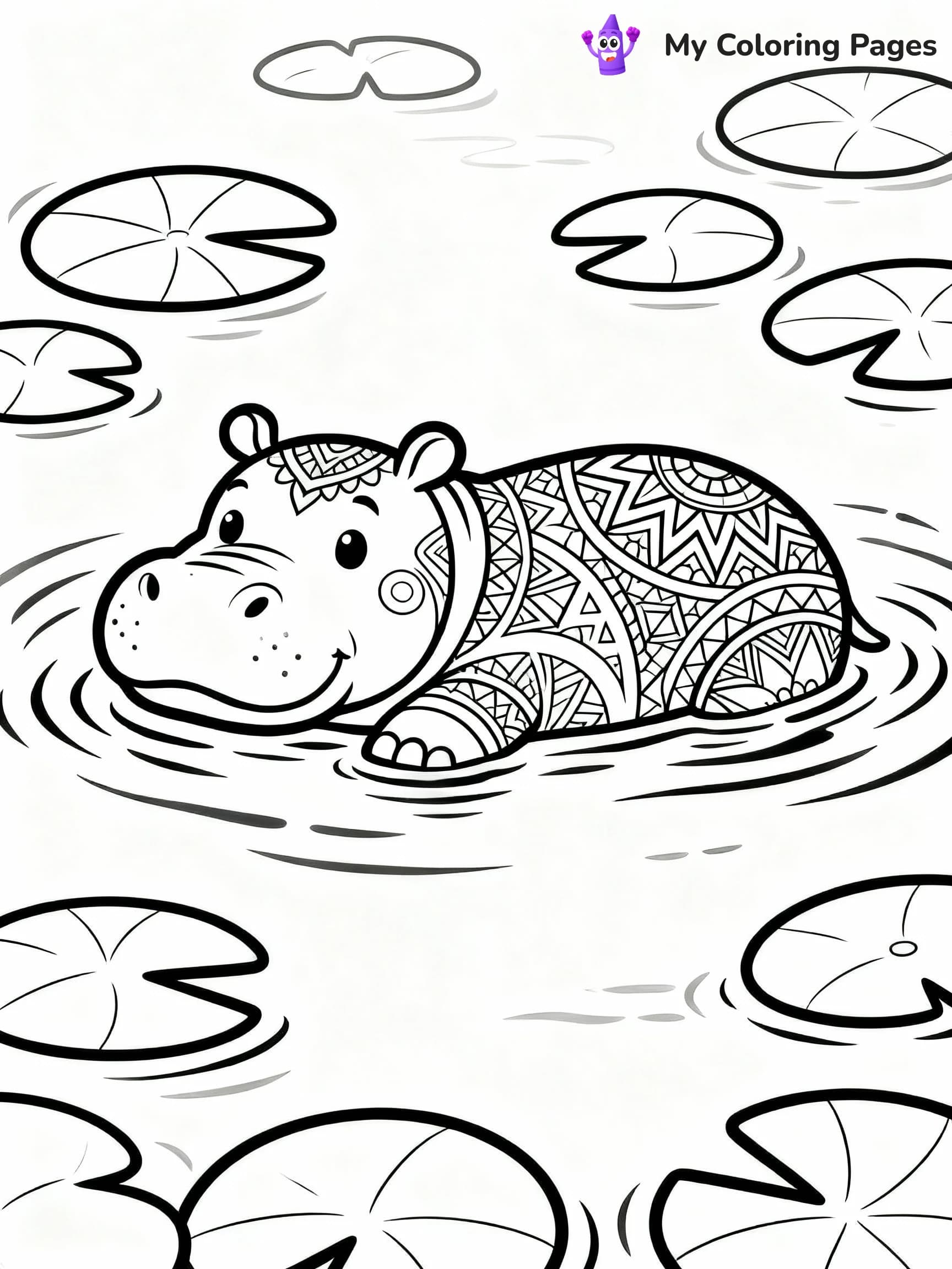 Hippo Coloring Pages - 24