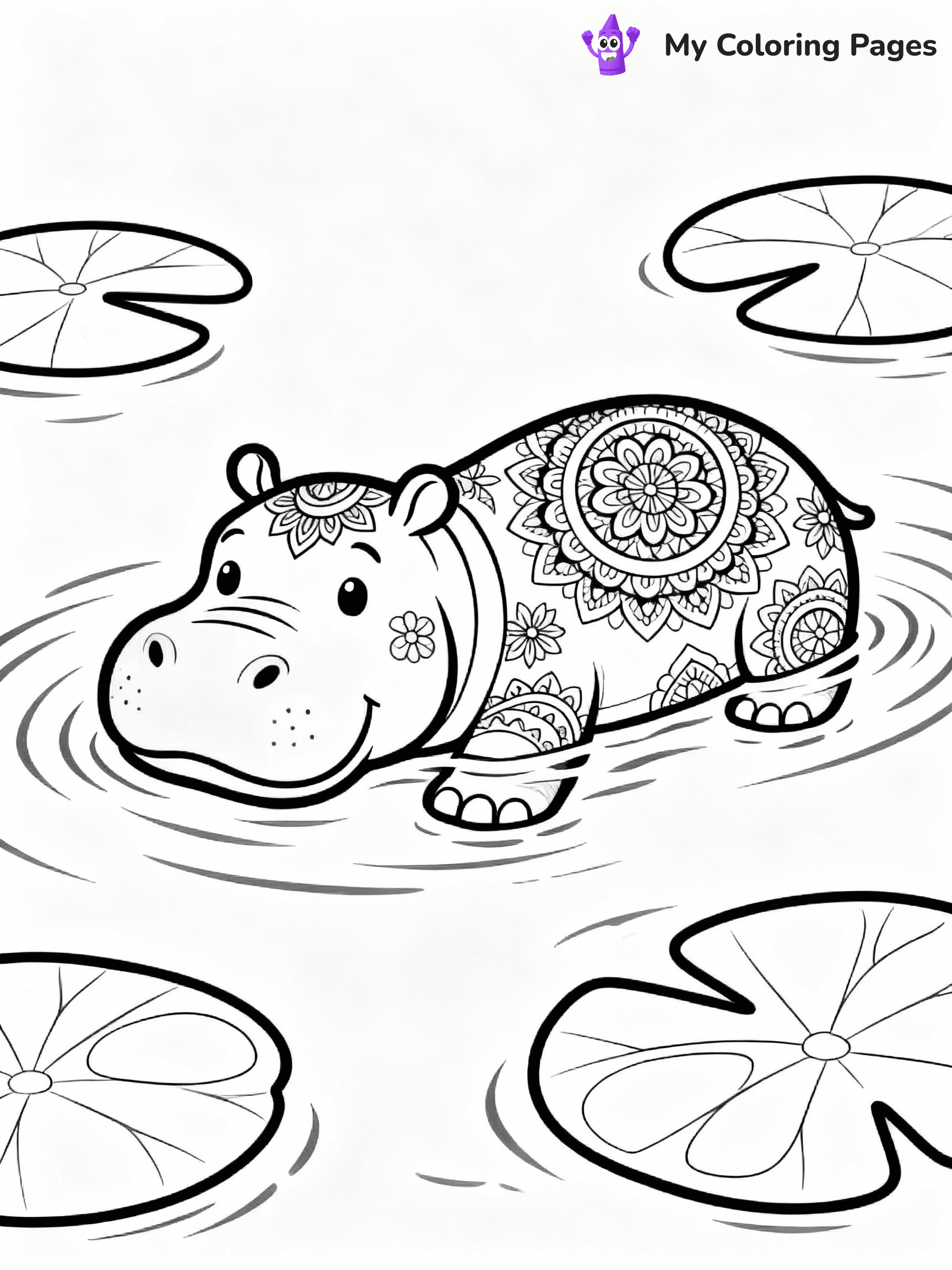 Hippo Coloring Pages - 22