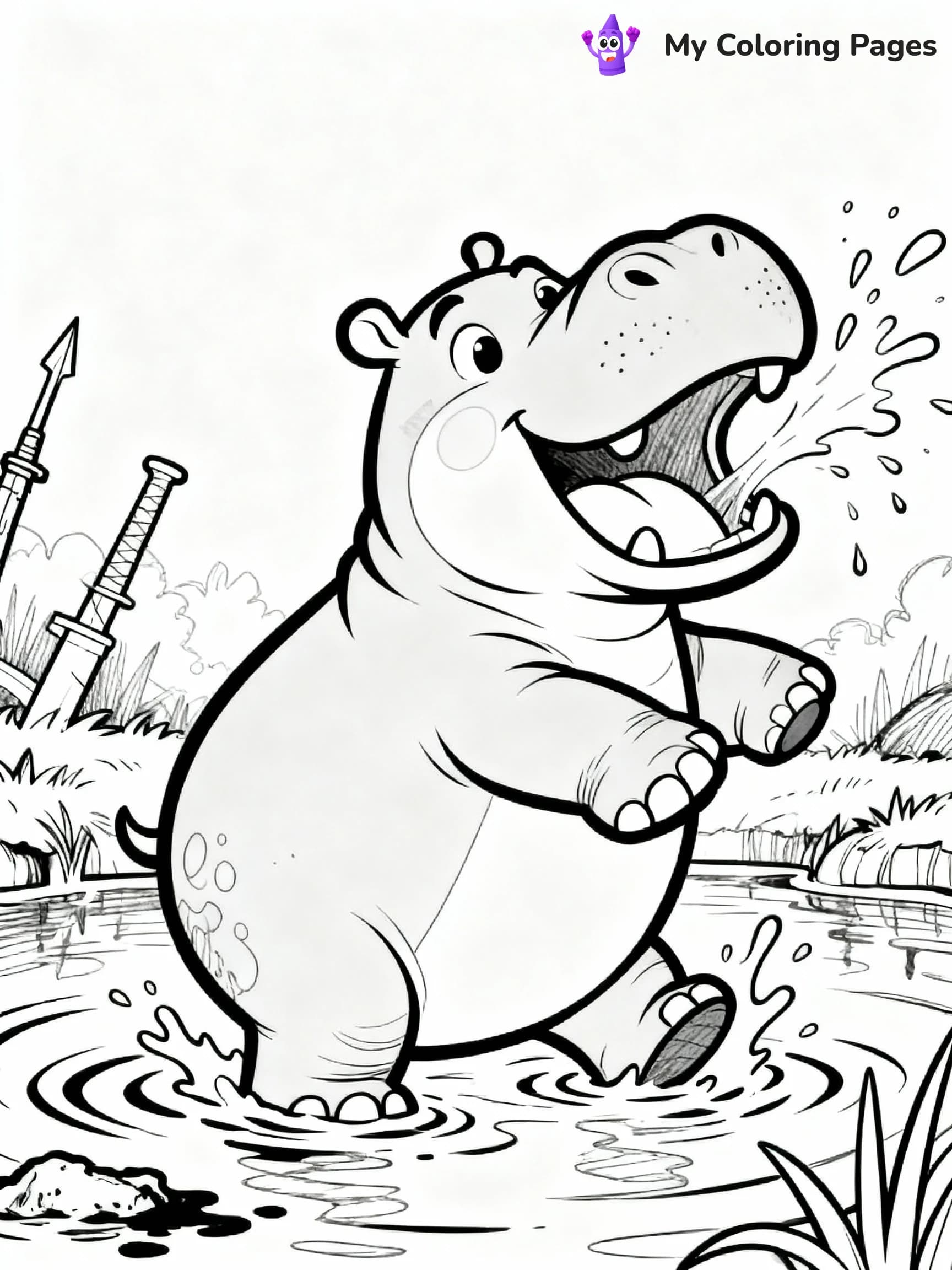 Hippo Coloring Pages - 12