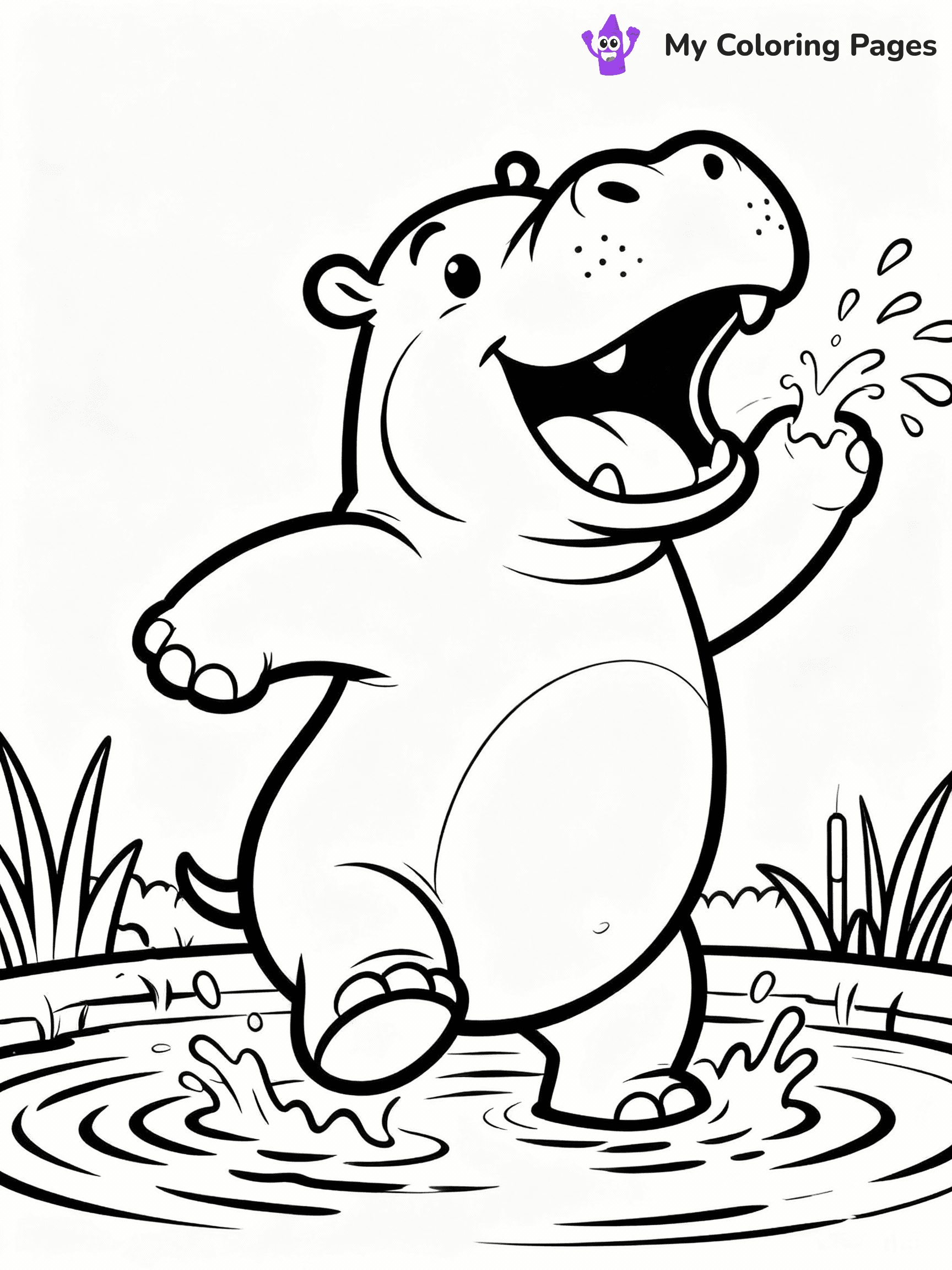 Hippo Coloring Pages - 8