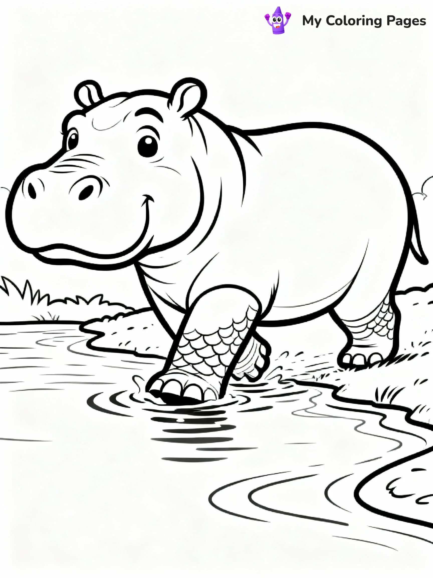 Hippo Coloring Pages - 6