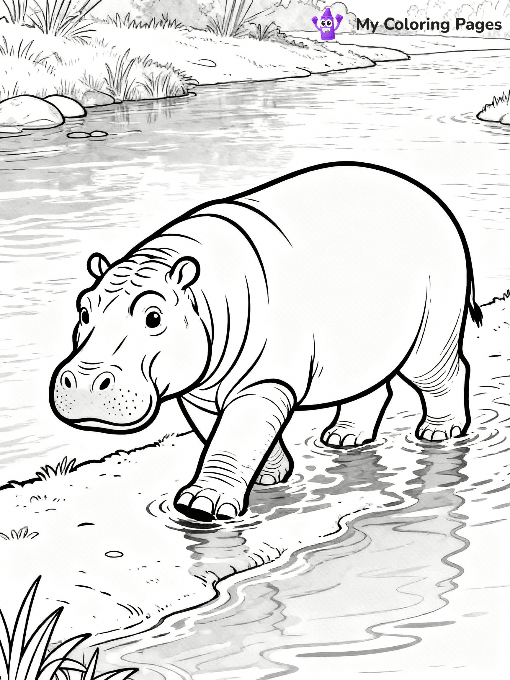 Hippo Coloring Pages - 4