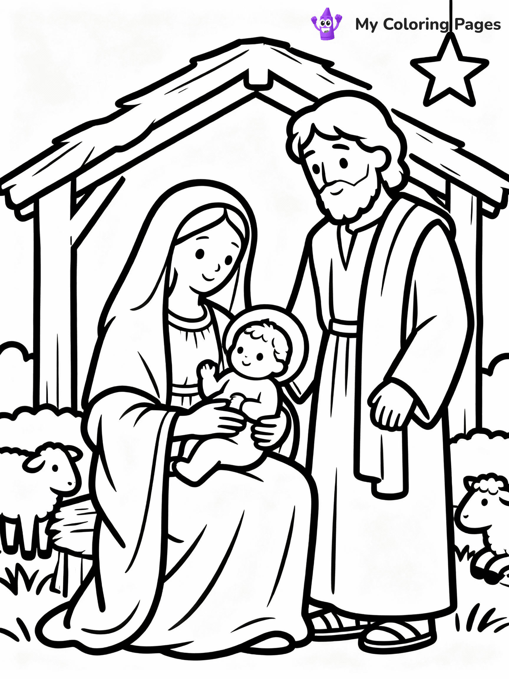Nativity Scene Coloring Pages - 2