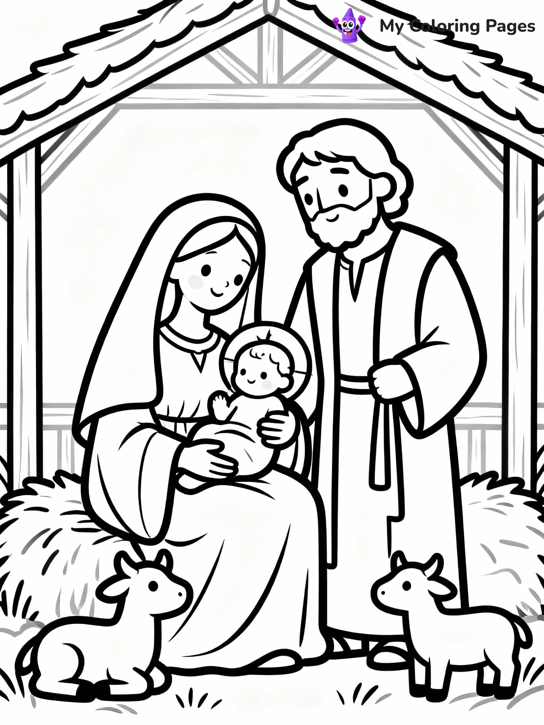 Nativity Scene Coloring Pages - 1