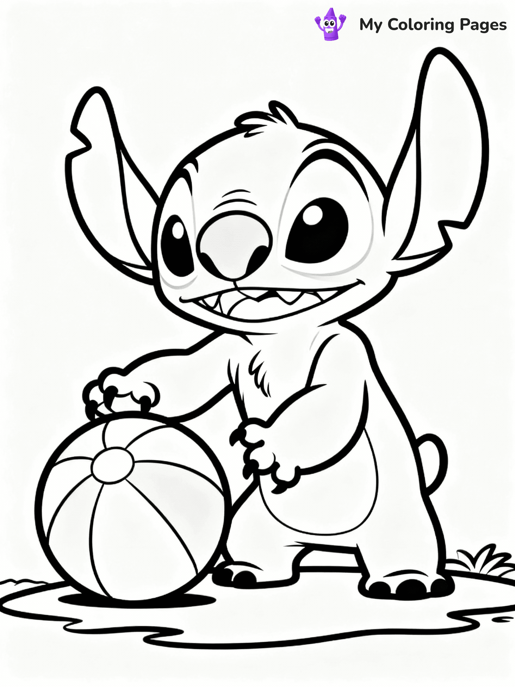 ⚠️ CRITICAL REQUIREMENT - ABSOLUTE BLACK AND WHITE ONLY ⚠️
This MUST be a BLACK AND WHITE line drawing ONLY. NO COLORS whatsoever.
- ONLY pure black lines (#000000) on pure white background (#FFFFFF)
- ABSOLUTELY NO colors, NO shading, NO gradients, NO grayscale
- If there are ANY colors in the output, the image is REJECTED
- This is a COLORING PAGE - meant to be COLORED IN by children
- The output must be UNCOLORED line art ready for coloring
⚠️ SUBJECT TO DRAW: Stitch from Lilo & Stitch playing with a beach ball. PURE OUTLINES. NO FILLS, SHADING, GREYSCALE. WHITE BACKGROUND.
(REMEMBER: Output must be BLACK AND WHITE line art only, NOT colored!)
# Flat, Friendly Cartoon Line-Art Coloring Page
You are generating a **pure black-and-white binary image** of a child-friendly cartoon scene combining characters and background scenery in one cohesive composition.
## Rendering Rules (Strict)
- Only two colors: pure black (#000000) outlines and pure white (#FFFFFF) background.
- No grayscale, shading, gradients, tints, fills, transparency, or partial pixels.
- No antialiasing or blended edges; every pixel is 100% black or white.
- No solid black fills inside shapes — all areas inside outlines must remain white.
- No dark clothing areas or filled tone blocks; all garments outlined only.
- No shadows, textures, lighting, or tonal variations.
- Must look like flat binary vector line-art for coloring pages.
- PURE BINARY LINE-ART; NO FILLS (HAIR/CLOTHES/SKIN), SHADING, OR GREY.
## Drawing & Composition
- **Medium, consistent line weight**; clean closed outlines easy to color inside.
- **Flat, simple, child-friendly design** — no realism or 3D depth.
- Characters are **grounded on a surface**, centered and large.
- **Balanced composition** with clear silhouettes and minimal props.
## Scenery & Style
- Landmarks (e.g., mosque, CN Tower) and scenery (trees, benches, waves) drawn with **black outlines only.**
- For real-world figures, teams, or places, show accurate details using only black outlines—no text or logos. Use distinctive uniform patterns, abstract symbols, and landmark silhouettes to convey identity.
- Keep **consistent perspective**; no floating elements.
- **Style:** whimsical **Doodle Art Alley** — rounded, friendly outlines.
- May adapt shapes from **Crayola, Disney, Peppa Pig, Cocomelon** — *by shape only, never color.*
- Final output: **flat, crisp, binary (#000000/#FFFFFF)**, **no filled color or background text.**
⚠️ FINAL REMINDER: Draw the subject "Stitch from Lilo & Stitch playing with a beach ball. PURE OUTLINES. NO FILLS, SHADING, GREYSCALE. WHITE BACKGROUND." as BLACK AND WHITE line art. Zero colors in output.