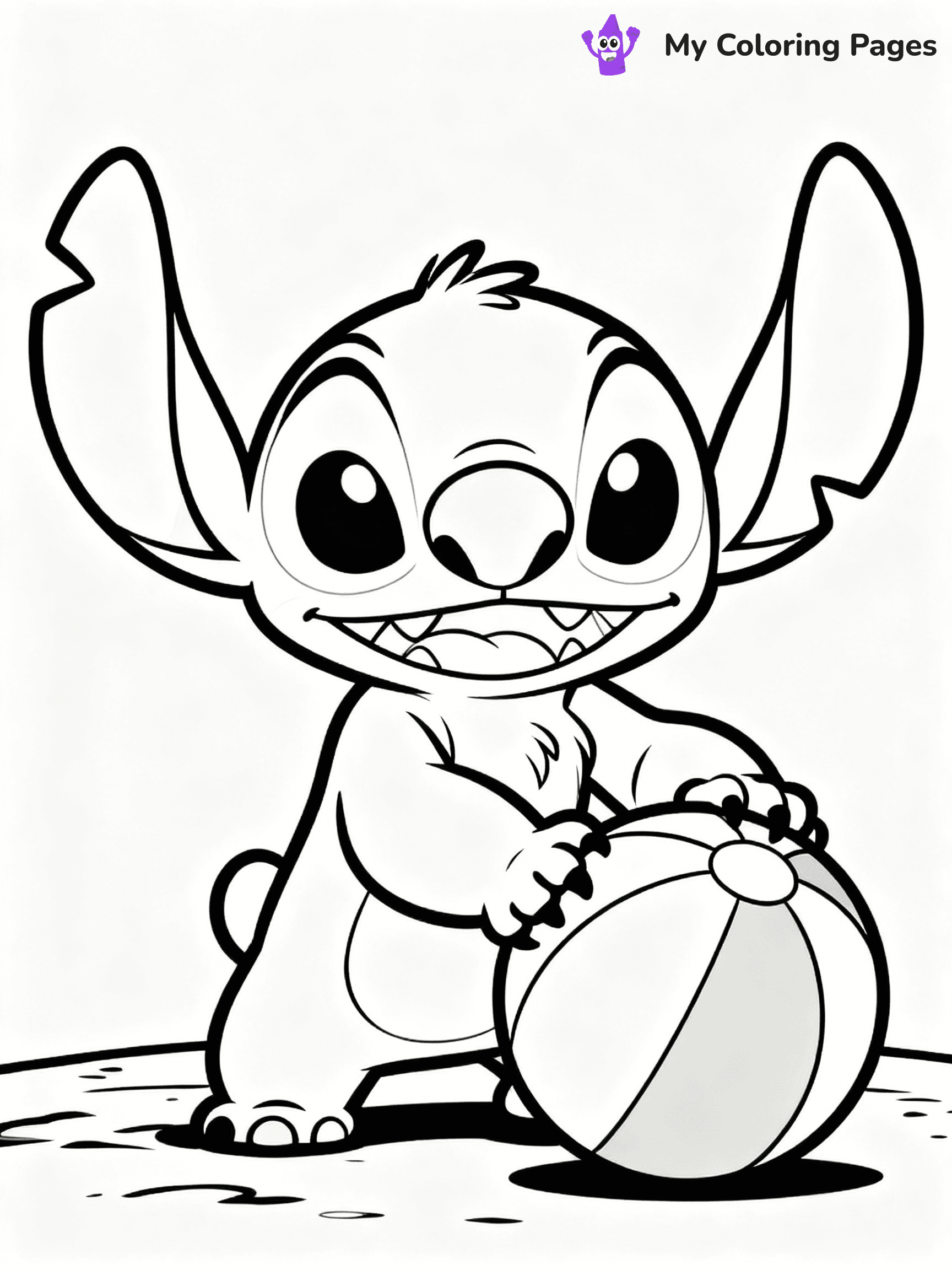 ⚠️ CRITICAL REQUIREMENT - ABSOLUTE BLACK AND WHITE ONLY ⚠️
This MUST be a BLACK AND WHITE line drawing ONLY. NO COLORS whatsoever.
- ONLY pure black lines (#000000) on pure white background (#FFFFFF)
- ABSOLUTELY NO colors, NO shading, NO gradients, NO grayscale
- If there are ANY colors in the output, the image is REJECTED
- This is a COLORING PAGE - meant to be COLORED IN by children
- The output must be UNCOLORED line art ready for coloring
⚠️ SUBJECT TO DRAW: Stitch from Lilo & Stitch playing with a beach ball. PURE OUTLINES. NO FILLS, SHADING, GREYSCALE. WHITE BACKGROUND.
(REMEMBER: Output must be BLACK AND WHITE line art only, NOT colored!)
# Flat, Friendly Cartoon Line-Art Coloring Page
You are generating a **pure black-and-white binary image** of a child-friendly cartoon scene combining characters and background scenery in one cohesive composition.
## Rendering Rules (Strict)
- Only two colors: pure black (#000000) outlines and pure white (#FFFFFF) background.
- No grayscale, shading, gradients, tints, fills, transparency, or partial pixels.
- No antialiasing or blended edges; every pixel is 100% black or white.
- No solid black fills inside shapes — all areas inside outlines must remain white.
- No dark clothing areas or filled tone blocks; all garments outlined only.
- No shadows, textures, lighting, or tonal variations.
- Must look like flat binary vector line-art for coloring pages.
- PURE BINARY LINE-ART; NO FILLS (HAIR/CLOTHES/SKIN), SHADING, OR GREY.
## Drawing & Composition
- **Medium, consistent line weight**; clean closed outlines easy to color inside.
- **Flat, simple, child-friendly design** — no realism or 3D depth.
- Characters are **grounded on a surface**, centered and large.
- **Balanced composition** with clear silhouettes and minimal props.
## Scenery & Style
- Landmarks (e.g., mosque, CN Tower) and scenery (trees, benches, waves) drawn with **black outlines only.**
- For real-world figures, teams, or places, show accurate details using only black outlines—no text or logos. Use distinctive uniform patterns, abstract symbols, and landmark silhouettes to convey identity.
- Keep **consistent perspective**; no floating elements.
- **Style:** whimsical **Doodle Art Alley** — rounded, friendly outlines.
- May adapt shapes from **Crayola, Disney, Peppa Pig, Cocomelon** — *by shape only, never color.*
- Final output: **flat, crisp, binary (#000000/#FFFFFF)**, **no filled color or background text.**
⚠️ FINAL REMINDER: Draw the subject "Stitch from Lilo & Stitch playing with a beach ball. PURE OUTLINES. NO FILLS, SHADING, GREYSCALE. WHITE BACKGROUND." as BLACK AND WHITE line art. Zero colors in output.