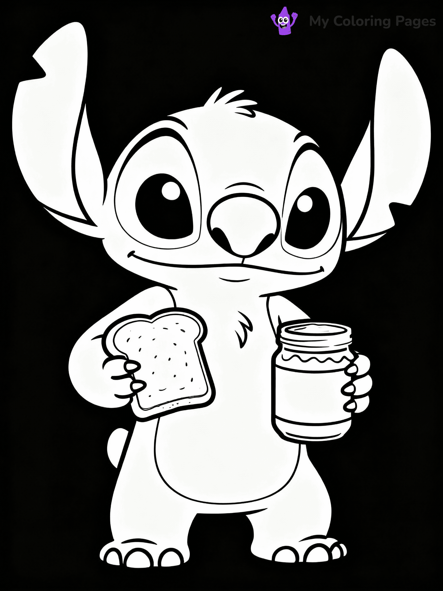 ⚠️ CRITICAL REQUIREMENT - ABSOLUTE BLACK AND WHITE ONLY ⚠️
This MUST be a BLACK AND WHITE line drawing ONLY. NO COLORS whatsoever.
- ONLY pure black lines (#000000) on pure white background (#FFFFFF)
- ABSOLUTELY NO colors, NO shading, NO gradients, NO grayscale
- If there are ANY colors in the output, the image is REJECTED
- This is a COLORING PAGE - meant to be COLORED IN by children
- The output must be UNCOLORED line art ready for coloring
⚠️ SUBJECT TO DRAW: Stitch from Lilo & Stitch preparing a sandwich. PURE BLACK OUTLINES ONLY. NO FILLS, SHADING, GREYSCALE, OR BACKGROUND COLOR.
(REMEMBER: Output must be BLACK AND WHITE line art only, NOT colored!)
# Flat, Friendly Cartoon Line-Art Coloring Page
You are generating a **pure black-and-white binary image** of a child-friendly cartoon scene combining characters and background scenery in one cohesive composition.
## Rendering Rules (Strict)
- Only two colors: pure black (#000000) outlines and pure white (#FFFFFF) background.
- No grayscale, shading, gradients, tints, fills, transparency, or partial pixels.
- No antialiasing or blended edges; every pixel is 100% black or white.
- No solid black fills inside shapes — all areas inside outlines must remain white.
- No dark clothing areas or filled tone blocks; all garments outlined only.
- No shadows, textures, lighting, or tonal variations.
- Must look like flat binary vector line-art for coloring pages.
- PURE BINARY LINE-ART; NO FILLS (HAIR/CLOTHES/SKIN), SHADING, OR GREY.
## Drawing & Composition
- **Medium, consistent line weight**; clean closed outlines easy to color inside.
- **Flat, simple, child-friendly design** — no realism or 3D depth.
- Characters are **grounded on a surface**, centered and large.
- **Balanced composition** with clear silhouettes and minimal props.
## Scenery & Style
- Landmarks (e.g., mosque, CN Tower) and scenery (trees, benches, waves) drawn with **black outlines only.**
- For real-world figures, teams, or places, show accurate details using only black outlines—no text or logos. Use distinctive uniform patterns, abstract symbols, and landmark silhouettes to convey identity.
- Keep **consistent perspective**; no floating elements.
- **Style:** whimsical **Doodle Art Alley** — rounded, friendly outlines.
- May adapt shapes from **Crayola, Disney, Peppa Pig, Cocomelon** — *by shape only, never color.*
- Final output: **flat, crisp, binary (#000000/#FFFFFF)**, **no filled color or background text.**
⚠️ FINAL REMINDER: Draw the subject "Stitch from Lilo & Stitch preparing a sandwich. PURE BLACK OUTLINES ONLY. NO FILLS, SHADING, GREYSCALE, OR BACKGROUND COLOR." as BLACK AND WHITE line art. Zero colors in output.