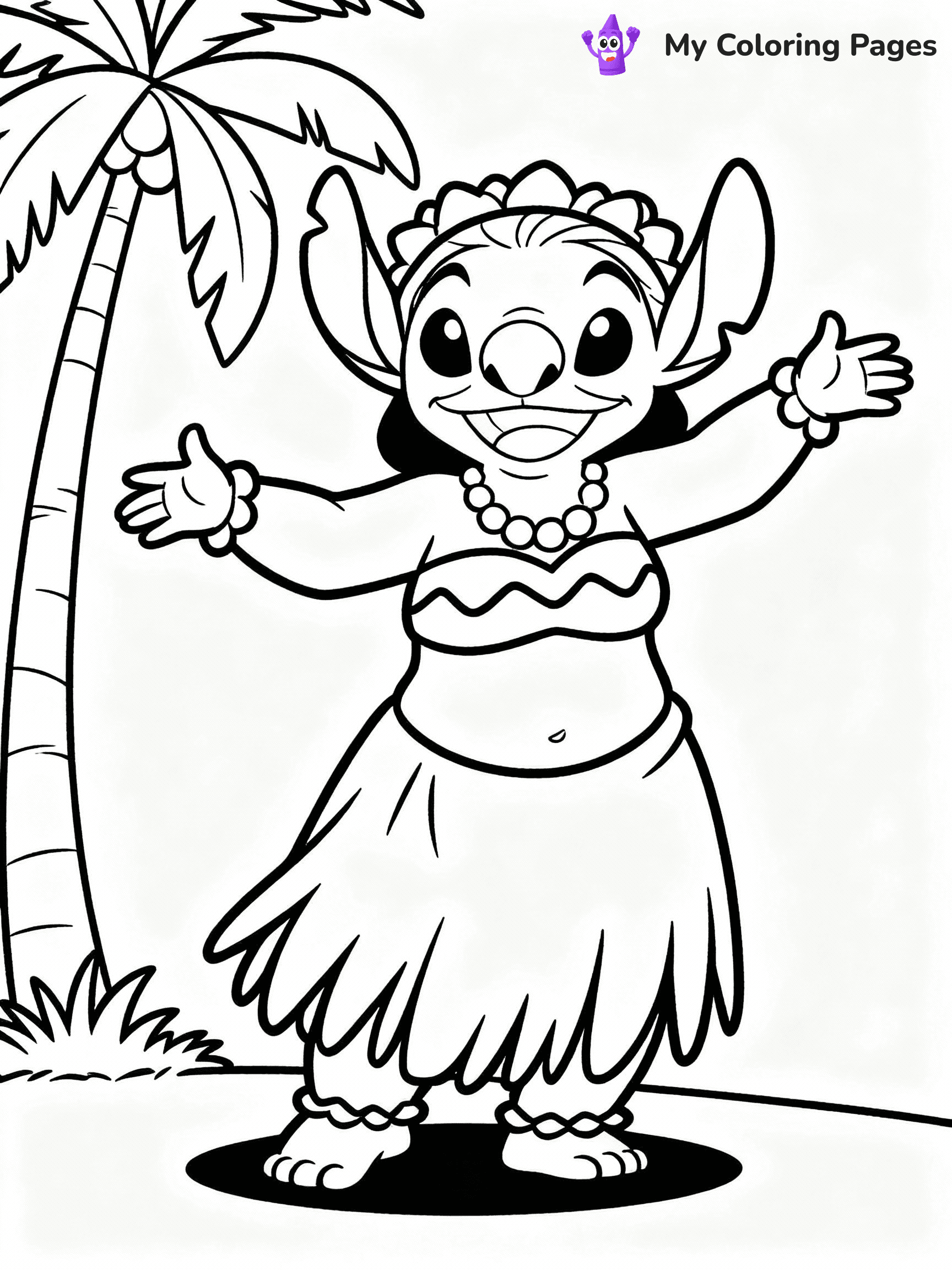 ⚠️ CRITICAL REQUIREMENT - ABSOLUTE BLACK AND WHITE ONLY ⚠️
This MUST be a BLACK AND WHITE line drawing ONLY. NO COLORS whatsoever.
- ONLY pure black lines (#000000) on pure white background (#FFFFFF)
- ABSOLUTELY NO colors, NO shading, NO gradients, NO grayscale
- If there are ANY colors in the output, the image is REJECTED
- This is a COLORING PAGE - meant to be COLORED IN by children
- The output must be UNCOLORED line art ready for coloring
⚠️ SUBJECT TO DRAW: Nani from Lilo & Stitch teaching hula dancing. STRICTLY BINARY LINE ART. NO FILLS, SHADING, COLOR. MUST BE WHITE BACKGROUND.
(REMEMBER: Output must be BLACK AND WHITE line art only, NOT colored!)
# Flat, Friendly Cartoon Line-Art Coloring Page
You are generating a **pure black-and-white binary image** of a child-friendly cartoon scene combining characters and background scenery in one cohesive composition.
## Rendering Rules (Strict)
- Only two colors: pure black (#000000) outlines and pure white (#FFFFFF) background.
- No grayscale, shading, gradients, tints, fills, transparency, or partial pixels.
- No antialiasing or blended edges; every pixel is 100% black or white.
- No solid black fills inside shapes — all areas inside outlines must remain white.
- No dark clothing areas or filled tone blocks; all garments outlined only.
- No shadows, textures, lighting, or tonal variations.
- Must look like flat binary vector line-art for coloring pages.
- PURE BINARY LINE-ART; NO FILLS (HAIR/CLOTHES/SKIN), SHADING, OR GREY.
## Drawing & Composition
- **Medium, consistent line weight**; clean closed outlines easy to color inside.
- **Flat, simple, child-friendly design** — no realism or 3D depth.
- Characters are **grounded on a surface**, centered and large.
- **Balanced composition** with clear silhouettes and minimal props.
## Scenery & Style
- Landmarks (e.g., mosque, CN Tower) and scenery (trees, benches, waves) drawn with **black outlines only.**
- For real-world figures, teams, or places, show accurate details using only black outlines—no text or logos. Use distinctive uniform patterns, abstract symbols, and landmark silhouettes to convey identity.
- Keep **consistent perspective**; no floating elements.
- **Style:** whimsical **Doodle Art Alley** — rounded, friendly outlines.
- May adapt shapes from **Crayola, Disney, Peppa Pig, Cocomelon** — *by shape only, never color.*
- Final output: **flat, crisp, binary (#000000/#FFFFFF)**, **no filled color or background text.**
⚠️ FINAL REMINDER: Draw the subject "Nani from Lilo & Stitch teaching hula dancing. STRICTLY BINARY LINE ART. NO FILLS, SHADING, COLOR. MUST BE WHITE BACKGROUND." as BLACK AND WHITE line art. Zero colors in output.