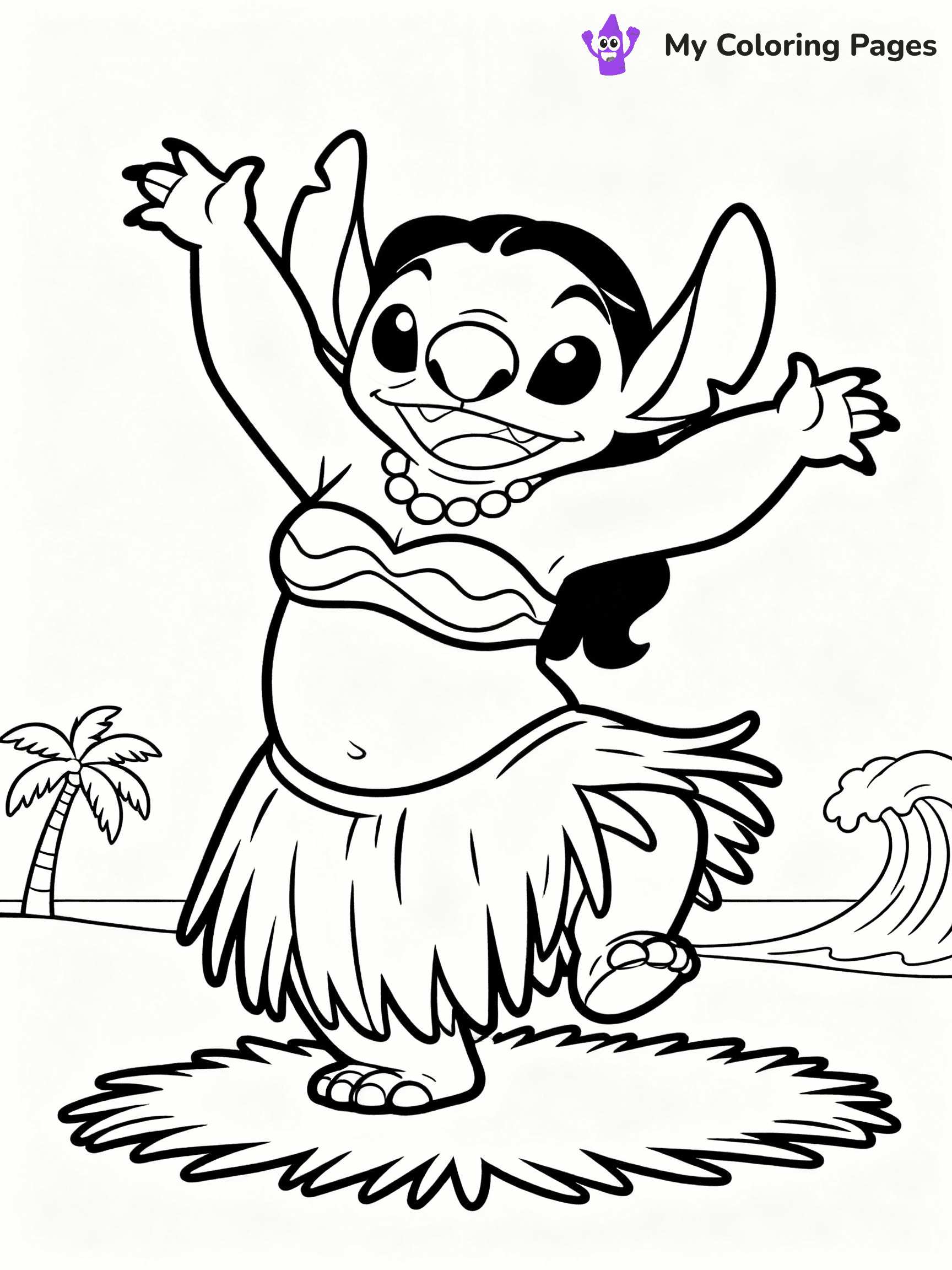 ⚠️ CRITICAL REQUIREMENT - ABSOLUTE BLACK AND WHITE ONLY ⚠️
This MUST be a BLACK AND WHITE line drawing ONLY. NO COLORS whatsoever.
- ONLY pure black lines (#000000) on pure white background (#FFFFFF)
- ABSOLUTELY NO colors, NO shading, NO gradients, NO grayscale
- If there are ANY colors in the output, the image is REJECTED
- This is a COLORING PAGE - meant to be COLORED IN by children
- The output must be UNCOLORED line art ready for coloring
⚠️ SUBJECT TO DRAW: Nani from Lilo & Stitch teaching hula dancing. STRICTLY BINARY LINE ART. NO FILLS, SHADING, COLOR. MUST BE WHITE BACKGROUND.
(REMEMBER: Output must be BLACK AND WHITE line art only, NOT colored!)
# Flat, Friendly Cartoon Line-Art Coloring Page
You are generating a **pure black-and-white binary image** of a child-friendly cartoon scene combining characters and background scenery in one cohesive composition.
## Rendering Rules (Strict)
- Only two colors: pure black (#000000) outlines and pure white (#FFFFFF) background.
- No grayscale, shading, gradients, tints, fills, transparency, or partial pixels.
- No antialiasing or blended edges; every pixel is 100% black or white.
- No solid black fills inside shapes — all areas inside outlines must remain white.
- No dark clothing areas or filled tone blocks; all garments outlined only.
- No shadows, textures, lighting, or tonal variations.
- Must look like flat binary vector line-art for coloring pages.
- PURE BINARY LINE-ART; NO FILLS (HAIR/CLOTHES/SKIN), SHADING, OR GREY.
## Drawing & Composition
- **Medium, consistent line weight**; clean closed outlines easy to color inside.
- **Flat, simple, child-friendly design** — no realism or 3D depth.
- Characters are **grounded on a surface**, centered and large.
- **Balanced composition** with clear silhouettes and minimal props.
## Scenery & Style
- Landmarks (e.g., mosque, CN Tower) and scenery (trees, benches, waves) drawn with **black outlines only.**
- For real-world figures, teams, or places, show accurate details using only black outlines—no text or logos. Use distinctive uniform patterns, abstract symbols, and landmark silhouettes to convey identity.
- Keep **consistent perspective**; no floating elements.
- **Style:** whimsical **Doodle Art Alley** — rounded, friendly outlines.
- May adapt shapes from **Crayola, Disney, Peppa Pig, Cocomelon** — *by shape only, never color.*
- Final output: **flat, crisp, binary (#000000/#FFFFFF)**, **no filled color or background text.**
⚠️ FINAL REMINDER: Draw the subject "Nani from Lilo & Stitch teaching hula dancing. STRICTLY BINARY LINE ART. NO FILLS, SHADING, COLOR. MUST BE WHITE BACKGROUND." as BLACK AND WHITE line art. Zero colors in output.