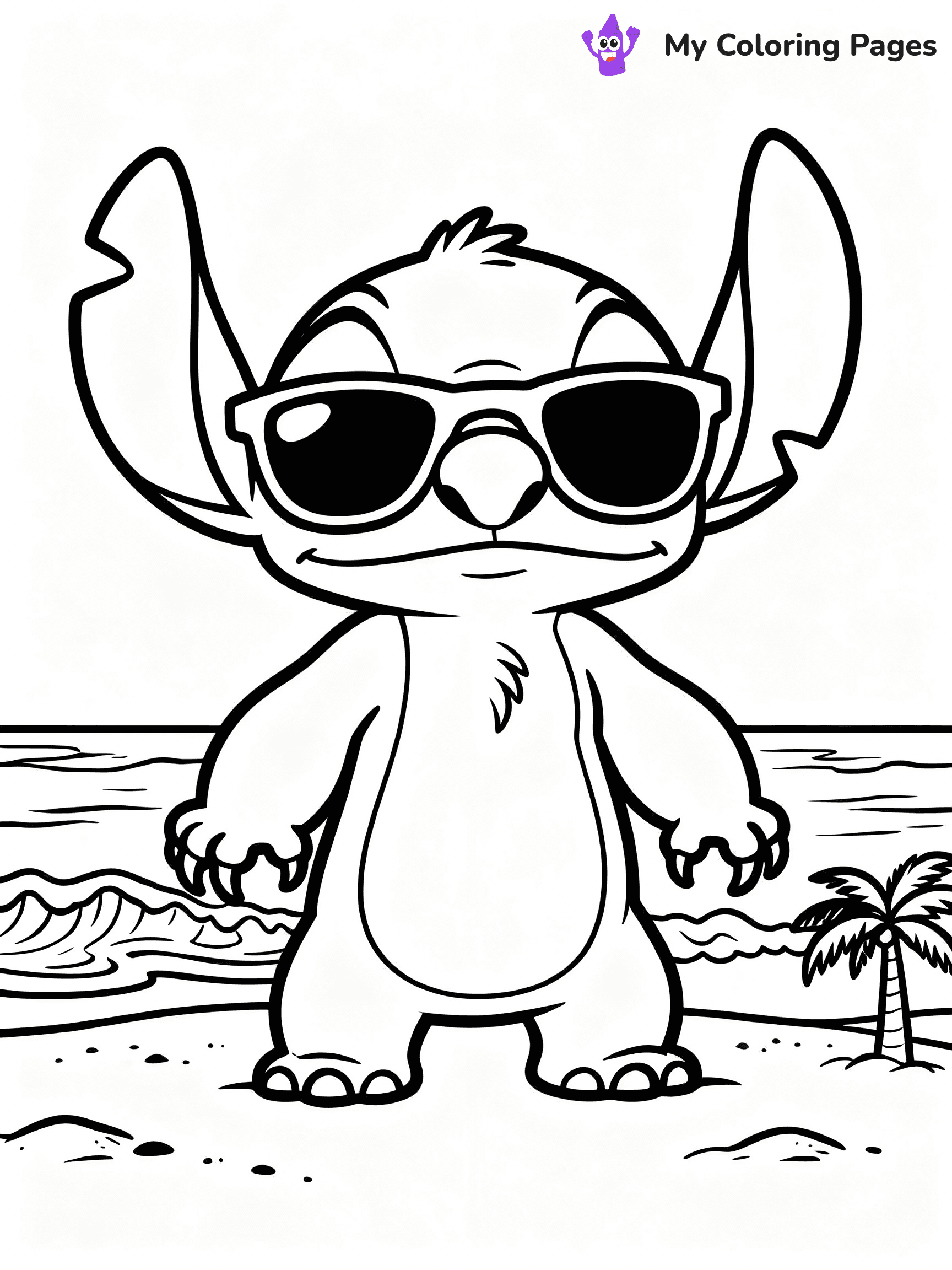 ⚠️ CRITICAL REQUIREMENT - ABSOLUTE BLACK AND WHITE ONLY ⚠️
This MUST be a BLACK AND WHITE line drawing ONLY. NO COLORS whatsoever.
- ONLY pure black lines (#000000) on pure white background (#FFFFFF)
- ABSOLUTELY NO colors, NO shading, NO gradients, NO grayscale
- If there are ANY colors in the output, the image is REJECTED
- This is a COLORING PAGE - meant to be COLORED IN by children
- The output must be UNCOLORED line art ready for coloring
⚠️ SUBJECT TO DRAW: Pleakley from Lilo & Stitch wearing sunglasses on the beach. STRICTLY BINARY LINE ART. NO FILLS, SHADING, COLOR. MUST BE WHITE BACKGROUND.
(REMEMBER: Output must be BLACK AND WHITE line art only, NOT colored!)
# Flat, Friendly Cartoon Line-Art Coloring Page
You are generating a **pure black-and-white binary image** of a child-friendly cartoon scene combining characters and background scenery in one cohesive composition.
## Rendering Rules (Strict)
- Only two colors: pure black (#000000) outlines and pure white (#FFFFFF) background.
- No grayscale, shading, gradients, tints, fills, transparency, or partial pixels.
- No antialiasing or blended edges; every pixel is 100% black or white.
- No solid black fills inside shapes — all areas inside outlines must remain white.
- No dark clothing areas or filled tone blocks; all garments outlined only.
- No shadows, textures, lighting, or tonal variations.
- Must look like flat binary vector line-art for coloring pages.
- PURE BINARY LINE-ART; NO FILLS (HAIR/CLOTHES/SKIN), SHADING, OR GREY.
## Drawing & Composition
- **Medium, consistent line weight**; clean closed outlines easy to color inside.
- **Flat, simple, child-friendly design** — no realism or 3D depth.
- Characters are **grounded on a surface**, centered and large.
- **Balanced composition** with clear silhouettes and minimal props.
## Scenery & Style
- Landmarks (e.g., mosque, CN Tower) and scenery (trees, benches, waves) drawn with **black outlines only.**
- For real-world figures, teams, or places, show accurate details using only black outlines—no text or logos. Use distinctive uniform patterns, abstract symbols, and landmark silhouettes to convey identity.
- Keep **consistent perspective**; no floating elements.
- **Style:** whimsical **Doodle Art Alley** — rounded, friendly outlines.
- May adapt shapes from **Crayola, Disney, Peppa Pig, Cocomelon** — *by shape only, never color.*
- Final output: **flat, crisp, binary (#000000/#FFFFFF)**, **no filled color or background text.**
⚠️ FINAL REMINDER: Draw the subject "Pleakley from Lilo & Stitch wearing sunglasses on the beach. STRICTLY BINARY LINE ART. NO FILLS, SHADING, COLOR. MUST BE WHITE BACKGROUND." as BLACK AND WHITE line art. Zero colors in output.