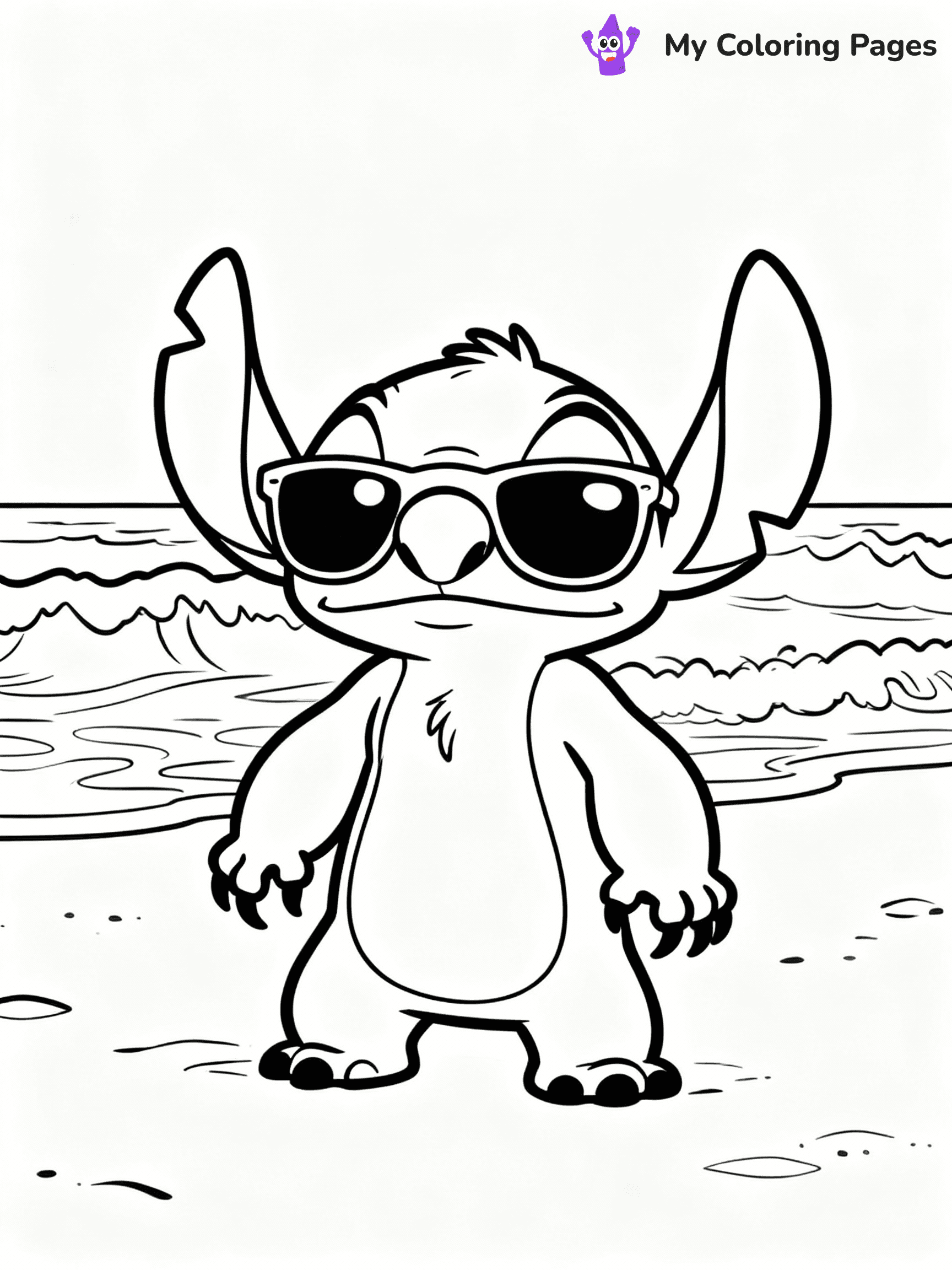 ⚠️ CRITICAL REQUIREMENT - ABSOLUTE BLACK AND WHITE ONLY ⚠️
This MUST be a BLACK AND WHITE line drawing ONLY. NO COLORS whatsoever.
- ONLY pure black lines (#000000) on pure white background (#FFFFFF)
- ABSOLUTELY NO colors, NO shading, NO gradients, NO grayscale
- If there are ANY colors in the output, the image is REJECTED
- This is a COLORING PAGE - meant to be COLORED IN by children
- The output must be UNCOLORED line art ready for coloring
⚠️ SUBJECT TO DRAW: Pleakley from Lilo & Stitch wearing sunglasses on the beach. STRICTLY BINARY LINE ART. NO FILLS, SHADING, COLOR. MUST BE WHITE BACKGROUND.
(REMEMBER: Output must be BLACK AND WHITE line art only, NOT colored!)
# Flat, Friendly Cartoon Line-Art Coloring Page
You are generating a **pure black-and-white binary image** of a child-friendly cartoon scene combining characters and background scenery in one cohesive composition.
## Rendering Rules (Strict)
- Only two colors: pure black (#000000) outlines and pure white (#FFFFFF) background.
- No grayscale, shading, gradients, tints, fills, transparency, or partial pixels.
- No antialiasing or blended edges; every pixel is 100% black or white.
- No solid black fills inside shapes — all areas inside outlines must remain white.
- No dark clothing areas or filled tone blocks; all garments outlined only.
- No shadows, textures, lighting, or tonal variations.
- Must look like flat binary vector line-art for coloring pages.
- PURE BINARY LINE-ART; NO FILLS (HAIR/CLOTHES/SKIN), SHADING, OR GREY.
## Drawing & Composition
- **Medium, consistent line weight**; clean closed outlines easy to color inside.
- **Flat, simple, child-friendly design** — no realism or 3D depth.
- Characters are **grounded on a surface**, centered and large.
- **Balanced composition** with clear silhouettes and minimal props.
## Scenery & Style
- Landmarks (e.g., mosque, CN Tower) and scenery (trees, benches, waves) drawn with **black outlines only.**
- For real-world figures, teams, or places, show accurate details using only black outlines—no text or logos. Use distinctive uniform patterns, abstract symbols, and landmark silhouettes to convey identity.
- Keep **consistent perspective**; no floating elements.
- **Style:** whimsical **Doodle Art Alley** — rounded, friendly outlines.
- May adapt shapes from **Crayola, Disney, Peppa Pig, Cocomelon** — *by shape only, never color.*
- Final output: **flat, crisp, binary (#000000/#FFFFFF)**, **no filled color or background text.**
⚠️ FINAL REMINDER: Draw the subject "Pleakley from Lilo & Stitch wearing sunglasses on the beach. STRICTLY BINARY LINE ART. NO FILLS, SHADING, COLOR. MUST BE WHITE BACKGROUND." as BLACK AND WHITE line art. Zero colors in output.