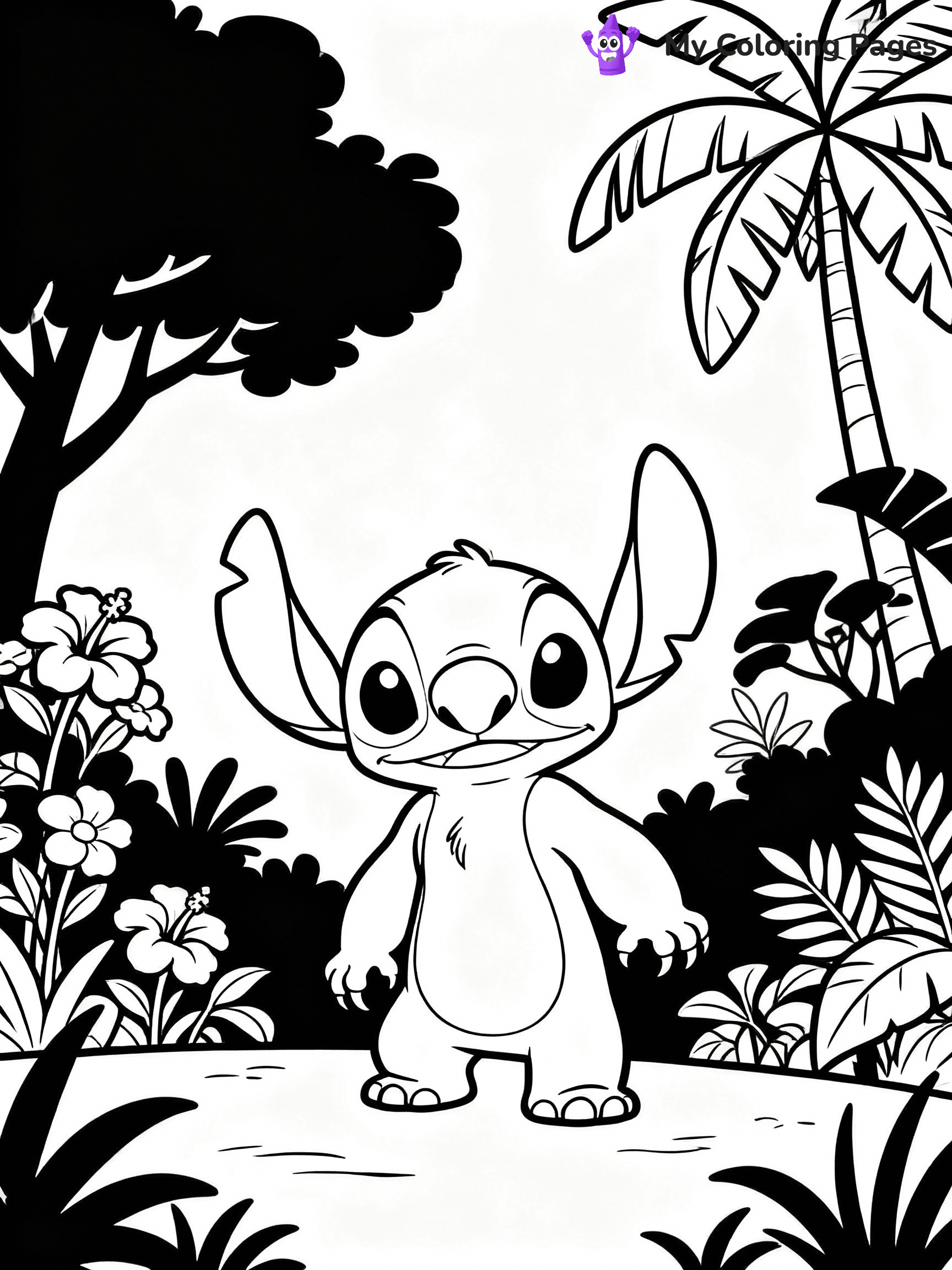 ⚠️ CRITICAL REQUIREMENT - ABSOLUTE BLACK AND WHITE ONLY ⚠️
This MUST be a BLACK AND WHITE line drawing ONLY. NO COLORS whatsoever.
- ONLY pure black lines (#000000) on pure white background (#FFFFFF)
- ABSOLUTELY NO colors, NO shading, NO gradients, NO grayscale
- If there are ANY colors in the output, the image is REJECTED
- This is a COLORING PAGE - meant to be COLORED IN by children
- The output must be UNCOLORED line art ready for coloring
⚠️ SUBJECT TO DRAW: Lilo from Lilo & Stitch exploring a tropical garden. PURE OUTLINES. NO FILLS, SHADING, GREYSCALE. WHITE BACKGROUND.
(REMEMBER: Output must be BLACK AND WHITE line art only, NOT colored!)
# Flat, Friendly Cartoon Line-Art Coloring Page
You are generating a **pure black-and-white binary image** of a child-friendly cartoon scene combining characters and background scenery in one cohesive composition.
## Rendering Rules (Strict)
- Only two colors: pure black (#000000) outlines and pure white (#FFFFFF) background.
- No grayscale, shading, gradients, tints, fills, transparency, or partial pixels.
- No antialiasing or blended edges; every pixel is 100% black or white.
- No solid black fills inside shapes — all areas inside outlines must remain white.
- No dark clothing areas or filled tone blocks; all garments outlined only.
- No shadows, textures, lighting, or tonal variations.
- Must look like flat binary vector line-art for coloring pages.
- PURE BINARY LINE-ART; NO FILLS (HAIR/CLOTHES/SKIN), SHADING, OR GREY.
## Drawing & Composition
- **Medium, consistent line weight**; clean closed outlines easy to color inside.
- **Flat, simple, child-friendly design** — no realism or 3D depth.
- Characters are **grounded on a surface**, centered and large.
- **Balanced composition** with clear silhouettes and minimal props.
## Scenery & Style
- Landmarks (e.g., mosque, CN Tower) and scenery (trees, benches, waves) drawn with **black outlines only.**
- For real-world figures, teams, or places, show accurate details using only black outlines—no text or logos. Use distinctive uniform patterns, abstract symbols, and landmark silhouettes to convey identity.
- Keep **consistent perspective**; no floating elements.
- **Style:** whimsical **Doodle Art Alley** — rounded, friendly outlines.
- May adapt shapes from **Crayola, Disney, Peppa Pig, Cocomelon** — *by shape only, never color.*
- Final output: **flat, crisp, binary (#000000/#FFFFFF)**, **no filled color or background text.**
⚠️ FINAL REMINDER: Draw the subject "Lilo from Lilo & Stitch exploring a tropical garden. PURE OUTLINES. NO FILLS, SHADING, GREYSCALE. WHITE BACKGROUND." as BLACK AND WHITE line art. Zero colors in output.