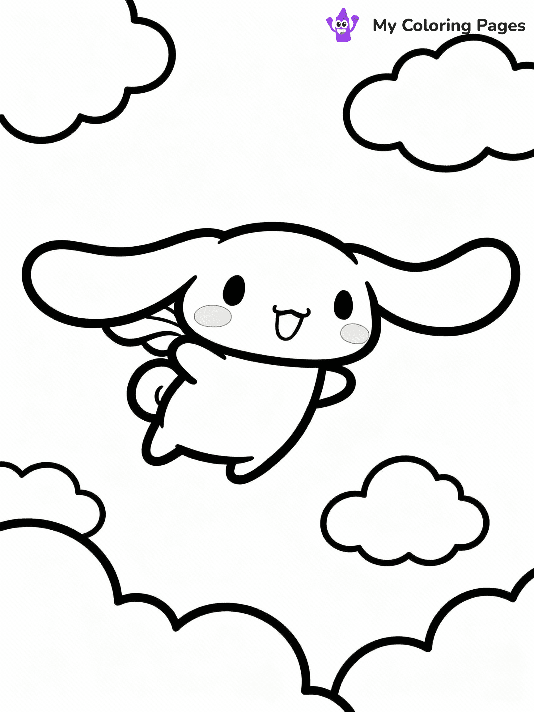 ⚠️ CRITICAL REQUIREMENT - ABSOLUTE BLACK AND WHITE ONLY ⚠️
This MUST be a BLACK AND WHITE line drawing ONLY. NO COLORS whatsoever.
- ONLY pure black lines (#000000) on pure white background (#FFFFFF)
- ABSOLUTELY NO colors, NO shading, NO gradients, NO grayscale
- If there are ANY colors in the output, the image is REJECTED
- This is a COLORING PAGE - meant to be COLORED IN by children
- The output must be UNCOLORED line art ready for coloring
⚠️ SUBJECT TO DRAW: Cinnamoroll from Sanrio flying through clouds, ears flapping gracefully. Important: PURE OUTLINES. NO FILLS, COLOR, SHADING, OR GREYSCALE. WHITE BACKGROUND.
(REMEMBER: Output must be BLACK AND WHITE line art only, NOT colored!)
# Flat, Friendly Cartoon Line-Art Coloring Page
You are generating a **pure black-and-white binary image** of a child-friendly cartoon scene combining characters and background scenery in one cohesive composition.
## Rendering Rules (Strict)
- Only two colors: pure black (#000000) outlines and pure white (#FFFFFF) background.
- No grayscale, shading, gradients, tints, fills, transparency, or partial pixels.
- No antialiasing or blended edges; every pixel is 100% black or white.
- No solid black fills inside shapes — all areas inside outlines must remain white.
- No dark clothing areas or filled tone blocks; all garments outlined only.
- No shadows, textures, lighting, or tonal variations.
- Must look like flat binary vector line-art for coloring pages.
## Drawing & Composition
- **Medium, consistent line weight**; clean closed outlines easy to color inside.
- **Flat, simple, child-friendly design** — no realism or 3D depth.
- Characters are **grounded on a surface**, centered and large.
- **Balanced composition** with clear silhouettes and minimal props.
## Scenery & Style
- Landmarks (e.g., mosque, CN Tower) and scenery (trees, benches, waves) drawn with **black outlines only.**
- For real-world figures, teams, or places, show accurate details using only black outlines—no text or logos. Use distinctive uniform patterns, abstract symbols, and landmark silhouettes to convey identity.
- Keep **consistent perspective**; no floating elements.
- **Style:** whimsical **Doodle Art Alley** — rounded, friendly outlines.
- May adapt shapes from **Crayola, Disney, Peppa Pig, Cocomelon** — *by shape only, never color.*
- Final output: **flat, crisp, binary (#000000/#FFFFFF)**, **no filled color or background text.**
EXTREMELYE IMPORTANT:
- PURE BINARY LINE-ART; NO FILLS (HAIR/CLOTHES/SKIN), SHADING, OR GREY.
- NO SHADING, COLOR. MUST BE WHITE BACKGROUND.
⚠️ FINAL REMINDER: Draw the subject "Cinnamoroll from Sanrio flying through clouds, ears flapping gracefully. Important: PURE OUTLINES. NO FILLS, COLOR, SHADING, OR GREYSCALE. WHITE BACKGROUND." as BLACK AND WHITE line art. Zero colors in output.