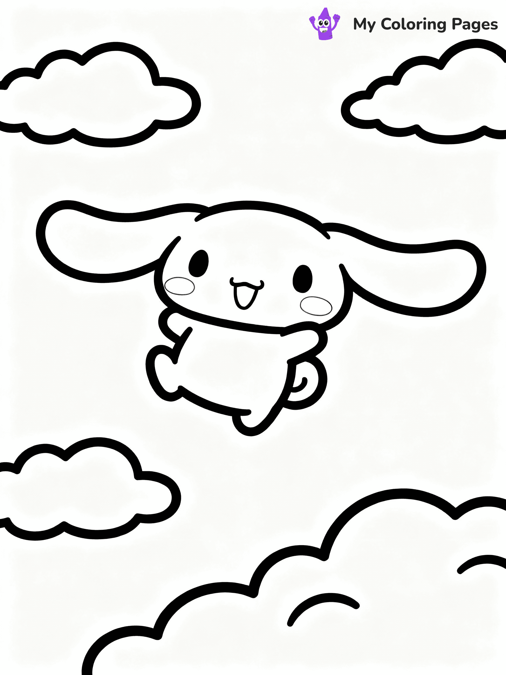 ⚠️ CRITICAL REQUIREMENT - ABSOLUTE BLACK AND WHITE ONLY ⚠️
This MUST be a BLACK AND WHITE line drawing ONLY. NO COLORS whatsoever.
- ONLY pure black lines (#000000) on pure white background (#FFFFFF)
- ABSOLUTELY NO colors, NO shading, NO gradients, NO grayscale
- If there are ANY colors in the output, the image is REJECTED
- This is a COLORING PAGE - meant to be COLORED IN by children
- The output must be UNCOLORED line art ready for coloring
⚠️ SUBJECT TO DRAW: Cinnamoroll from Sanrio flying through clouds, ears flapping gracefully. Important: PURE OUTLINES. NO FILLS, COLOR, SHADING, OR GREYSCALE. WHITE BACKGROUND.
(REMEMBER: Output must be BLACK AND WHITE line art only, NOT colored!)
# Flat, Friendly Cartoon Line-Art Coloring Page
You are generating a **pure black-and-white binary image** of a child-friendly cartoon scene combining characters and background scenery in one cohesive composition.
## Rendering Rules (Strict)
- Only two colors: pure black (#000000) outlines and pure white (#FFFFFF) background.
- No grayscale, shading, gradients, tints, fills, transparency, or partial pixels.
- No antialiasing or blended edges; every pixel is 100% black or white.
- No solid black fills inside shapes — all areas inside outlines must remain white.
- No dark clothing areas or filled tone blocks; all garments outlined only.
- No shadows, textures, lighting, or tonal variations.
- Must look like flat binary vector line-art for coloring pages.
## Drawing & Composition
- **Medium, consistent line weight**; clean closed outlines easy to color inside.
- **Flat, simple, child-friendly design** — no realism or 3D depth.
- Characters are **grounded on a surface**, centered and large.
- **Balanced composition** with clear silhouettes and minimal props.
## Scenery & Style
- Landmarks (e.g., mosque, CN Tower) and scenery (trees, benches, waves) drawn with **black outlines only.**
- For real-world figures, teams, or places, show accurate details using only black outlines—no text or logos. Use distinctive uniform patterns, abstract symbols, and landmark silhouettes to convey identity.
- Keep **consistent perspective**; no floating elements.
- **Style:** whimsical **Doodle Art Alley** — rounded, friendly outlines.
- May adapt shapes from **Crayola, Disney, Peppa Pig, Cocomelon** — *by shape only, never color.*
- Final output: **flat, crisp, binary (#000000/#FFFFFF)**, **no filled color or background text.**
EXTREMELYE IMPORTANT:
- PURE BINARY LINE-ART; NO FILLS (HAIR/CLOTHES/SKIN), SHADING, OR GREY.
- NO SHADING, COLOR. MUST BE WHITE BACKGROUND.
⚠️ FINAL REMINDER: Draw the subject "Cinnamoroll from Sanrio flying through clouds, ears flapping gracefully. Important: PURE OUTLINES. NO FILLS, COLOR, SHADING, OR GREYSCALE. WHITE BACKGROUND." as BLACK AND WHITE line art. Zero colors in output.