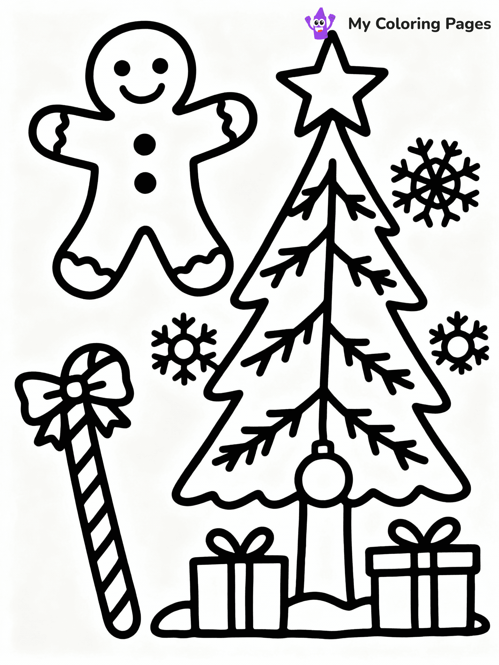 ⚠️ CRITICAL REQUIREMENT - ABSOLUTE BLACK AND WHITE ONLY ⚠️
This MUST be a BLACK AND WHITE line drawing ONLY. NO COLORS whatsoever.
- ONLY pure black lines (#000000) on pure white background (#FFFFFF)
- ABSOLUTELY NO colors, NO shading, NO gradients, NO grayscale
- If there are ANY colors in the output, the image is REJECTED
- This is a COLORING PAGE - meant to be COLORED IN by children
- The output must be UNCOLORED line art ready for coloring
⚠️ SUBJECT TO DRAW: Gingerbread man next to a Christmas tree, holding a candy cane, festive style
(REMEMBER: Output must be BLACK AND WHITE line art only, NOT colored!)
# COLORING PAGE: BLACK OUTLINES ONLY - WHITE BACKGROUND MANDATORY
Create a **coloring book page** using EXACTLY two values: black lines, white space.
## NON-NEGOTIABLE BINARY RULES
- **ONLY #000000 (black) and #FFFFFF (white)** - NO other values exist
- **EVERY PIXEL = BLACK OR WHITE** - no gray/shading/antialiasing
- **WHITE BACKGROUND MANDATORY** - entire canvas stays white
- **ALL SHAPES HOLLOW** - everything is empty outlines waiting to be colored
- **FORBIDDEN:** fills, shading, gradients, patterns, textures, colors
- **NO SOLID REGIONS** - if it's not a thin line, it's wrong
## Universal Line Standards
- Black outlines ONLY - thin, uniform weight
- Every shape completely empty inside
- Closed contours suitable for coloring
- Clean flat illustration with appropriate detail - zero depth/3D/realism
- **Style:** Whimsical Doodle Art Alley - rounded, friendly outlines with age-appropriate detail (unless specified)
## Everything = Detailed Outline Only
- Characters/animals: hollow shapes with clear features
- Objects/clothing: empty contours with appropriate details
- Backgrounds/scenery: line work only
- Natural elements: outlined forms
- Dark/night areas: don't exist (use outlined symbols)
- Textures/patterns: convert to outlined decorative elements
## The Test
Can a child color EVERY white space with crayons? If any area is pre-filled/shaded/gray, it FAILS. Every shape must be waiting to receive color.
**FINAL OUTPUT**: Binary coloring page. Black lines define shapes. White spaces ready for coloring. Nothing else exists. No exceptions. Print-ready.
⚠️ FINAL REMINDER: Draw the subject "Gingerbread man next to a Christmas tree, holding a candy cane, festive style" as BLACK AND WHITE line art. Zero colors in output.