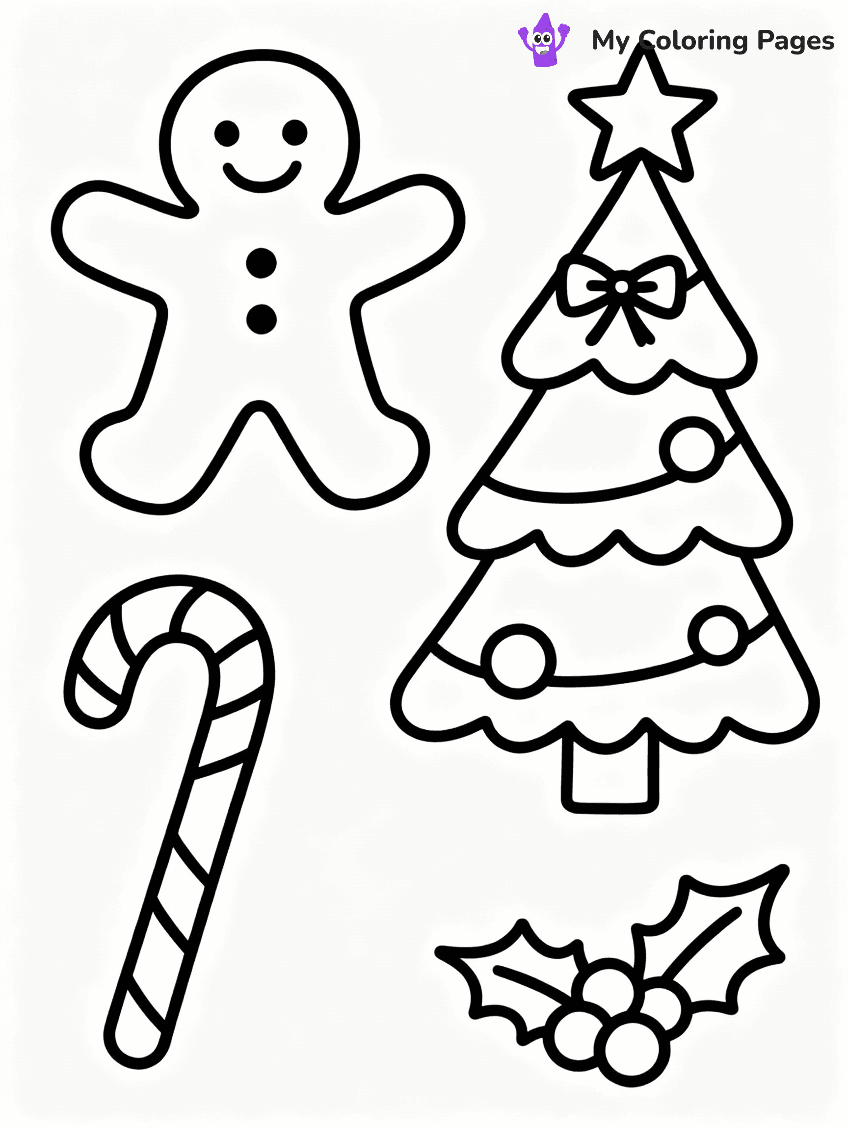 ⚠️ CRITICAL REQUIREMENT - ABSOLUTE BLACK AND WHITE ONLY ⚠️
This MUST be a BLACK AND WHITE line drawing ONLY. NO COLORS whatsoever.
- ONLY pure black lines (#000000) on pure white background (#FFFFFF)
- ABSOLUTELY NO colors, NO shading, NO gradients, NO grayscale
- If there are ANY colors in the output, the image is REJECTED
- This is a COLORING PAGE - meant to be COLORED IN by children
- The output must be UNCOLORED line art ready for coloring
⚠️ SUBJECT TO DRAW: Gingerbread man next to a Christmas tree, holding a candy cane, festive style
(REMEMBER: Output must be BLACK AND WHITE line art only, NOT colored!)
# COLORING PAGE: BLACK OUTLINES ONLY - WHITE BACKGROUND MANDATORY
Create a **coloring book page** using EXACTLY two values: black lines, white space.
## NON-NEGOTIABLE BINARY RULES
- **ONLY #000000 (black) and #FFFFFF (white)** - NO other values exist
- **EVERY PIXEL = BLACK OR WHITE** - no gray/shading/antialiasing
- **WHITE BACKGROUND MANDATORY** - entire canvas stays white
- **ALL SHAPES HOLLOW** - everything is empty outlines waiting to be colored
- **FORBIDDEN:** fills, shading, gradients, patterns, textures, colors
- **NO SOLID REGIONS** - if it's not a thin line, it's wrong
## Universal Line Standards
- Black outlines ONLY - thin, uniform weight
- Every shape completely empty inside
- Closed contours suitable for coloring
- Clean flat illustration with appropriate detail - zero depth/3D/realism
- **Style:** Whimsical Doodle Art Alley - rounded, friendly outlines with age-appropriate detail (unless specified)
## Everything = Detailed Outline Only
- Characters/animals: hollow shapes with clear features
- Objects/clothing: empty contours with appropriate details
- Backgrounds/scenery: line work only
- Natural elements: outlined forms
- Dark/night areas: don't exist (use outlined symbols)
- Textures/patterns: convert to outlined decorative elements
## The Test
Can a child color EVERY white space with crayons? If any area is pre-filled/shaded/gray, it FAILS. Every shape must be waiting to receive color.
**FINAL OUTPUT**: Binary coloring page. Black lines define shapes. White spaces ready for coloring. Nothing else exists. No exceptions. Print-ready.
⚠️ FINAL REMINDER: Draw the subject "Gingerbread man next to a Christmas tree, holding a candy cane, festive style" as BLACK AND WHITE line art. Zero colors in output.