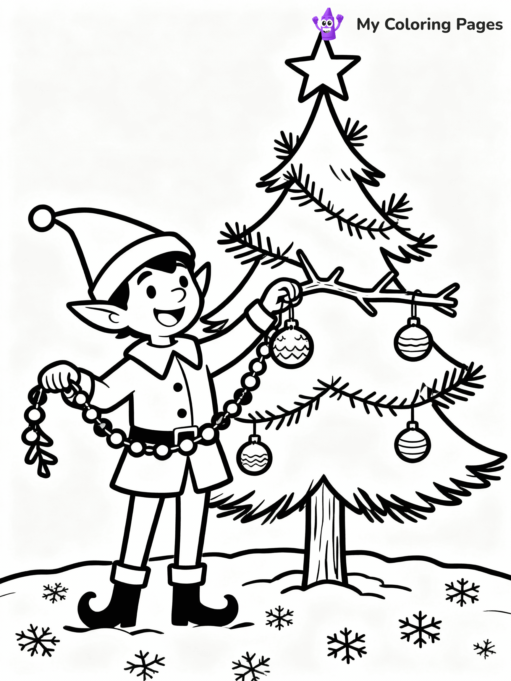 ⚠️ CRITICAL REQUIREMENT - ABSOLUTE BLACK AND WHITE ONLY ⚠️
This MUST be a BLACK AND WHITE line drawing ONLY. NO COLORS whatsoever.
- ONLY pure black lines (#000000) on pure white background (#FFFFFF)
- ABSOLUTELY NO colors, NO shading, NO gradients, NO grayscale
- If there are ANY colors in the output, the image is REJECTED
- This is a COLORING PAGE - meant to be COLORED IN by children
- The output must be UNCOLORED line art ready for coloring
⚠️ SUBJECT TO DRAW: Elf decorating a Christmas tree, hanging ornaments and garlands, playful style
(REMEMBER: Output must be BLACK AND WHITE line art only, NOT colored!)
# COLORING PAGE: BLACK OUTLINES ONLY - WHITE BACKGROUND MANDATORY
Create a **coloring book page** using EXACTLY two values: black lines, white space.
## NON-NEGOTIABLE BINARY RULES
- **ONLY #000000 (black) and #FFFFFF (white)** - NO other values exist
- **EVERY PIXEL = BLACK OR WHITE** - no gray/shading/antialiasing
- **WHITE BACKGROUND MANDATORY** - entire canvas stays white
- **ALL SHAPES HOLLOW** - everything is empty outlines waiting to be colored
- **FORBIDDEN:** fills, shading, gradients, patterns, textures, colors
- **NO SOLID REGIONS** - if it's not a thin line, it's wrong
## Universal Line Standards
- Black outlines ONLY - thin, uniform weight
- Every shape completely empty inside
- Closed contours suitable for coloring
- Clean flat illustration with appropriate detail - zero depth/3D/realism
- **Style:** Whimsical Doodle Art Alley - rounded, friendly outlines with age-appropriate detail (unless specified)
## Everything = Detailed Outline Only
- Characters/animals: hollow shapes with clear features
- Objects/clothing: empty contours with appropriate details
- Backgrounds/scenery: line work only
- Natural elements: outlined forms
- Dark/night areas: don't exist (use outlined symbols)
- Textures/patterns: convert to outlined decorative elements
## The Test
Can a child color EVERY white space with crayons? If any area is pre-filled/shaded/gray, it FAILS. Every shape must be waiting to receive color.
**FINAL OUTPUT**: Binary coloring page. Black lines define shapes. White spaces ready for coloring. Nothing else exists. No exceptions. Print-ready.
⚠️ FINAL REMINDER: Draw the subject "Elf decorating a Christmas tree, hanging ornaments and garlands, playful style" as BLACK AND WHITE line art. Zero colors in output.