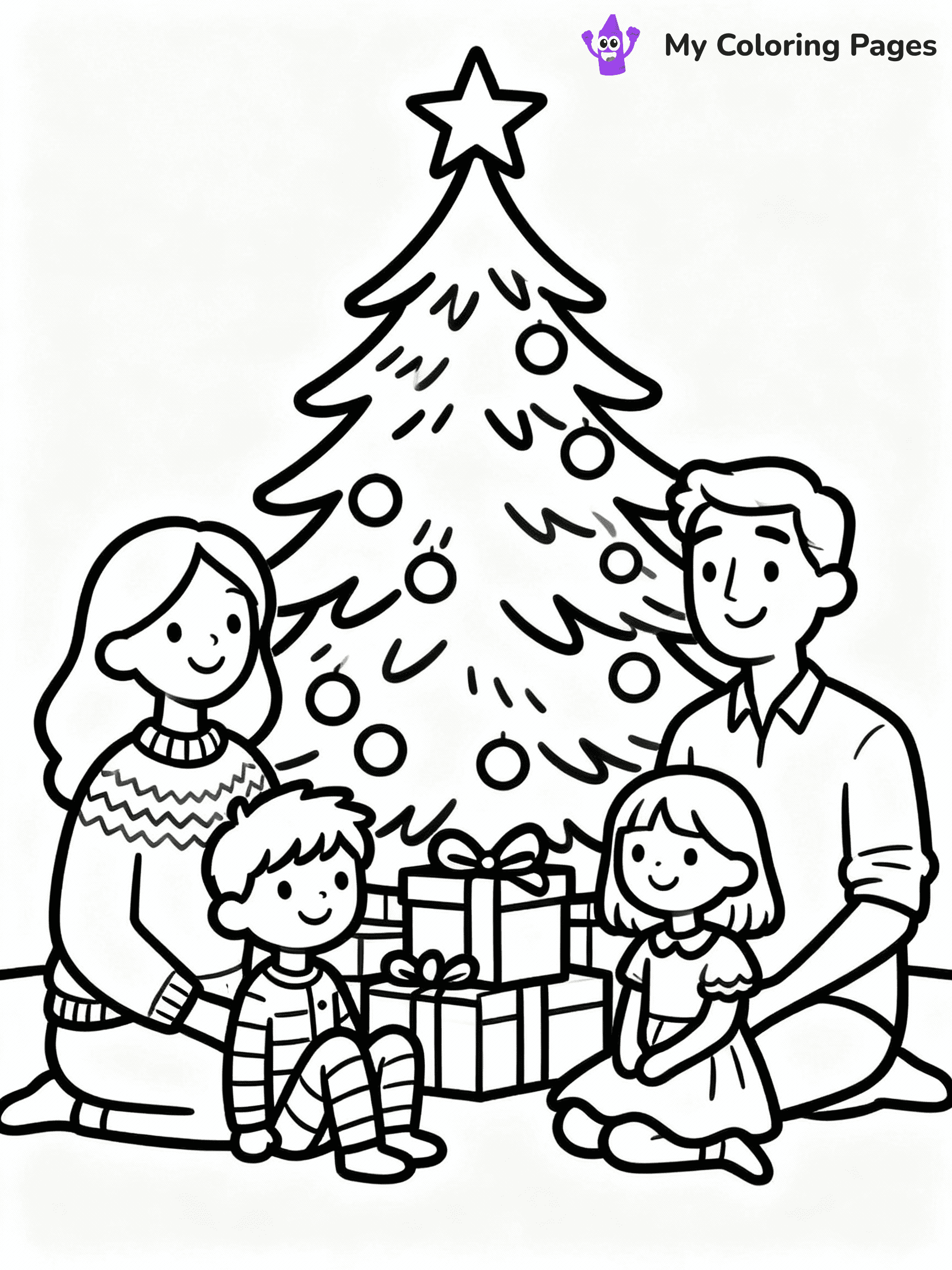 ⚠️ CRITICAL REQUIREMENT - ABSOLUTE BLACK AND WHITE ONLY ⚠️
This MUST be a BLACK AND WHITE line drawing ONLY. NO COLORS whatsoever.
- ONLY pure black lines (#000000) on pure white background (#FFFFFF)
- ABSOLUTELY NO colors, NO shading, NO gradients, NO grayscale
- If there are ANY colors in the output, the image is REJECTED
- This is a COLORING PAGE - meant to be COLORED IN by children
- The output must be UNCOLORED line art ready for coloring
⚠️ SUBJECT TO DRAW: Family gathered around a Christmas tree, opening gifts, joyful holiday style
(REMEMBER: Output must be BLACK AND WHITE line art only, NOT colored!)
# COLORING PAGE: BLACK OUTLINES ONLY - WHITE BACKGROUND MANDATORY
Create a **coloring book page** using EXACTLY two values: black lines, white space.
## NON-NEGOTIABLE BINARY RULES
- **ONLY #000000 (black) and #FFFFFF (white)** - NO other values exist
- **EVERY PIXEL = BLACK OR WHITE** - no gray/shading/antialiasing
- **WHITE BACKGROUND MANDATORY** - entire canvas stays white
- **ALL SHAPES HOLLOW** - everything is empty outlines waiting to be colored
- **FORBIDDEN:** fills, shading, gradients, patterns, textures, colors
- **NO SOLID REGIONS** - if it's not a thin line, it's wrong
## Universal Line Standards
- Black outlines ONLY - thin, uniform weight
- Every shape completely empty inside
- Closed contours suitable for coloring
- Clean flat illustration with appropriate detail - zero depth/3D/realism
- **Style:** Whimsical Doodle Art Alley - rounded, friendly outlines with age-appropriate detail (unless specified)
## Everything = Detailed Outline Only
- Characters/animals: hollow shapes with clear features
- Objects/clothing: empty contours with appropriate details
- Backgrounds/scenery: line work only
- Natural elements: outlined forms
- Dark/night areas: don't exist (use outlined symbols)
- Textures/patterns: convert to outlined decorative elements
## The Test
Can a child color EVERY white space with crayons? If any area is pre-filled/shaded/gray, it FAILS. Every shape must be waiting to receive color.
**FINAL OUTPUT**: Binary coloring page. Black lines define shapes. White spaces ready for coloring. Nothing else exists. No exceptions. Print-ready.
⚠️ FINAL REMINDER: Draw the subject "Family gathered around a Christmas tree, opening gifts, joyful holiday style" as BLACK AND WHITE line art. Zero colors in output.