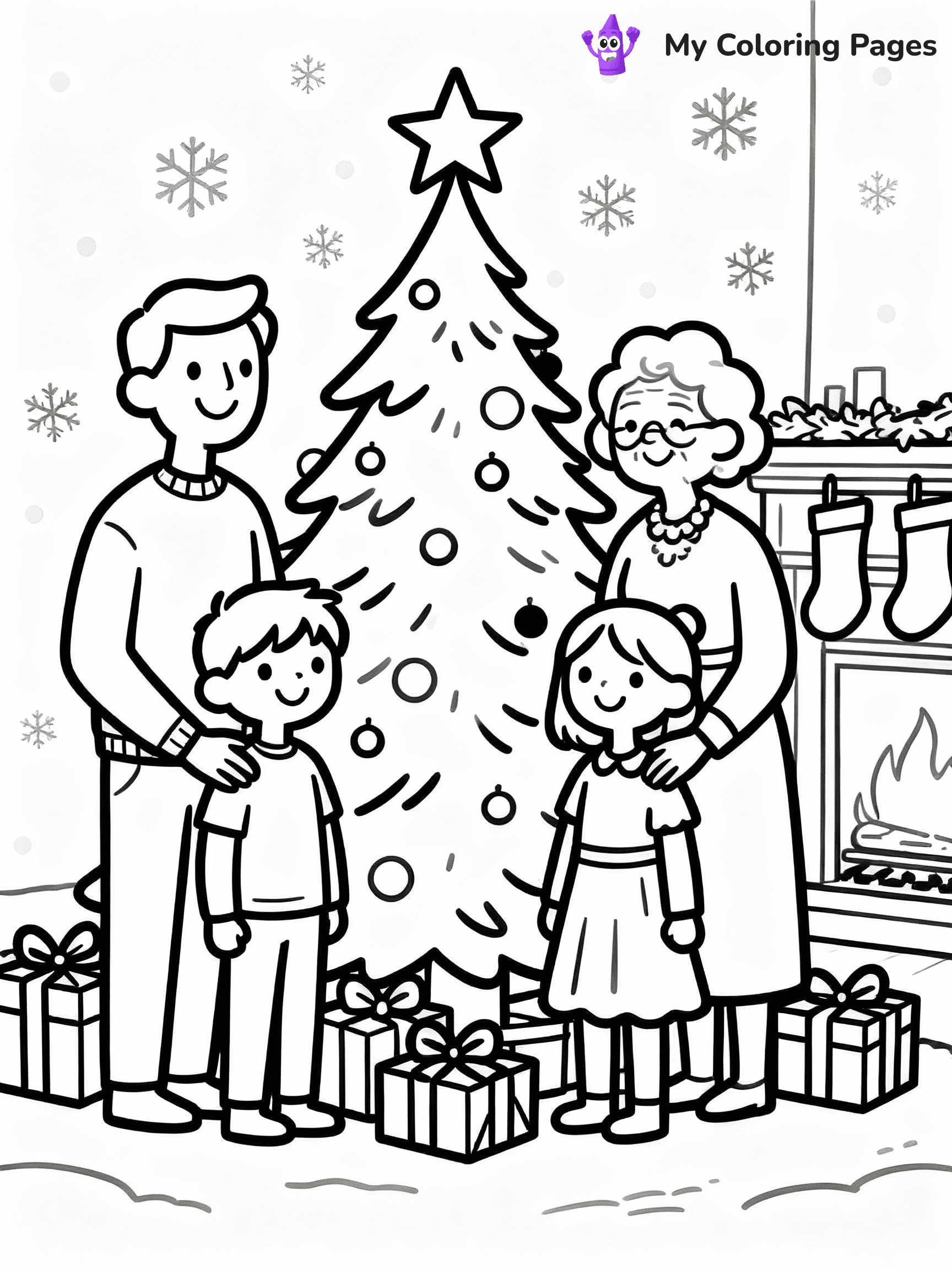 ⚠️ CRITICAL REQUIREMENT - ABSOLUTE BLACK AND WHITE ONLY ⚠️
This MUST be a BLACK AND WHITE line drawing ONLY. NO COLORS whatsoever.
- ONLY pure black lines (#000000) on pure white background (#FFFFFF)
- ABSOLUTELY NO colors, NO shading, NO gradients, NO grayscale
- If there are ANY colors in the output, the image is REJECTED
- This is a COLORING PAGE - meant to be COLORED IN by children
- The output must be UNCOLORED line art ready for coloring
⚠️ SUBJECT TO DRAW: Family gathered around a Christmas tree, opening gifts, joyful holiday style
(REMEMBER: Output must be BLACK AND WHITE line art only, NOT colored!)
# COLORING PAGE: BLACK OUTLINES ONLY - WHITE BACKGROUND MANDATORY
Create a **coloring book page** using EXACTLY two values: black lines, white space.
## NON-NEGOTIABLE BINARY RULES
- **ONLY #000000 (black) and #FFFFFF (white)** - NO other values exist
- **EVERY PIXEL = BLACK OR WHITE** - no gray/shading/antialiasing
- **WHITE BACKGROUND MANDATORY** - entire canvas stays white
- **ALL SHAPES HOLLOW** - everything is empty outlines waiting to be colored
- **FORBIDDEN:** fills, shading, gradients, patterns, textures, colors
- **NO SOLID REGIONS** - if it's not a thin line, it's wrong
## Universal Line Standards
- Black outlines ONLY - thin, uniform weight
- Every shape completely empty inside
- Closed contours suitable for coloring
- Clean flat illustration with appropriate detail - zero depth/3D/realism
- **Style:** Whimsical Doodle Art Alley - rounded, friendly outlines with age-appropriate detail (unless specified)
## Everything = Detailed Outline Only
- Characters/animals: hollow shapes with clear features
- Objects/clothing: empty contours with appropriate details
- Backgrounds/scenery: line work only
- Natural elements: outlined forms
- Dark/night areas: don't exist (use outlined symbols)
- Textures/patterns: convert to outlined decorative elements
## The Test
Can a child color EVERY white space with crayons? If any area is pre-filled/shaded/gray, it FAILS. Every shape must be waiting to receive color.
**FINAL OUTPUT**: Binary coloring page. Black lines define shapes. White spaces ready for coloring. Nothing else exists. No exceptions. Print-ready.
⚠️ FINAL REMINDER: Draw the subject "Family gathered around a Christmas tree, opening gifts, joyful holiday style" as BLACK AND WHITE line art. Zero colors in output.