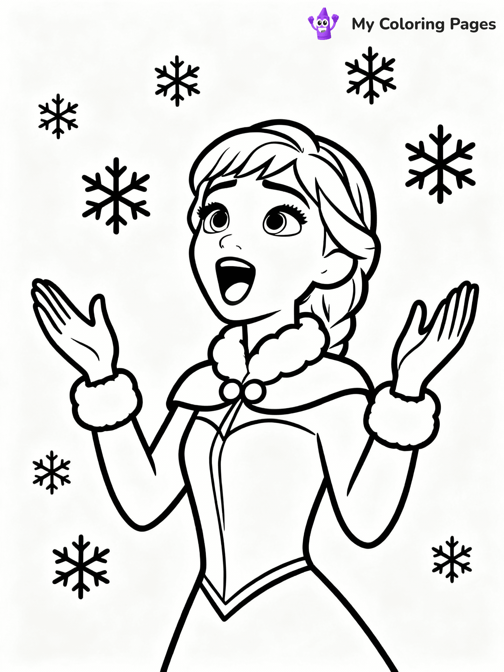 ⚠️ CRITICAL REQUIREMENT - ABSOLUTE BLACK AND WHITE ONLY ⚠️
This MUST be a BLACK AND WHITE line drawing ONLY. NO COLORS whatsoever.
- ONLY pure black lines (#000000) on pure white background (#FFFFFF)
- ABSOLUTELY NO colors, NO shading, NO gradients, NO grayscale
- If there are ANY colors in the output, the image is REJECTED
- This is a COLORING PAGE - meant to be COLORED IN by children
- The output must be UNCOLORED line art ready for coloring
⚠️ SUBJECT TO DRAW: Anna from Frozen singing, wearing winter coat, snowflakes around.
(REMEMBER: Output must be BLACK AND WHITE line art only, NOT colored!)
# COLORING PAGE: BLACK OUTLINES ONLY - WHITE BACKGROUND MANDATORY
Create a **coloring book page** using EXACTLY two values: black lines, white space.
## NON-NEGOTIABLE BINARY RULES
- **ONLY #000000 (black) and #FFFFFF (white)** - NO other values exist
- **EVERY PIXEL = BLACK OR WHITE** - no gray/shading/antialiasing
- **WHITE BACKGROUND MANDATORY** - entire canvas stays white
- **ALL SHAPES HOLLOW** - everything is empty outlines waiting to be colored
- **FORBIDDEN:** fills, shading, gradients, patterns, textures, colors
- **NO SOLID REGIONS** - if it's not a thin line, it's wrong
## Universal Line Standards
- Black outlines ONLY - thin, uniform weight
- Every shape completely empty inside
- Closed contours suitable for coloring
- Simple flat illustration - zero depth/3D/realism
- **Style:** Whimsical Doodle Art Alley - rounded, friendly outlines (unless specified)
## Everything = Outline Only
- Characters/animals: hollow shapes
- Objects/clothing: empty contours
- Backgrounds/scenery: line work only
- Natural elements: outlined forms
- Dark/night areas: don't exist (use outlined symbols)
- Textures/patterns: convert to simple lines
## The Test
Can a child color EVERY white space with crayons? If any area is pre-filled/shaded/gray, it FAILS. Every shape must be waiting to receive color.
**FINAL OUTPUT**: Binary coloring page. Black lines define shapes. White spaces ready for coloring. Nothing else exists. No exceptions. Print-ready.
⚠️ FINAL REMINDER: Draw the subject "Anna from Frozen singing, wearing winter coat, snowflakes around." as BLACK AND WHITE line art. Zero colors in output.