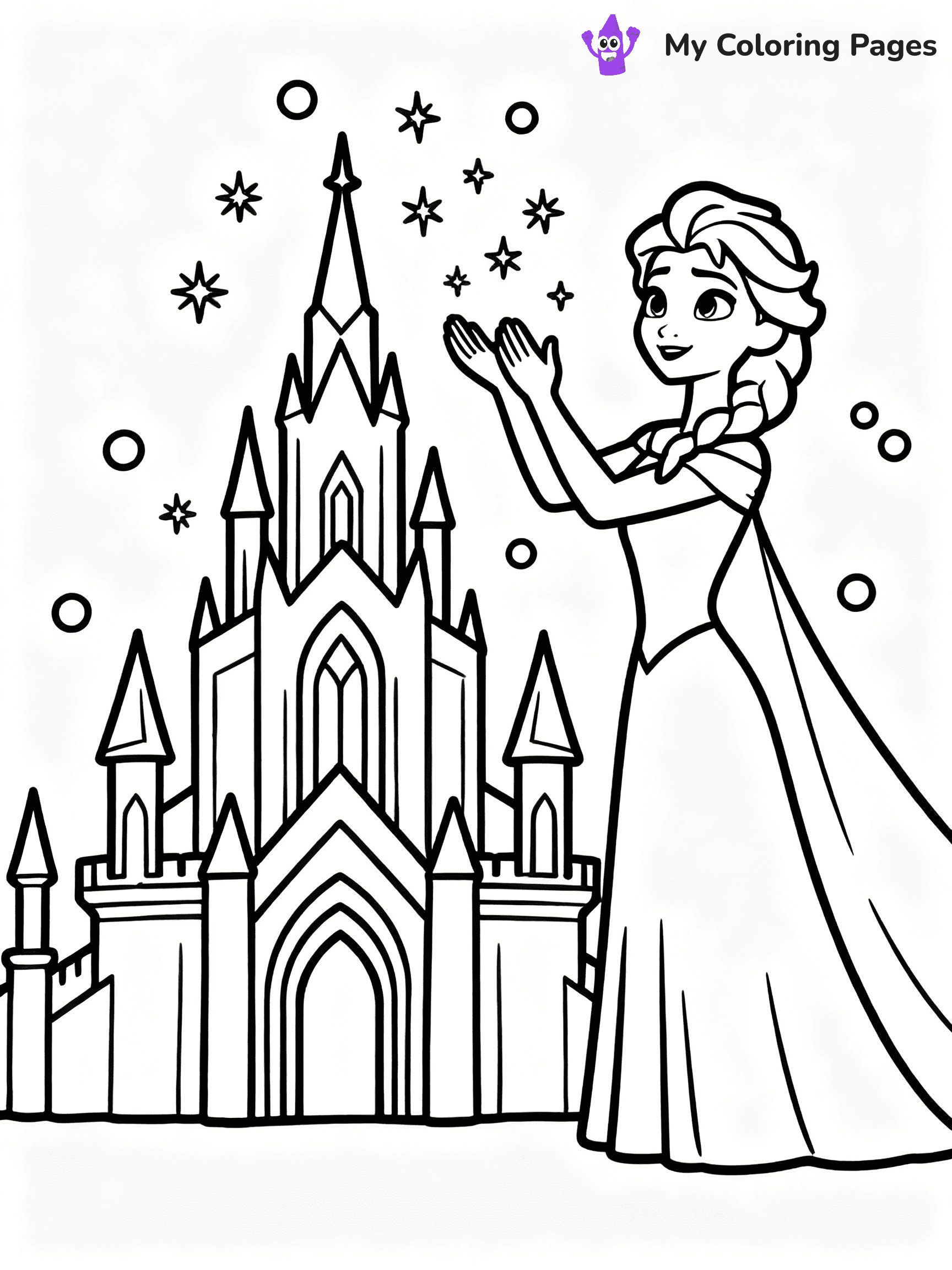 ⚠️ CRITICAL REQUIREMENT - ABSOLUTE BLACK AND WHITE ONLY ⚠️
This MUST be a BLACK AND WHITE line drawing ONLY. NO COLORS whatsoever.
- ONLY pure black lines (#000000) on pure white background (#FFFFFF)
- ABSOLUTELY NO colors, NO shading, NO gradients, NO grayscale
- If there are ANY colors in the output, the image is REJECTED
- This is a COLORING PAGE - meant to be COLORED IN by children
- The output must be UNCOLORED line art ready for coloring
⚠️ SUBJECT TO DRAW: Elsa from Frozen creating ice castle, hands raised, sparkles flying.
(REMEMBER: Output must be BLACK AND WHITE line art only, NOT colored!)
# COLORING PAGE: BLACK OUTLINES ONLY - WHITE BACKGROUND MANDATORY
Create a **coloring book page** using EXACTLY two values: black lines, white space.
## NON-NEGOTIABLE BINARY RULES
- **ONLY #000000 (black) and #FFFFFF (white)** - NO other values exist
- **EVERY PIXEL = BLACK OR WHITE** - no gray/shading/antialiasing
- **WHITE BACKGROUND MANDATORY** - entire canvas stays white
- **ALL SHAPES HOLLOW** - everything is empty outlines waiting to be colored
- **FORBIDDEN:** fills, shading, gradients, patterns, textures, colors
- **NO SOLID REGIONS** - if it's not a thin line, it's wrong
## Universal Line Standards
- Black outlines ONLY - thin, uniform weight
- Every shape completely empty inside
- Closed contours suitable for coloring
- Simple flat illustration - zero depth/3D/realism
- **Style:** Whimsical Doodle Art Alley - rounded, friendly outlines (unless specified)
## Everything = Outline Only
- Characters/animals: hollow shapes
- Objects/clothing: empty contours
- Backgrounds/scenery: line work only
- Natural elements: outlined forms
- Dark/night areas: don't exist (use outlined symbols)
- Textures/patterns: convert to simple lines
## The Test
Can a child color EVERY white space with crayons? If any area is pre-filled/shaded/gray, it FAILS. Every shape must be waiting to receive color.
**FINAL OUTPUT**: Binary coloring page. Black lines define shapes. White spaces ready for coloring. Nothing else exists. No exceptions. Print-ready.
⚠️ FINAL REMINDER: Draw the subject "Elsa from Frozen creating ice castle, hands raised, sparkles flying." as BLACK AND WHITE line art. Zero colors in output.