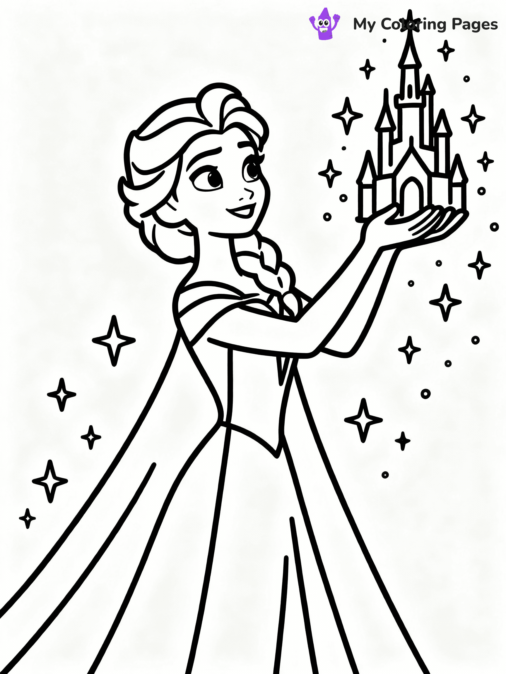 ⚠️ CRITICAL REQUIREMENT - ABSOLUTE BLACK AND WHITE ONLY ⚠️
This MUST be a BLACK AND WHITE line drawing ONLY. NO COLORS whatsoever.
- ONLY pure black lines (#000000) on pure white background (#FFFFFF)
- ABSOLUTELY NO colors, NO shading, NO gradients, NO grayscale
- If there are ANY colors in the output, the image is REJECTED
- This is a COLORING PAGE - meant to be COLORED IN by children
- The output must be UNCOLORED line art ready for coloring
⚠️ SUBJECT TO DRAW: Elsa from Frozen creating ice castle, hands raised, sparkles flying.
(REMEMBER: Output must be BLACK AND WHITE line art only, NOT colored!)
# COLORING PAGE: BLACK OUTLINES ONLY - WHITE BACKGROUND MANDATORY
Create a **coloring book page** using EXACTLY two values: black lines, white space.
## NON-NEGOTIABLE BINARY RULES
- **ONLY #000000 (black) and #FFFFFF (white)** - NO other values exist
- **EVERY PIXEL = BLACK OR WHITE** - no gray/shading/antialiasing
- **WHITE BACKGROUND MANDATORY** - entire canvas stays white
- **ALL SHAPES HOLLOW** - everything is empty outlines waiting to be colored
- **FORBIDDEN:** fills, shading, gradients, patterns, textures, colors
- **NO SOLID REGIONS** - if it's not a thin line, it's wrong
## Universal Line Standards
- Black outlines ONLY - thin, uniform weight
- Every shape completely empty inside
- Closed contours suitable for coloring
- Simple flat illustration - zero depth/3D/realism
- **Style:** Whimsical Doodle Art Alley - rounded, friendly outlines (unless specified)
## Everything = Outline Only
- Characters/animals: hollow shapes
- Objects/clothing: empty contours
- Backgrounds/scenery: line work only
- Natural elements: outlined forms
- Dark/night areas: don't exist (use outlined symbols)
- Textures/patterns: convert to simple lines
## The Test
Can a child color EVERY white space with crayons? If any area is pre-filled/shaded/gray, it FAILS. Every shape must be waiting to receive color.
**FINAL OUTPUT**: Binary coloring page. Black lines define shapes. White spaces ready for coloring. Nothing else exists. No exceptions. Print-ready.
⚠️ FINAL REMINDER: Draw the subject "Elsa from Frozen creating ice castle, hands raised, sparkles flying." as BLACK AND WHITE line art. Zero colors in output.